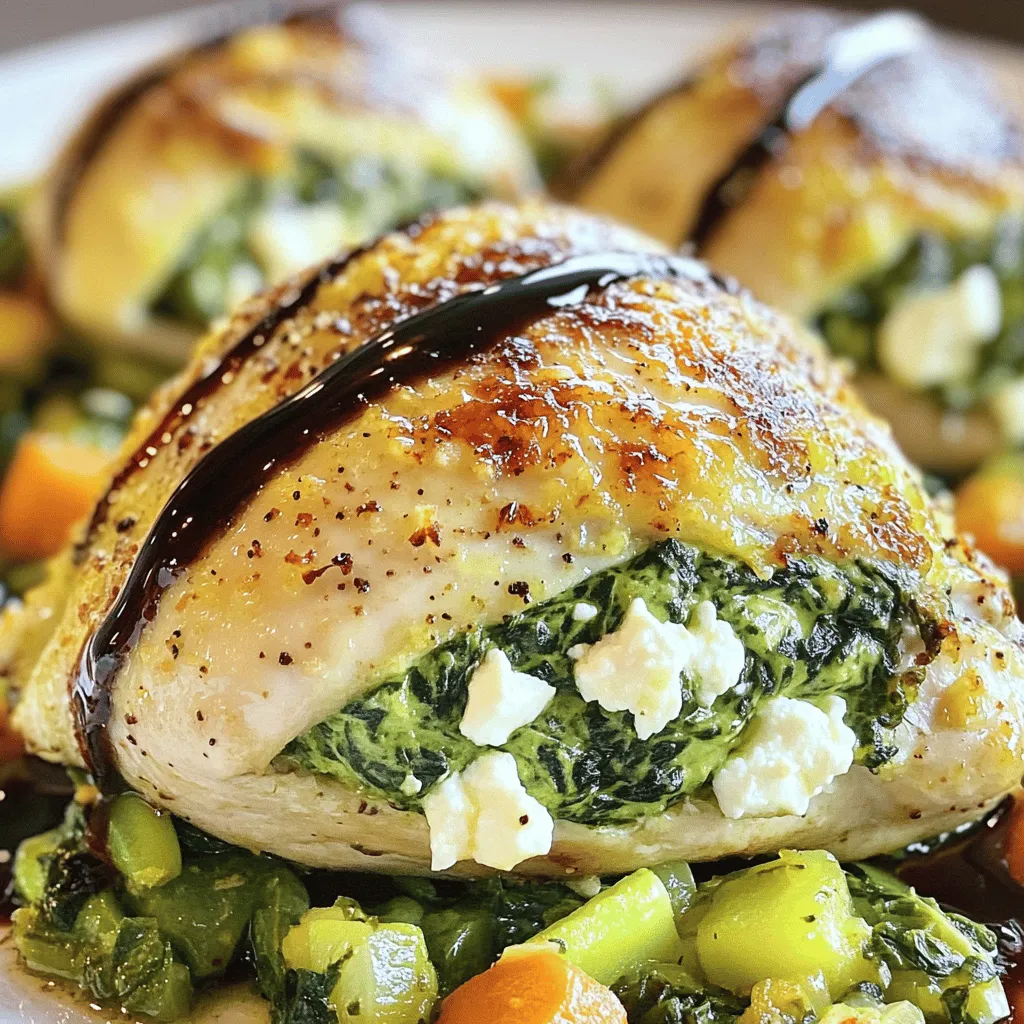 - 4 boneless, skinless chicken breasts - 2 cups fresh spinach, chopped - 1 cup feta cheese, crumbled - 1/4 cup cream cheese, softened - 2 cloves garlic, minced - 1 teaspoon dried oregano - 1/2 teaspoon salt - 1/4 teaspoon black pepper - 1 tablespoon olive oil - 1 teaspoon lemon juice - Toothpicks or kitchen twine for securing