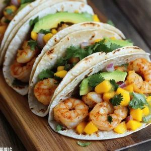 - 1 lb large shrimp, peeled and deveined - 2 tablespoons olive oil - Spices: smoked paprika, cayenne pepper, garlic powder, chili powder - Salt and pepper to taste - 8 small corn or flour tortillas - Toppings: avocado slices - 1 ripe mango, diced - 1/2 red onion, finely chopped - 1/4 cup fresh cilantro, chopped - 1 jalapeño, seeded and minced - Juice of 1 lime I love the bright, fresh flavors in this recipe. The large shrimp really shine with the spices. The smoked paprika gives a nice depth, while the cayenne adds a kick. Garlic powder and chili powder round out the taste. Corn or flour tortillas work well. I prefer corn for their texture. Sliced avocado adds creaminess and balances the heat. The mango salsa is a highlight. It brings sweetness and a burst of color. Diced mango, red onion, cilantro, and jalapeño combine perfectly. A squeeze of lime juice adds zing. For those wanting to explore the full recipe, check out the [Full Recipe]. Enjoy crafting these delicious tacos! - Mix olive oil and spices in a bowl. - Add smoked paprika, cayenne pepper, garlic powder, chili powder, salt, and pepper. - Toss the shrimp in the spice mix. - Let the shrimp marinate for 15 minutes. Marinating the shrimp lets the flavors soak in. This makes each bite taste amazing. After 15 minutes, the shrimp will be ready to cook. - Combine diced mango, chopped onion, minced jalapeño, and chopped cilantro in a bowl. - Squeeze lime juice over the mix and toss gently. This fresh mango salsa adds a sweet and spicy kick to your tacos. The bright flavors balance the shrimp's heat. It’s easy and fun to make. - Heat a skillet over medium-high heat. - Cook the marinated shrimp in a single layer for 2-3 minutes on each side. - Warm tortillas in the same skillet for about 30 seconds on each side. Cooking shrimp this way keeps them juicy and tender. The tortillas will become soft and warm, perfect for holding all the tasty fillings. You can find the full recipe [Full Recipe] for more details. Enjoy the process and get ready for a delicious meal! Marinating shrimp is key for great flavor. Use the spice mix from the recipe. Let the shrimp soak in the mix for about 15 minutes. This helps the shrimp absorb all those spicy notes. To cook shrimp, heat your skillet until it’s hot. Place the shrimp in a single layer. Cook each side for 2-3 minutes. Remove the shrimp when they turn pink and opaque. Overcooked shrimp can get tough, so keep an eye on them. If you want to switch shrimp, try chicken or tofu. Both options work well with the same spices. For the mango salsa, you can use different fruits. Pineapple or peaches add a sweet twist. Experiment with what you have on hand for unique flavors. These tacos pair nicely with sides like rice or beans. Black beans boost protein and fiber. You can also serve chips with salsa for a fun crunch. For sauces, try a drizzle of lime crema or a tangy hot sauce. These toppings add more flavor and depth to your meal. Enjoy your spicy shrimp tacos with a refreshing drink for a complete meal. For the full recipe, check the details above! {{image_2}} You can easily adjust the spice in your tacos. If you like it mild, use less cayenne pepper. For a kick, add more cayenne or chili powder. You can also try different hot sauces for extra flavor. A dash of your favorite sauce can enhance the shrimp's taste. Feel free to get creative with toppings. You can add cheese, like crumbled feta or shredded cheddar. Sour cream adds creaminess, while fresh avocado slices bring smoothness. You can also include extra veggies in your mango salsa. Try diced bell peppers or tomatoes for added crunch and color. Presentation can make your tacos stand out. Serve them on a colorful platter with lime wedges. You can also use small baskets lined with parchment paper. For a taco party, set up a taco bar. Let guests build their own tacos with all the toppings and salsas. After enjoying your spicy shrimp tacos, store leftovers right away. Place shrimp and mango salsa in separate containers. I recommend using airtight glass containers. This keeps them fresh longer. Make sure to cool them down first. Don't let food sit out for too long. You can freeze shrimp before cooking. However, ensure they are fresh. They should not be previously frozen. If you do freeze shrimp, use a freezer-safe bag. Remove as much air as possible. For avocado, it's best to avoid freezing. It can turn brown and mushy. If you must freeze it, slice it and add lime juice to slow browning. Leftovers can last in the fridge for 2-3 days. Always check for signs of spoilage. If the shrimp smells off or looks slimy, discard it. The mango salsa should stay fresh, too. Look for changes in color or texture. If it smells sour, it's time to toss it out. Enjoy your spicy shrimp tacos with fresh ingredients for the best taste! For the full recipe, check the earlier section. The best way to cook shrimp for tacos is by pan-searing them. Start by marinating the shrimp in olive oil and spices. Heat a skillet over medium-high heat. Add the shrimp in a single layer. Cook them for 2-3 minutes on each side. They should turn pink and opaque when done. This method keeps them juicy and full of flavor. Yes, you can make mango salsa ahead of time. It tastes better after sitting for a while. Combine the diced mango, red onion, jalapeño, and cilantro. Squeeze lime juice over it, then mix well. Store it in the fridge in an airtight container. Use it within 1-2 days for the best taste. Great sides for spicy shrimp tacos include: - Mexican rice - Refried beans - Grilled corn on the cob - A simple green salad These sides balance the spice and add freshness to your meal. To make shrimp tacos gluten-free, use corn tortillas instead of flour tortillas. Always check the labels on your ingredients, especially sauces and spices. Most spices are gluten-free, but some blends might contain gluten. This way, you can enjoy the tacos without worry. Yes, you can use frozen shrimp for this recipe. Just make sure to thaw them first. Place the shrimp in cold water for about 15-20 minutes or leave them in the fridge overnight. Pat them dry before marinating. This helps the spices stick better. For the full recipe, check the details above. You’ve learned how to make tasty shrimp tacos with fresh mango salsa. Using the right ingredients, like shrimp, spices, and ripe mango, boosts flavor. Proper marinating and cooking techniques ensure juicy shrimp every time. Feel free to adjust spices or toppings to fit your taste. Whether you prepare these for yourself or a gathering, they are sure to please. Get ready to enjoy delicious tacos that are simple and fun to make!
