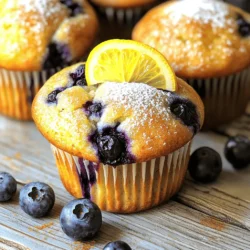 - 1 cup fresh blueberries (or frozen, if preferred) - 1 ½ cups all-purpose flour - 1/2 cup sugar (plus extra for sprinkling) - 1 tablespoon baking powder - 1/2 teaspoon salt - Zest of 1 large lemon - 1/2 cup unsalted butter, melted - 2 large eggs - 1/2 cup milk (or almond milk for a twist) - 2 tablespoons fresh lemon juice - 1 teaspoon vanilla extract Each ingredient plays a key role in the flavor and texture of the muffins. The flour gives structure, while the sugar adds sweetness. Baking powder helps the muffins rise, giving a light and fluffy texture. The lemon zest and juice bring a fresh, bright taste. The blueberries add a juicy burst in every bite. - Flour: Use all-purpose flour for the best results. - Sugar: Granulated sugar works well. Adjust to taste if you prefer less sweetness. - Butter: Melted butter adds richness. Make sure it cools slightly before mixing. - Milk: Regular milk or almond milk both work fine. Choose what you like! - Eggs: Large eggs are ideal for binding the ingredients together. Each muffin contains roughly: - Calories: 180 - Protein: 3g - Carbohydrates: 25g - Fat: 8g - Fiber: 1g - Sugar: 8g These muffins are a great morning treat or snack. They give you energy without being too heavy. For more details, check the [Full Recipe] for specific nutrients and serving sizes. First, gather your ingredients. You need: - 1 cup fresh blueberries (or frozen, if preferred) - 1 ½ cups all-purpose flour - 1/2 cup sugar (plus extra for sprinkling) - 1 tablespoon baking powder - 1/2 teaspoon salt - Zest of 1 large lemon - 1/2 cup unsalted butter, melted - 2 large eggs - 1/2 cup milk (or almond milk for a twist) - 2 tablespoons fresh lemon juice - 1 teaspoon vanilla extract Next, preheat your oven to 375°F (190°C). Line a muffin tin with paper liners or grease it with non-stick spray. In a large bowl, mix the flour, sugar, baking powder, salt, and lemon zest. This helps the flavors blend well. In a separate bowl, whisk together the melted butter, eggs, milk, lemon juice, and vanilla extract. Aim for a smooth and creamy texture. Slowly add the wet mixture to the dry ingredients. Stir gently until just combined. You want it to be slightly lumpy, not smooth. Now, gently fold in the blueberries. Make sure they are evenly spread throughout the batter. Spoon the batter into the muffin tin, filling each cavity about 3/4 full. Sprinkle a little sugar on top of each muffin for added crunch. Bake in the preheated oven for 18-20 minutes. You’ll know they’re done when they turn golden brown and a toothpick comes out clean. After baking, let the muffins cool in the tin for 5 minutes. Then transfer them to a wire rack. This helps them cool evenly. Serve the muffins warm. You can dust them with powdered sugar and add a slice of lemon or a few fresh blueberries on top. This adds a nice touch and makes them look beautiful. For more details, check the Full Recipe. To make your lemon blueberry muffins moist, use room-temperature ingredients. Cold eggs and milk can affect how well the batter mixes. When mixing, stir just until combined. Overmixing can lead to tough muffins. Adding a bit of sour cream or yogurt also helps keep them soft. A common mistake is using old baking powder. Always check its freshness. If it’s not active, the muffins won’t rise. Another mistake is not measuring the flour correctly. Too much flour can make muffins dry. Use the spoon-and-level method to measure flour accurately. Store your muffins in an airtight container at room temperature for up to three days. If you want to keep them longer, freeze them. Wrap each muffin in plastic wrap and place them in a freezer bag. They will last up to three months. To enjoy them, just thaw and warm them up in the oven or microwave. For more detailed instructions, check the Full Recipe. {{image_2}} You can easily swap some ingredients in this recipe. If you don't have all-purpose flour, whole wheat flour works well. For a sweetener change, try using honey or maple syrup instead of sugar. If you need a dairy-free option, almond milk or oat milk is great in place of regular milk. For butter, use coconut oil or a vegan butter substitute. These small changes keep the muffins tasty. To make your muffins even better, think about adding spices. A pinch of cinnamon or nutmeg can add warmth. You can also mix in lemon extract for a stronger lemon flavor. Want more texture? Add chopped nuts like almonds or walnuts. A few tablespoons of poppy seeds can add a nice crunch too. These additions make your muffins unique and delightful. If you want gluten-free muffins, use a gluten-free flour blend. It usually works just like all-purpose flour. For a vegan version, replace the eggs with flax eggs. Mix one tablespoon of ground flaxseed with three tablespoons of water and let it sit until it thickens. You can swap the butter with a plant-based alternative. These adaptations let everyone enjoy your lemon blueberry muffins without worries. Check out the Full Recipe for all the details! To keep your lemon blueberry muffins fresh, store them in an airtight container. Place them at room temperature for up to three days. If your kitchen is warm, you can store them in the fridge. Just remember, cold can make them a bit dry. For longer storage, freeze muffins. Wrap each muffin tightly in plastic wrap. Then, place them in a freezer bag or container. They can last up to three months in the freezer. When you're ready to eat, just thaw them at room temperature. To reheat muffins, use the microwave. Heat for about 15-20 seconds for one muffin. If you prefer a crispy top, pop them in the oven at 350°F (175°C) for about 5-10 minutes. This makes them warm and delicious, just like fresh-baked. Enjoy these treats anytime! For the full recipe, check out the [Full Recipe]. To store leftover muffins, place them in an airtight container. Keep them at room temperature for up to three days. If you want them to last longer, store them in the fridge for a week. For extra freshness, you can freeze them. Wrap each muffin in plastic wrap, then place them in a freezer bag. They will stay good for up to three months. When you want to eat one, let it thaw at room temperature or warm it in the microwave. Yes, you can use frozen blueberries. They work well in this recipe. Just be sure to toss them in a bit of flour before adding them to the batter. This helps prevent them from sinking to the bottom. Frozen blueberries may make the batter a little purple, but they taste just as good and add a nice touch. These muffins rise well due to a few key factors. First, the baking powder creates bubbles of gas in the batter. This gas expands when heated, making the muffins rise. Second, the eggs add structure and stability. Finally, mixing the wet and dry ingredients gently helps keep the air in the batter. Avoid overmixing; a few lumps are okay. For the full recipe, check out the section above! In this blog post, we explored simple recipes for delicious muffins. We covered ingredients, measurement details, and nutritional facts. You learned step-by-step instructions for preparation, baking, and serving. I shared tips for keeping muffins moist and avoiding common mistakes. You also found variations for different diets and flavor boosts. Don’t forget to check storage tips for fresh muffins. With these insights, you can bake memorable treats that everyone will enjoy. Now, get baking and savor the results!