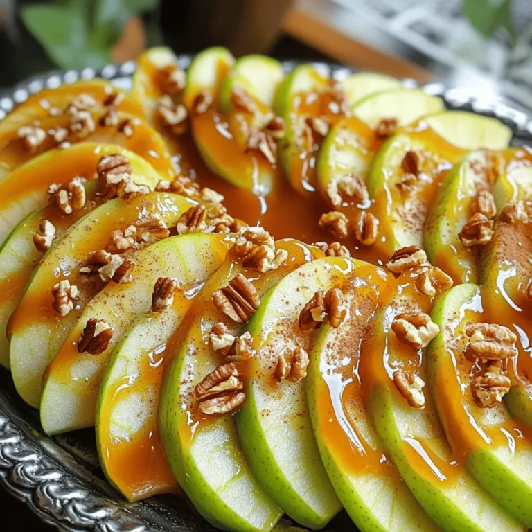 - 4 medium apples (Granny Smith or Fuji), cored and sliced - 1 cup brown sugar - 1/2 cup unsalted butter - 1/4 cup heavy cream - 1 teaspoon vanilla extract - 1/2 teaspoon sea salt - 1 cup chopped nuts (walnuts or pecans) for garnish - 1/2 teaspoon cinnamon (optional) To make caramel apple dip, you need simple ingredients. Start with fresh apples. I love using Granny Smith or Fuji apples. They give a nice tartness that pairs well with sweet caramel. You’ll need brown sugar and unsalted butter for a rich base. Heavy cream adds creaminess, while vanilla extract brings in a lovely flavor. Sea salt balances the sweetness, and chopped nuts add a nice crunch. - Alternative fruits for dipping: Try using pears or bananas for a twist. - Vegan substitutes: Use coconut oil instead of butter. Almond milk can replace heavy cream. - Different types of nuts or toppings: Experiment with almonds or chocolate sprinkles for more fun. These variations keep your dip exciting and cater to different tastes. Enjoy experimenting with what you have at home! You can find the full recipe in the earlier section. First, we need to make the caramel sauce. Start by melting the butter in a medium saucepan over medium heat. Watch it closely as it begins to foam. Once melted, add the brown sugar. Stir it well until the mixture is thick and smooth. Next, carefully pour in the heavy cream while stirring. This step is key to preventing lumps. Continue to stir as the mixture comes to a gentle simmer. Reduce the heat to low, and let it bubble for about five minutes. Keep stirring occasionally. This will help the sauce thicken nicely. Once it thickens, take it off the heat. Stir in the vanilla extract and sea salt. If you want a little warmth, add cinnamon now. Let the caramel cool for about ten minutes. It will continue to thicken as it cools. Now, let’s put it all together. While the caramel cools, slice the apples and arrange them on a serving platter. I prefer Granny Smith or Fuji apples for their crispness and flavor. Once the caramel sauce has cooled, pour it over the apple slices. Make sure to cover them evenly with the sauce. For a finishing touch, sprinkle chopped nuts on top. Walnuts or pecans work great for texture and flavor. For an extra special look, you can drizzle more caramel over the platter. This adds a nice touch and makes it more inviting. Enjoy your delicious caramel apple dip! For the complete recipe, see the [Full Recipe]. To get smooth caramel, watch for key signs. The mixture should bubble gently, not boil too hard. Look for a rich golden color. If your caramel turns grainy, it can be fixed. Heat it slowly while stirring. Add a splash of water to bring it back to life. Serve caramel apple dip in a big bowl. Use small forks or skewers for easy dipping. For a fun twist, add chocolate chips or colorful sprinkles on the side. Your guests can customize their dip! Arrange the apple slices in a circle around the dip bowl. You can drizzle some extra caramel over the apples for a beautiful look. To finish, sprinkle chopped nuts on top. This adds flavor and crunch! {{image_2}} You can change your caramel apple dip with fun flavors. Try adding spices like nutmeg or ginger. These spices give the dip a warm and cozy taste. It’s a nice twist for chilly days. Another great option is to create a chocolate caramel apple dip. Just mix melted chocolate with your caramel sauce. The rich chocolate adds a sweet touch that kids love. You can drizzle it over the apples for a fun look. Make your caramel apple dip fit the season. For a fall-inspired treat, use pumpkin spice. It gives a nice autumn flavor that pairs well with apples. You can even add some chopped pecans for crunch. During the holidays, think about adding peppermint or nutmeg. These flavors bring a festive touch to your dip. Just a little sprinkle of peppermint on top can make it feel like a holiday party. Not in the mood for apples? No problem! You can use other dippers too. Cookies or pretzels work great with caramel. They add a nice salty flavor that balances the sweetness. You can also try finger foods like marshmallows or biscotti. Marshmallows are fun and chewy. Biscotti adds a nice crunch. Both give you different textures, making your dip even more enjoyable. For the full recipe of this delightful caramel apple dip, check out the [Full Recipe]. To keep your caramel apple dip fresh, use a tight container. A glass or plastic container with a lid works best. Make sure it seals well to prevent air from getting in. Before storing, let the dip cool to room temperature. This step helps avoid condensation inside the container. In the fridge, caramel apple dip lasts about 5 to 7 days. Store it in the fridge right after your party. If you want to freeze it, pour the dip into a freezer-safe container. It can last up to 3 months in the freezer. Just remember to let it cool before freezing. To reheat your caramel sauce, warm it slowly on the stove. Use low heat to keep the texture smooth. Stir it often to avoid burning. If you prefer it cold, just take it out of the fridge and serve. It tastes great either way. If you want to serve it warm, check that it is not too hot before pouring it over the apples. For the complete recipe, visit the Full Recipe section. To make caramel apple dip from scratch, follow these steps: 1. Melt 1/2 cup of unsalted butter in a saucepan over medium heat. 2. Stir in 1 cup of brown sugar until blended. 3. Gradually add 1/4 cup of heavy cream while stirring. 4. Simmer the mix for about 5 minutes until it thickens. 5. Stir in 1 teaspoon of vanilla extract and 1/2 teaspoon of sea salt. 6. Let it cool for 10 minutes before serving. This simple process creates a rich, creamy dip. You can find the full recipe above for all details. Yes, you can use store-bought caramel. Look for brands like Kraft or Merckens. These caramels melt well and taste great. They save time if you prefer quick prep over making it from scratch. The best apples for this dip include: - Granny Smith: Tart and crisp, they balance the sweet caramel. - Fuji: Sweet and firm, they add a nice crunch. These apples hold up well and provide a great flavor contrast to the dip. Yes, caramel apple dip is gluten-free. The ingredients, like brown sugar and butter, do not contain gluten. Always check labels to ensure no gluten is present in pre-made products. This makes it a safe treat for those with gluten sensitivities. Caramel apple dip is a simple, fun treat made with fresh apples and rich caramel. You can customize it with different fruits and nuts for a unique twist. Remember to simmer the sauce just right for the best texture. Use your creativity in serving and presenting this tasty dish. It's perfect for gatherings and easy to store for later. Enjoy experimenting with flavors and enjoy each delicious bite. This dip is sure to impress everyone!