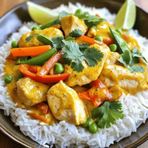 Cooking Coconut Curry Chicken is fun and easy. You need fresh, tasty ingredients to make it great. Here’s what you will need: - 1 lb boneless chicken thighs, cut into bite-sized pieces - 1 can coconut milk - 2 tablespoons red curry paste - 1 tablespoon vegetable oil - 1 medium onion, diced - 3 cloves garlic, minced - 1-inch piece of ginger, grated - 1 bell pepper (red or yellow), sliced - 1 carrot, julienned - 1 cup snap peas - 2 tablespoons soy sauce - 1 tablespoon brown sugar - Fresh cilantro, for garnish - Lime wedges, for serving These ingredients come together to create a rich and creamy curry. The coconut milk gives a nice sweetness. The red curry paste adds warmth and spice. Each vegetable adds a pop of color and crunch. You can find the full recipe to make this dish in a few easy steps. - Heat the vegetable oil in a large skillet. - Add the diced onion and sauté for about 3-4 minutes. - Once the onion is soft, add minced garlic and grated ginger. Cook for one minute. - Next, add the chicken pieces to the skillet. Cook until no longer pink, about 5-7 minutes. Season with salt and pepper. - Now, reduce the heat to medium-low. Stir in the red curry paste. Make sure to coat the chicken well. - Pour in the coconut milk, soy sauce, and brown sugar. Mix everything together until well combined. - Add the sliced bell pepper, julienned carrot, and snap peas to the skillet. Cook for an additional 5-7 minutes. - The vegetables should be tender but still crisp. Taste the dish and adjust seasoning if needed. Serve hot. For more detailed guidance, check out the Full Recipe. - Use medium-high heat for sautéing onions. This helps them cook quickly and evenly. - To get the perfect curry consistency, simmer the dish gently. Avoid boiling it too hard. - Try adding a pinch of turmeric for warmth and color. This spice pairs well with curry. - Balance sweetness and saltiness by adjusting brown sugar and soy sauce. This makes the dish pop. - Serve your coconut curry over jasmine rice. This adds a lovely color contrast. - For a fresh touch, sprinkle cilantro on top. Lime wedges also add a burst of brightness. {{image_2}} You can switch up the protein in this dish. Tofu works great for a vegan option. Shrimp can add a nice touch if you want seafood. For veggies, feel free to add what you like. Seasonal vegetables like zucchini or asparagus can create a fresh twist. If you want to mix things up, try using green curry paste instead of red. Green curry has a different heat and flavor. Adding fresh herbs like basil or mint can also give your dish a unique taste. These herbs brighten the meal and add freshness. To make this dish gluten-free, just use gluten-free soy sauce. Many brands offer tasty options. If you need a vegetarian or vegan recipe, just skip the chicken. You can use extra vegetables or tofu instead. This way, you keep all the lovely flavors while changing the base. For the full recipe, you can check out the detailed steps above. To keep your coconut curry chicken fresh, store it in an airtight container. Place it in the fridge. This method helps to avoid spills and odors. You can safely store it for up to 3 days. Make sure to let it cool completely before sealing. If you want to save some for later, freezing is a great option. First, let the curry cool down. Then, divide it into portions. Use freezer-safe bags or containers to store it. This way, you can pull out just what you need. For reheating, thaw it in the fridge overnight. You can also reheat it gently on the stove or in the microwave. Stir it well to heat evenly. Preparing coconut curry chicken in advance is smart for busy days. You can cook it and store it in individual portions. This makes for quick dinners. Pair each portion with rice or veggies for a complete meal. You can also prep the ingredients ahead of time. Chop the veggies and marinate the chicken a day before. This cuts down on cooking time and makes dinner easy. For the full recipe, check out the provided link. Can I use regular chicken breast instead of thighs? Yes, you can use chicken breast. It cooks faster and is leaner. Just cut it into small pieces. It may be less juicy, but it will still taste great. How can I make it spicier? To spice it up, add more red curry paste. You can also add chopped fresh chili or red pepper flakes. Start with a small amount, then taste and adjust. What goes well with coconut curry chicken? Coconut curry chicken pairs well with jasmine rice or quinoa. You can also serve it with naan bread to soak up the sauce. Add a side of steamed vegetables for balance. Is it best served hot or can it be eaten cold? This dish is best served hot. The flavors really shine when warm. You can eat it cold, but it may not taste as good. What are alternatives for coconut milk? If you need a substitute for coconut milk, use almond milk or cashew cream. You can also mix regular milk with a bit of coconut extract for some flavor. How to replace red curry paste if unavailable? If you cannot find red curry paste, try using yellow curry paste. You can also make a quick mix of curry powder, garlic, and ginger as a substitute. Adjust the amounts to your taste. For the full recipe, check the section above! This blog post covered making coconut curry chicken from ingredients to storage. We started with a simple list of fresh items, then explored easy steps to create your dish. I shared tips for enhancing flavor and customizing ingredients. You can adapt this recipe to fit your needs, whether vegetarian or gluten-free. With the right storage, leftovers can last. Now, you can enjoy a delicious meal anytime. I hope this inspires you to create your own tasty version at home!