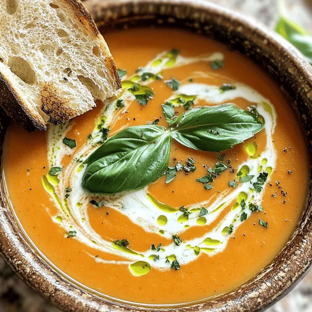 To make a delicious creamy tomato basil soup, you need these main ingredients:
