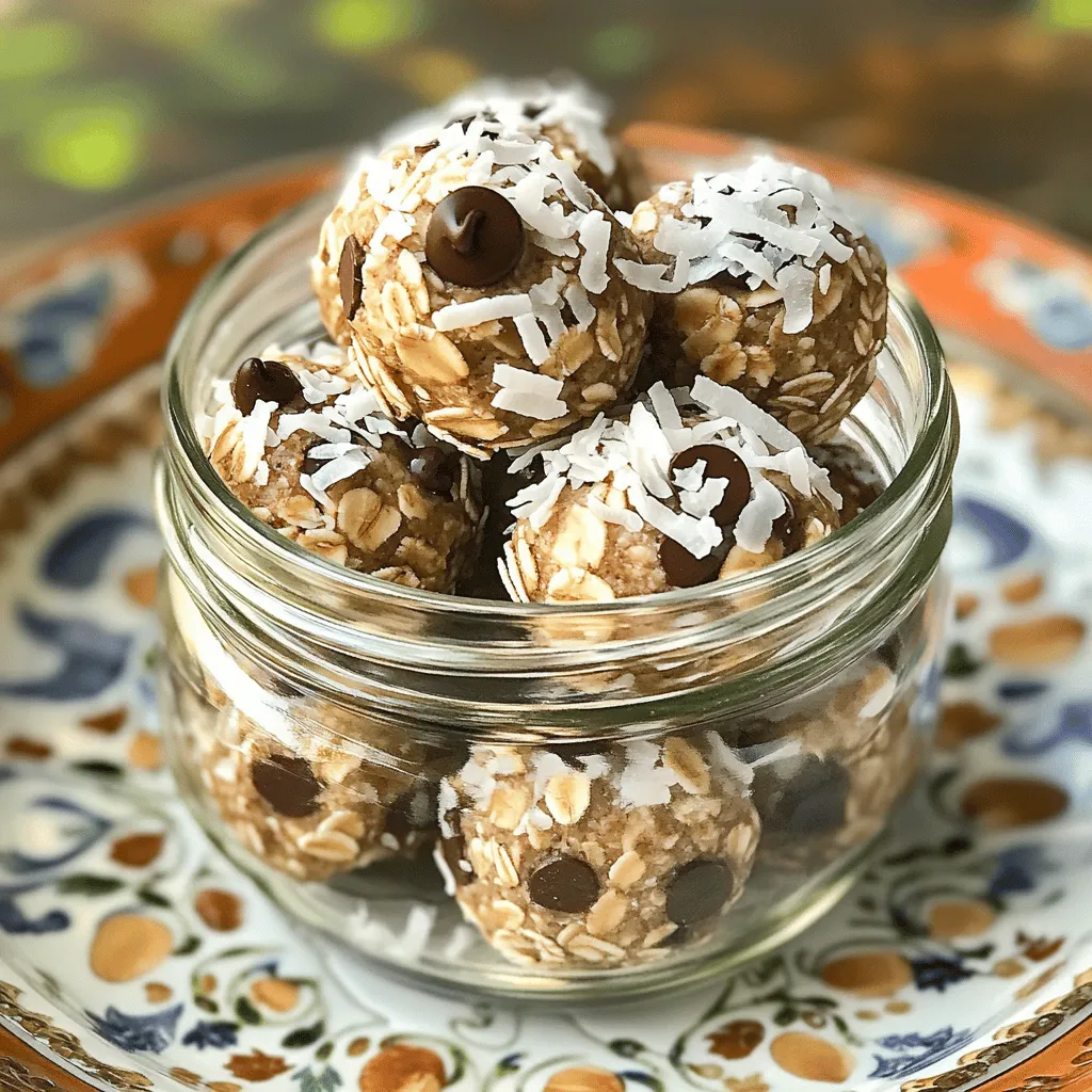 The Almond Joy Energy Bites need simple, tasty ingredients. Here’s what you will use: - 1 cup rolled oats - 1/2 cup almond butter - 1/4 cup honey or maple syrup - 1/3 cup unsweetened shredded coconut - 1/4 cup dark chocolate chips (or chopped dark chocolate) - 1/4 cup whole almonds, roughly chopped - 1 teaspoon vanilla extract - Pinch of salt Each ingredient plays a role in flavor and texture. The rolled oats give a hearty base. Almond butter adds creaminess. Honey or maple syrup adds natural sweetness. Shredded coconut gives a tropical feel. Dark chocolate chips bring a rich taste. Whole almonds add crunch. You might need alternatives for some ingredients. Here are my top picks: - For almond butter, use peanut butter or sunflower seed butter. - Maple syrup can be swapped with agave nectar or brown rice syrup. - If you don’t have shredded coconut, use finely chopped nuts. - For dark chocolate, try milk chocolate or a dairy-free option. - You can leave out whole almonds if nut-free is your goal. These substitutes keep the recipe fun and flexible. These bites not only taste good but are also good for you. Here are some health benefits: - Rolled oats provide fiber, which helps digestion. - Almond butter is rich in healthy fats and protein, keeping you full. - Honey or maple syrup offers natural sugars for quick energy. - Shredded coconut contains medium-chain triglycerides, which can boost metabolism. - Dark chocolate is packed with antioxidants, great for heart health. - Whole almonds add protein and vitamin E for skin health. You can enjoy these energy bites without guilt, knowing they are nutritious. For the complete recipe, check out the Full Recipe section. To start making Almond Joy Energy Bites, gather all your ingredients. You will need rolled oats, almond butter, honey or maple syrup, shredded coconut, dark chocolate chips, whole almonds, vanilla extract, and a pinch of salt. This recipe is quick and easy. You can prepare it in just 10 minutes. In a large mixing bowl, add the rolled oats, almond butter, and honey or maple syrup. Mix these together until they blend well. Make sure the oats are coated evenly. Next, add the shredded coconut, dark chocolate chips, chopped almonds, vanilla extract, and the pinch of salt. Stir everything together until it's mixed well. Now, scoop out about a tablespoon of the mixture. Use your hands to roll it into a ball. Repeat this until you finish all the mixture. You should have around 12 to 15 energy bites. Once you roll all the bites, place them on a baking sheet lined with parchment paper. This helps prevent sticking. Now, refrigerate the bites for at least 30 minutes. This step helps them firm up nicely. After they chill, you can store them in an airtight container. Keep them in the fridge for up to a week. For a fun serve, place them in a small glass jar or on a decorative plate. Enjoy these tasty snacks anytime! For the complete recipe, check out the Full Recipe section. To get the right texture in your Almond Joy Energy Bites, mix well. The oats and almond butter should blend smoothly. If the mix feels too dry, add a bit more almond butter or honey. If it’s too wet, add more oats. This balance is key to making bites that hold together. You can easily switch up the flavors! Try adding a pinch of cinnamon for warmth. If you want a nut-free version, use sunflower seed butter instead of almond butter. For a protein boost, mix in a scoop of protein powder. Get creative and find what you like best! One common mistake is not chilling the bites long enough. Skipping the fridge time can lead to soft, crumbly bites. Also, be careful not to overmix. This can make the bites tough. Finally, remember to measure your ingredients accurately. Too much or too little can change the taste and texture. For a full recipe, check out the complete guide above. {{image_2}} If you want to make nut-free Almond Joy energy bites, you can use sun butter instead of almond butter. Sun butter tastes great and gives a nutty flavor without nuts. You can also swap out whole almonds for sunflower seeds. This keeps the crunch you love while making it safe for those with nut allergies. To boost the protein in your Almond Joy energy bites, add a scoop of protein powder. Vanilla or chocolate flavors work best. You can also use Greek yogurt for extra creaminess and protein. This makes the bites a perfect post-workout snack. For a fun twist, try adding pumpkin spice to your energy bites in the fall. Just mix in a teaspoon of pumpkin spice when you add other ingredients. This gives a warm, cozy flavor that reminds you of pumpkin pie. You can also fold in some dried cranberries for a surprise burst of flavor. Feel free to explore these variations. They keep your snacks fun and fresh! For the complete recipe, check out the [Full Recipe]. To keep your Almond Joy Energy Bites fresh, store them in an airtight container. This helps keep moisture out. Place them in the fridge for the best flavor and texture. They stay good for about a week. You can enjoy them cold or let them sit at room temperature for a few minutes. If you want to save some for later, freezing works great. First, roll the energy bites as usual. Then, place them on a baking sheet lined with parchment paper. Freeze them for about an hour. Once they are firm, transfer them to a freezer-safe bag or container. They can last up to three months in the freezer. When you're ready to eat, just thaw them in the fridge overnight. Check for a few signs of spoilage. If the energy bites look dry or crumbly, they may be past their prime. A bad smell or any mold means you should toss them out. For the best taste, enjoy them while they're fresh. If you notice any of these signs, it's better to be safe and not eat them. Yes, you can use various nuts. Almonds add a nice crunch, but walnuts or peanuts work as well. Just chop them up to match the size of the almonds. This way, you keep the texture fun and tasty. Almond Joy Energy Bites last about a week in the fridge. Store them in an airtight container to keep them fresh. If you want to keep them longer, consider freezing them. Yes, these energy bites are gluten-free! The main ingredient, rolled oats, is safe as long as you choose gluten-free oats. This makes them perfect for anyone with gluten sensitivities. Enjoy them without worry! We covered how to make Almond Joy Energy Bites with easy steps and fun ideas. You learned about key ingredients, substitutions, and their nutrition. I shared tips for great texture and ways to mix up the flavors. Plus, we discussed storage and answered common questions. These bites are a smart choice for a snack. They are tasty, easy to make, and fit many diets. Enjoy creating your own batch!
