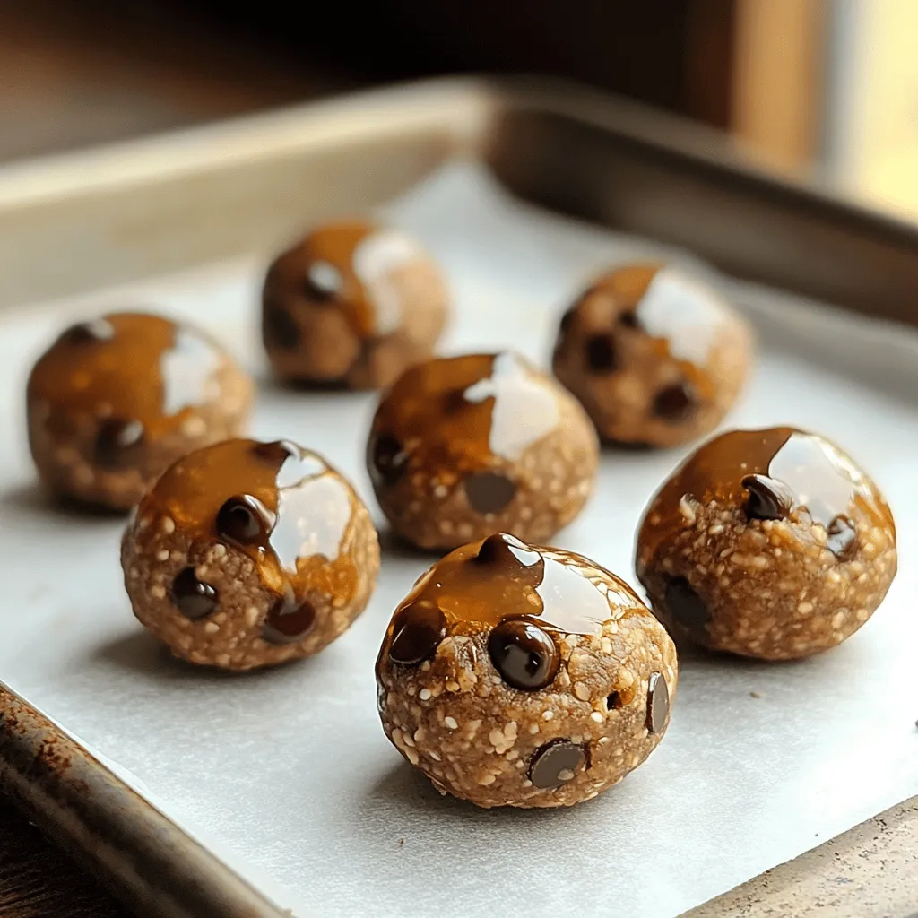 - 1 cup rolled oats - 1/2 cup natural peanut butter - 1/3 cup honey or maple syrup - 1/2 cup chocolate chips (dark or semi-sweet) - 1/4 cup ground flaxseed (optional) - 1/2 teaspoon vanilla extract - A pinch of salt These ingredients are simple and easy to find. The rolled oats provide a nice base for the bites. Peanut butter adds creaminess and flavor. Honey or maple syrup gives a sweet touch. Chocolate chips bring joy and a hint of indulgence. Ground flaxseed is optional but boosts nutrition. Vanilla extract enhances the taste, and salt balances sweetness. - Nutritional supplements - Different types of nut butters - Various sweeteners You can mix in some optional add-ins. Nutritional supplements can boost health benefits. Swap out peanut butter for almond or cashew butter for a twist. If you want it sweeter, try agave syrup or coconut sugar. - Mixing bowl - Baking sheet - Parchment paper - Measuring cups and spoons You will need a few tools. A mixing bowl is essential for combining ingredients. A baking sheet helps with shaping and cooling the bites. Parchment paper keeps things tidy and prevents sticking. Lastly, measuring cups and spoons ensure accurate ingredient amounts. For the full recipe, check the section titled Peanut Butter Chocolate Chip Energy Bites. First, grab a medium bowl. Add 1 cup of rolled oats, 1/2 cup of natural peanut butter, and 1/3 cup of honey or maple syrup. Mix these three ingredients well until they blend into a thick paste. Next, incorporate 1/2 cup of chocolate chips, 1/4 cup of ground flaxseed if you want extra nutrition, 1/2 teaspoon of vanilla extract, and a pinch of salt. Stir everything together until the mixture is sticky and you can no longer see dry oats. Now it’s time to form the energy bites. Use your hands to shape the mixture into small balls, about 1 inch wide. If the mix feels too sticky, dampen your hands with a little water. You can also chill the mixture for 15-20 minutes to help with shaping. This will make it much easier to work with. Once you have shaped all the bites, place them on a baking sheet lined with parchment paper. Refrigerate the bites for about 30 minutes. This helps them firm up nicely. After they chill, transfer the bites to an airtight container. Store them in the fridge where they will stay fresh for up to one week. For the full recipe, check the ingredients section above! To keep your energy bites from sticking to your hands, try these tips: - Dampen hands method: Wet your hands with a little water before you shape the bites. This easy trick makes it less sticky. - Chilling the mixture: If the mix is too sticky, pop it in the fridge for about 15-20 minutes. It firms up and is easier to handle. You can make your energy bites even tastier with simple tweaks: - Adding spices or extracts: Try adding cinnamon or a drop of almond extract for a unique flavor. These small changes give your bites a whole new taste. - Using different types of chocolate: Swap dark chocolate for white or milk chocolate. Each type brings its own sweetness and flavor to the bites. These bites are great for meal prep. Here’s how to do it right: - Best practices for meal prep: Make a big batch on the weekend. Store them in the fridge for quick snacks during the week. - Freezing options and tips: You can freeze your energy bites too. Just place them in a single layer on a baking sheet, freeze until solid, then move them to a bag. They last up to three months! {{image_2}} You can switch up the nut butter in these energy bites. Try almond butter or cashew butter for a new taste. Each nut butter brings its own flavor and texture. This adds fun and keeps things fresh. Mix-ins can also boost the flavor. Try adding dried fruit like cranberries or raisins. Seeds like chia or sunflower seeds work well too. They add crunch and extra nutrition. Get creative with your choices. These energy bites can fit many diets. Want a vegan option? Use maple syrup instead of honey. Make sure to choose a nut butter with no added ingredients. For gluten-free needs, check your oats. Some oats have gluten. Look for certified gluten-free oats to be safe. You can also use gluten-free sweeteners if you want. These energy bites are great with fruits. Pair them with apple slices or banana for a tasty snack. You can also serve them with yogurt. This adds creaminess and makes a fun treat. Try using them as a topping for breakfast bowls. They add sweetness and crunch to oatmeal or smoothie bowls. With these bites, breakfast becomes a delightful experience. For the full recipe, check the full recipe section. To keep your peanut butter chocolate chip energy bites fresh, store them in an airtight container. This helps keep moisture out and flavor in. You can place them in the fridge for easy access. If you want to save some for later, freezing is a great option. Just make sure to wrap them well or use a freezer-safe container. This way, they stay tasty for longer. In the fridge, these energy bites last about a week. Look for any changes in color or smell. If they smell off or look moldy, it’s time to toss them. Always trust your senses. Fresh bites should smell like peanut butter and chocolate, not sour or strange. If you have leftover energy bites, don’t worry! You can get creative. Chop them up and add them to smoothies for a quick boost. They also work great in baked goods. Mix them into muffins or cookies for a fun twist. With a bit of imagination, your leftovers can become a new treat! Yes, you can use almond butter. It has a different taste but still works well. Just swap it in for the same amount. Almond butter gives a nice nutty flavor. It’s also a great option for those who prefer nuts other than peanuts. This recipe makes about 12 to 15 bites. You can easily adjust the size to make more or fewer bites. If you want larger snacks, form bigger balls. For smaller ones, make them about half an inch. Absolutely! You can use sun butter or pumpkin seed butter instead of nut butter. Both options keep the bites tasty and nut-free. Just follow the same steps in the recipe. Each bite has a good mix of protein, carbs, and healthy fats. They are about 100 calories per bite, depending on the exact ingredients. You get protein from peanut butter and energy from oats and honey. The chocolate chips add a bit of sweetness too. You can adjust the sweetness by using less honey or maple syrup. You can also try using a sugar substitute if you like. Taste the mixture before rolling it into bites. This way, you can find the sweetness that fits your taste best. For a richer flavor, you can even add a bit of cocoa powder. For the full recipe, check the earlier section. In this blog post, I walked you through making tasty energy bites. We covered key ingredients like oats, peanut butter, and chocolate chips. I shared step-by-step instructions and helpful tips to avoid stickiness. You learned about variations and storage options, too. These energy bites are easy, healthy, and fun to customize. You can enjoy them anytime for a quick snack. Get creative and make these bites your own!