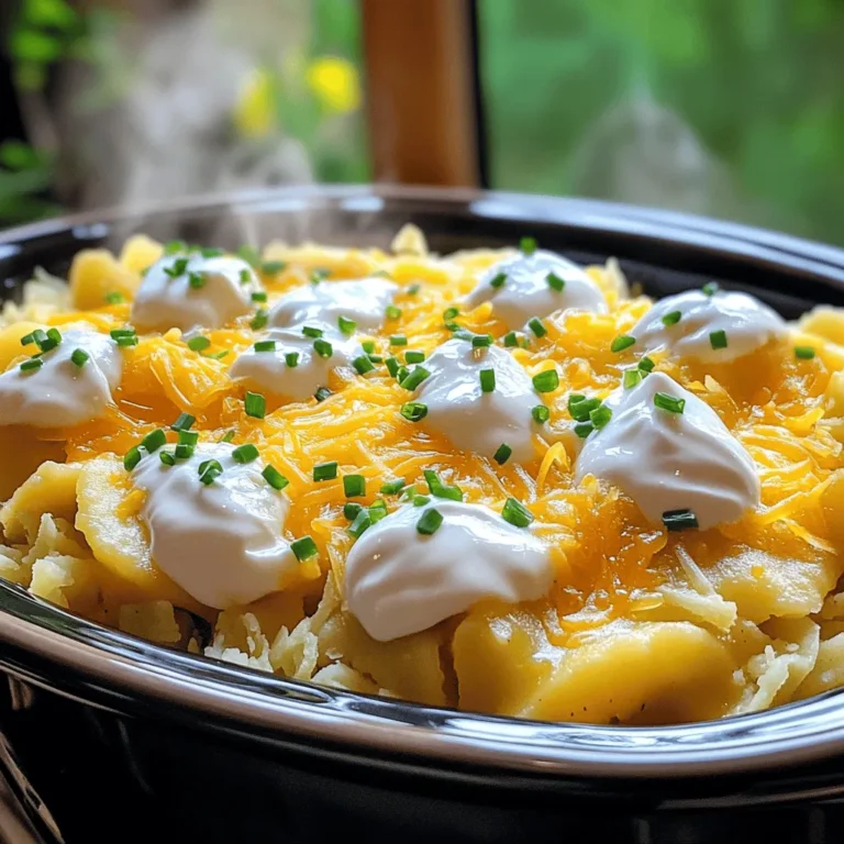 - 1 package (16 oz) frozen pierogi (choose your favorite filling) - 1 medium onion, diced - 2 cups shredded potatoes (fresh or frozen) Crockpot Pierogi Casserole is simple and tasty. The main ingredients make this dish special. You start with frozen pierogi. They save time and are easy to use. Choose your favorite filling, like cheese or potato. Next, you have shredded potatoes. They add creaminess and texture. Then, you have onion. Dicing the onion gives a nice flavor. You can also add garlic to boost the taste. - Alternative cheeses - Broth options (chicken or vegetable) - Vegetable substitutes You can make this casserole your own with optional ingredients. Try different cheeses, like mozzarella or gouda. Each cheese brings a new flavor. You can also choose chicken or vegetable broth. The broth adds moisture and makes the dish richer. If you want to add veggies, consider mushrooms or spinach. These add color and nutrients. - 1 teaspoon garlic powder - 1 teaspoon onion powder - Salt and pepper to taste - Fresh chives, chopped (for garnish) Seasoning is key to great flavor. Use garlic powder and onion powder for depth. Salt and pepper help balance the taste. Finally, fresh chives add a pop of color and flavor. They make your dish look nice and taste fresh. For the full recipe, check out the detailed steps to create this easy comfort food. To start, heat olive oil in a skillet over medium heat. Add the diced onion and sauté until it turns soft and clear, about 5-7 minutes. This step boosts the flavor of your casserole. Next, grab your crockpot. Layer half of the frozen pierogi at the bottom. Then, sprinkle half of the shredded potatoes evenly over the pierogi. Follow this with half of the sautéed onions, half of the sour cream, and half of the shredded cheese. Repeat this layering with the rest of the pierogi, potatoes, onions, sour cream, and cheese. Now it’s time to cook! You can set the crockpot on low for 6-8 hours or on high for 3-4 hours. Both settings work well. You want the potatoes to be tender and the cheese to be melted and bubbly. To check doneness, insert a fork into the layers; it should slide in easily. Once the cooking time is up, gently stir the casserole. This mixes the layers and makes each bite tasty. For serving, use bowls straight from the crockpot. Garnish with fresh chives for color and flavor. Pair with a crisp salad for a delightful meal. Enjoy your comforting Crockpot Pierogi Casserole! For the full recipe, check out the [Full Recipe]. To get the best texture in your crockpot pierogi casserole, start by choosing the right type of pierogi. I recommend using frozen pierogi with hearty fillings like potato and cheese. These will hold up well during cooking. If you decide to use fresh pierogi, reduce the cooking time to ensure they don’t turn mushy. For cooking times, set your crockpot on low for 6-8 hours or high for 3-4 hours. This will let the flavors blend and keep the pierogi tender. To make your casserole burst with flavor, incorporate spices and herbs. Simple additions like thyme or dill can elevate your dish. You can also sprinkle some paprika on top for an extra kick. Pair your casserole with a fresh salad or steamed veggies. These sides balance the richness of the casserole. Cheese is a game-changer in this dish. You can use sharp cheddar for a strong flavor. Monterey Jack or mozzarella can also work well if you prefer a milder taste. For a cheesy topping, mix some cheese with breadcrumbs and sprinkle it on top during the last 30 minutes of cooking. This adds a delicious crunch. For the full recipe, you can follow the steps laid out earlier. Enjoy your cooking! {{image_2}} You can easily change this casserole to fit your needs. For a vegetarian version, swap the pierogi filling. Use cheese and potato pierogi or try spinach and cheese for a fresh taste. You can also add sautéed mushrooms for more depth. If you're gluten-free, choose gluten-free pierogi. Many brands offer this option now. You can also make your own if you feel adventurous. Just replace regular flour with a gluten-free blend, and enjoy the same great taste. Pierogi come in many styles, depending on their region. You might explore flavors from Poland, Ukraine, or even the U.S. Each area has its own favorite fillings and spices. For instance, try adding sauerkraut for a tangy twist, or mix in some smoked sausage for a hearty version. You can also use local ingredients to enhance the dish. If you live near a farm, grab fresh herbs or seasonal vegetables. This not only boosts flavor but also gives your casserole a unique touch. Serving this casserole can be fun and creative. You can dish it up right from the crockpot, keeping it warm and inviting. For a nice touch, serve it in bowls and sprinkle fresh chives on top. This adds color and flavor. Pair your casserole with a crisp salad or some roasted veggies. A cold drink, like sparkling water or cider, can also complement the meal nicely. You’ll find that these pairings enhance the comfort food experience! For the full recipe, check out the [Full Recipe]. To store leftovers, let the casserole cool completely. Transfer it into an airtight container. Glass or plastic containers work well. Make sure to seal it tightly to keep out air. You can keep it in the fridge for up to three days. To reheat the casserole, use the microwave or the oven. In the microwave, heat in short bursts. Stir the casserole every minute to warm it evenly. In the oven, place it in a covered dish at 350°F for about 20 minutes. This keeps the flavors and texture nice. If it's dry, add a splash of broth. You can freeze leftovers for later use. First, cool the casserole and then cut it into portions. Wrap each portion tightly in plastic wrap. Place the wrapped portions in a freezer-safe bag or container. It can last up to three months in the freezer. To thaw, move it to the fridge for a few hours or overnight. Reheat as mentioned above. Enjoy your delicious meal again without fuss! For the Full Recipe, check out the earlier section. How long can I refrigerate leftovers? You can refrigerate leftovers for up to four days. Just store them in an airtight container. This keeps them fresh and safe to eat. Can I use fresh pierogi instead of frozen? Yes, you can use fresh pierogi! Fresh pierogi will add a nice texture. Just adjust the cooking time slightly since they may need less time than frozen ones. What to do if the casserole is too dry? If your casserole seems dry, add more broth. You can also stir in a little sour cream. This will help moisten it and add flavor. Can I cook this on a stovetop if I don’t have a crockpot? Yes, you can cook it on the stovetop! Just layer the ingredients in a large pot. Cook on low heat, covered, for about 30-45 minutes. Stir occasionally to avoid sticking. What can I substitute for sour cream? You can use Greek yogurt as a great sour cream substitute. It will give a similar tangy taste. You can also try cream cheese or a plant-based yogurt. How to make it dairy-free? To make this dish dairy-free, use dairy-free cheese and yogurt. Look for options made from nuts or soy. You can also omit cheese altogether for a lighter dish. This blog post covered how to create a delicious pierogi casserole. We talked about key ingredients like frozen pierogi, shredded potatoes, and savory onions. You learned step-by-step instructions for prep and cooking, plus tips for enhancing texture and flavor. I also shared various recipe variations and storage tips. As you try this dish, remember to experiment with ingredients and seasonings. Make it your own, and enjoy each bite with family and friends.