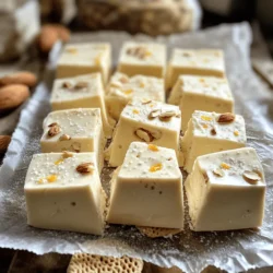To make soft Italian torrone, you need some key ingredients. Here’s what you will need: - 300g honey - 200g granulated sugar - 2 large egg whites - 300g roasted almonds (or hazelnuts) - 150g candied orange peel, finely chopped - 1 teaspoon vanilla extract - A pinch of salt - Wafer sheets (for layering) The honey gives the torrone its sweet flavor and smooth texture. Sugar adds sweetness and helps with the structure. The egg whites make it light and fluffy. The nuts add a nice crunch, while the candied orange peel gives a hint of citrus. Vanilla adds warmth and depth. You can swap out some ingredients if you like. For a nut-free version, use seeds like sunflower seeds instead of nuts. If you want less sugar, you can try using agave syrup or maple syrup. For a fruity twist, use dried fruits like cranberries or cherries instead of orange peel. You will need a few tools to make your torrone. Here’s what to gather: - Medium saucepan - Electric mixer - Clean, dry mixing bowl - Baking dish (about 10x8 inches) - Parchment paper - Spatula Having these tools ready will make your cooking process smooth and fun. Make sure to measure your ingredients before you start to keep things easy. For the full recipe, refer to the section above. Start by gathering your ingredients. You will need honey, sugar, and salt. In a medium saucepan, mix the honey and sugar together over medium heat. Stir constantly until the sugar dissolves. Once dissolved, let the mixture come to a gentle boil. Allow it to simmer for about 5 to 7 minutes. You want it to thicken slightly. This step is crucial for the texture of your torrone. While your honey-sugar mixture simmers, prepare your egg whites. In a clean bowl, beat the egg whites with a pinch of salt. Use an electric mixer on high speed. Whip until stiff peaks form, which should take a few minutes. Once your sugar mixture is ready, carefully pour it into the whipped egg whites. Mix on low speed as you add the hot mixture. This step helps combine everything without cooking the egg whites. Keep mixing until well combined and slightly cooled. Now it’s time to fold in your extras. Gently add roasted almonds, candied orange peel, and vanilla to the mixture. Ensure everything is evenly mixed. Prepare your baking dish by lining it with parchment paper. Place wafer sheets on the bottom of the dish. Next, pour the torrone mixture over the sheets, smoothing it with a spatula. Place another wafer sheet on top and press down gently. This helps level the surface. Allow the torrone to cool for at least 4 hours at room temperature. If you want it to set faster, refrigerate it for about 2 hours. Once set, lift the torrone out using the parchment paper. Cut it into squares or rectangles for serving. Enjoy your homemade delight! To get that soft, chewy texture, whip the egg whites until they form stiff peaks. This step is key. When you mix in the hot honey-sugar blend, do it slowly. Pour it in a thin stream while mixing. This helps keep the air in the egg whites. One big mistake is not mixing the egg whites enough. If they aren’t stiff, your torrone may not set right. Another error is stirring the honey-sugar mix while it cooks. Let it boil gently without stirring to avoid crystals forming. Be careful when adding hot syrup to the egg whites, as it can cook them if you pour too fast. Let your torrone cool at room temperature for at least four hours. If you're in a hurry, you can chill it in the fridge for two hours. Once set, wrap each piece in wax paper. Store them in an airtight container at room temperature. This keeps them fresh and tasty for longer. Enjoy your homemade treat! {{image_2}} I love to experiment with flavors in soft Italian torrone. You can mix in chocolate for a rich taste. Just melt dark or milk chocolate and fold it into the mixture. You can also add pistachios for a nutty crunch. They pair well with almonds or hazelnuts. For a fruity twist, consider adding dried fruits like cherries or apricots. Each flavor brings a new experience to this classic treat. If you want a healthier version, try low-sugar options. Use natural sweeteners like agave syrup or maple syrup. These alternatives can give you the sweetness without the added sugar. Be aware that using different sweeteners may change the texture slightly. It's best to test them out to find what you enjoy most. Italy has many regions, and each has its own take on torrone. In Sicily, they often include pistachios and almonds. In Naples, they add hazelnuts and different spices. Each region uses local ingredients, making each torrone unique. You can even try adding local honey for a special twist. Exploring these regional variations adds depth to your homemade treat. For the full recipe, check out the one I shared earlier. To keep your soft Italian torrone fresh, store it in an airtight container. This prevents moisture from ruining its texture. Place parchment paper between layers if you have multiple pieces. Avoid storing it in direct sunlight or near heat sources. A cool, dry place works best for keeping it tasty. Homemade torrone lasts about two weeks when stored properly. If you keep it in the fridge, it can last up to a month. However, the texture may change slightly in the fridge. Always check for any signs of spoilage before eating. If you want to freeze your torrone, wrap each piece in wax paper. Then place the wrapped pieces in a zip-top bag. Remove as much air as possible to prevent freezer burn. You can keep it in the freezer for up to three months. When ready to enjoy, thaw it in the fridge overnight before serving. The traditional way to make soft Italian torrone starts with honey and sugar. You heat these together until they dissolve. Then, you whip egg whites until they form peaks. Next, you mix the hot honey-sugar blend into the egg whites. This creates a fluffy base. Finally, you add nuts and flavorings before pouring the mixture into a mold. After cooling, you cut it into pieces. This method keeps the torrone chewy and soft. Yes, you can use different nuts in the recipe. While almonds are classic, hazelnuts work well too. You can even try pistachios for a twist. Just make sure the nuts are roasted for the best flavor. This gives your torrone a unique taste and texture. Mix and match to find your favorite nut blend. Yes, you can make soft Italian torrone vegan. Instead of egg whites, use aquafaba, which is the liquid from canned chickpeas. Whip it until it forms stiff peaks, just like egg whites. You can also substitute honey with maple syrup or agave nectar. These swaps keep your torrone tasty and cruelty-free. You can buy authentic soft Italian torrone at specialty Italian shops. Many local markets also carry it during the holidays. If you prefer online shopping, look for well-rated brands. Websites like Amazon or specialty food stores often sell it. Just make sure to read reviews for quality. Torrone has a rich history in Italy, dating back to the 15th century. It first appeared in the northern regions, especially during holidays. Traditionally, families share torrone during celebrations like Christmas and weddings. Each region has its own twist on the recipe, showcasing local flavors. This sweet treat represents love and togetherness in Italian culture. Making it at home connects you to these traditions. For a full recipe, check the earlier section. Soft Italian Torrone offers a delightful treat for anyone. We covered key ingredients and substitutes, ensuring you can tailor it to your taste. You learned step-by-step instructions, from mixing to pouring and setting. I also shared tips for the perfect texture and common mistakes to avoid. Remember to store your torrone properly for longer freshness. With flavor variations and storage tips, you can truly make this recipe your own. Enjoy creating your unique soft torrone that delights your friends and family!