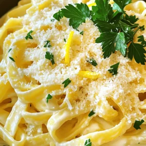 - 12 oz fettuccine or spaghetti - 4 tablespoons unsalted butter - 5 cloves garlic, minced - 1 cup heavy cream - Zest of 1 large lemon - ¼ cup freshly squeezed lemon juice - 1 cup grated Parmesan cheese - 1 teaspoon dried oregano - Salt and pepper to taste - Fresh parsley, chopped (for garnish) The main ingredients bring bold flavor and richness to creamy lemon garlic pasta. The fettuccine or spaghetti serves as the perfect base. I love using fresh garlic; it adds a punch. The heavy cream makes the sauce smooth and velvety. The zest of a lemon brightens the dish. It gives a fresh taste that pairs well with the garlic. For seasoning, I use lemon juice for extra tang. Grated Parmesan cheese adds a savory note. Oregano brings warmth and depth. Salt and pepper balance the flavors. Finally, fresh parsley adds color and freshness. It makes the dish pop. This recipe combines all these ingredients for a delightful meal. You can find the full recipe in the main article. - Bring a large pot of salted water to a boil. - Add 12 oz of fettuccine or spaghetti. - Cook the pasta until al dente, about 8-10 minutes. - Reserve 1 cup of the pasta cooking water and then drain the pasta. Cooking the pasta is simple. The key is to use salted water. This adds flavor to the pasta. Al dente means the pasta is firm to the bite. This texture holds up well when tossed with sauce. Don’t forget to save some cooking water. This starchy water helps make the sauce silky smooth. - In a large skillet, melt 4 tablespoons of unsalted butter over medium heat. - Add 5 cloves of minced garlic and sauté for 1-2 minutes. - Pour in 1 cup of heavy cream, the zest of 1 large lemon, and ¼ cup of freshly squeezed lemon juice. - Stir well and let it simmer for 3-5 minutes to thicken. Making the sauce is where the magic happens. Sautéing the garlic in butter brings out its rich flavor. Be careful not to burn the garlic; it can turn bitter. The heavy cream makes the sauce rich and creamy. The lemon zest and juice add brightness. Simmering allows the flavors to meld and the sauce to thicken. - Stir in 1 cup of grated Parmesan cheese and 1 teaspoon of dried oregano. - If the sauce is too thick, use the reserved pasta water to adjust the consistency. - Toss in the cooked pasta and season with salt and pepper to taste. Final touches elevate your dish. Stirring in Parmesan adds a delicious salty kick. Oregano brings a hint of earthiness. If your sauce feels heavy, the reserved pasta water is your friend. It lightens the sauce while keeping it creamy. Toss the pasta until it is well coated. Taste and adjust the seasoning, making sure it suits your palate. Enjoy your creamy lemon garlic pasta! For the full recipe, see above. Using heavy cream is key. It gives your sauce a rich and smooth finish. Regular milk won't work as well. Heavy cream creates a creamy texture that clings to the pasta perfectly. To balance the sauce thickness, keep some pasta water. After cooking, save about a cup. If your sauce is too thick, add a little pasta water. This helps to create the right consistency. To boost flavors, add fresh herbs like basil or thyme. These herbs bring a nice touch. You can also try using fresh dill for a unique twist. To enhance the lemon flavor, think about adding more zest. The zest adds bright notes. You can also add a splash of lemon juice for extra zing. Just taste as you go! One big mistake is overcooking the pasta. It should be al dente, firm to the bite. If you cook it too long, it will turn mushy and won't hold the sauce well. Burning garlic is another common issue. Garlic cooks fast; it only needs 1-2 minutes. Watch it closely when sautéing. If it burns, it will taste bitter and ruin your sauce. For the full recipe, visit the [Full Recipe](#) link. {{image_2}} You can easily add protein to your creamy lemon garlic pasta. Grilled chicken makes a tasty option. Just slice the chicken and mix it with the pasta. Shrimp also works great. Cook them until pink and toss them in. If you prefer a vegetarian dish, try adding chickpeas. They add a nice texture and protein boost. Adding veggies can make your meal even better. You can use seasonal vegetables like zucchini or bell peppers. Sauté them until soft, then mix them in. Spinach is also a fantastic choice. It wilts down nicely and boosts the color. Cherry tomatoes can add a sweet burst. Just cut them in half and toss them in at the end. If you need gluten-free options, choose gluten-free pasta. Many brands make tasty alternatives that work well. For a dairy-free dish, swap the heavy cream with coconut milk or cashew cream. You can also use nutritional yeast instead of Parmesan cheese for flavor. These swaps ensure everyone can enjoy this creamy lemon garlic pasta. For the full recipe, please look above. To store leftover creamy lemon garlic pasta, place it in an airtight container. Let the pasta cool first to avoid steam build-up. This keeps the pasta fresh and prevents sogginess. When reheating, add a splash of cream or reserved pasta water. This helps restore the creamy texture. Heat it gently on the stove or in the microwave. Stir often to ensure even heating. Yes, you can freeze creamy lemon garlic pasta. First, let it cool completely. Pack it in a freezer-safe container or bag, removing as much air as possible. When ready to eat, thaw it overnight in the fridge. To reheat, warm it on the stove with a bit of cream or pasta water. Stir frequently to keep it creamy and delicious. Leftover pasta can last in the fridge for about 3 to 4 days. Always check for signs of spoilage. If it has an off smell or unusual texture, it’s best to discard it. Mold is a sure sign that the pasta has gone bad. Always trust your senses when it comes to food safety. For creamy lemon garlic pasta, I recommend using fettuccine or spaghetti. These pasta types hold sauce well and have a nice texture. Fettuccine is flat and wide, which makes it perfect for creamy sauces. Spaghetti, on the other hand, is long and thin, offering a lovely bite. Both choices blend well with the creamy lemon sauce, ensuring each bite is flavorful. Yes, you can prep this recipe ahead of time! Cook the pasta and make the sauce separately. Store each in the fridge. When you're ready to eat, just reheat the sauce in a skillet. Toss in the pasta and warm it through. If the sauce thickens, add a splash of reserved pasta water to loosen it up. To spice up creamy lemon garlic pasta, consider adding red pepper flakes or crushed chili peppers. Start with a small amount, like ½ teaspoon, and adjust to your taste. You can also sauté sliced jalapeños with the garlic for a fresh kick. If you want more flavor, try adding hot sauce or a dash of smoked paprika for a smoky heat. For creamy lemon garlic pasta, a crisp white wine works best. Sauvignon Blanc is a great choice. Its citrus notes complement the lemon in the dish. Pinot Grigio also pairs well, offering a fresh and fruity taste. If you prefer red wine, go for a light Pinot Noir, as it won't overpower the flavors of the pasta. This blog post covered a creamy lemon garlic pasta recipe. We discussed key ingredients, step-by-step cooking methods, and expert tips. You learned how to achieve a rich texture, avoid common mistakes, and explore delicious variations, like adding proteins or vegetables. Remember, storage matters too, for the best taste later. I hope these insights inspire you to create your own pasta dish. Enjoy cooking and sharing this delightful meal!