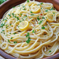 - Spaghetti: 400g - Garlic: 6 cloves, thinly sliced - Extra virgin olive oil: 1/2 cup - Red pepper flakes: 1/2 teaspoon (adjust to taste) - Fresh parsley: 1/4 cup, finely chopped - Lemon zest and juice: from 1 lemon - Salt: to taste - Grated Parmesan or nutritional yeast (optional) This dish is simple yet full of flavor. The main ingredients shine through. Spaghetti provides a great base, while garlic adds richness. Olive oil makes everything smooth and tasty. For seasoning, red pepper flakes bring a little heat. You can adjust the amount to your liking. Fresh parsley adds a nice pop of color and freshness. Lemon zest and juice brighten the dish even more. When serving, remember to taste for salt. You can sprinkle grated Parmesan or nutritional yeast on top if you want. This adds a cheesy touch without being too heavy. For the full recipe, check out the detailed instructions. Enjoy your cooking! 1. Bring a large pot of salted water to a boil. 2. Add the spaghetti and cook until al dente. This usually takes about 8-10 minutes. 3. Reserve 1 cup of pasta water before draining the spaghetti. 1. In a large skillet, heat 1/2 cup of extra virgin olive oil over medium heat. 2. Add 6 cloves of thinly sliced garlic and 1/2 teaspoon of red pepper flakes. 3. Sauté gently until the garlic turns golden brown, about 2-3 minutes. Do not burn the garlic; it should be fragrant and light. 1. Lower the heat, then add the drained spaghetti to the skillet. 2. Toss the spaghetti well to coat it in the garlic oil. 3. Gradually add the reserved pasta water, a little at a time, stirring to emulsify. This will make a silky sauce that clings to the pasta. 4. Remove the skillet from heat and stir in the zest and juice of 1 lemon, plus 1/4 cup of finely chopped parsley. 5. Season with salt to taste before serving. For more details on the recipe, check the Full Recipe. - Use high-quality extra virgin olive oil for best results. - Be cautious when sautéing garlic to avoid bitterness. To get that real taste, the oil matters. I always choose extra virgin olive oil. It adds a rich flavor. When you heat it, keep an eye on the garlic. If it burns, the dish can turn bitter. That’s not what we want! - Add pasta water gradually to achieve desired sauce thickness. This dish needs a silky sauce. After cooking your spaghetti, save some pasta water. Add it a little at a time. Stir well as you pour it in. This will help the sauce stick nicely to the spaghetti. - Cook spaghetti just until al dente for optimal texture in the dish. Cooking time is key! You want your spaghetti to be al dente. This means it should be firm but not hard. Follow package instructions, but start checking a minute early. The right texture makes the dish shine. For the full recipe, check out the [Full Recipe]. {{image_2}} If you love heat, add more red pepper flakes. This simple change gives your dish a spicy kick. Start with one teaspoon and adjust to your taste. The heat pairs well with garlic. It adds depth and excitement. This variation keeps the dish bold yet simple. For extra flavor and nutrition, include sautéed spinach or cherry tomatoes. Spinach adds a nice green color and nutrition. Just sauté it for a few minutes until wilted. Cherry tomatoes bring sweetness and brightness. Add them in the last few minutes of cooking. This makes your meal look great and taste even better. If you want a heartier meal, add grilled chicken or shrimp. Cook the protein separately and toss it in at the end. This makes the dish filling and satisfying. You can also use plant-based options like chickpeas or tofu. They add protein without meat. Each option enhances the classic flavors of Aglio e Olio. You can store any leftovers in an airtight container. Keep them in the fridge for up to 3 days. This helps maintain the flavors and texture of your spaghetti aglio e olio. For reheating, I suggest using the stovetop. Add a splash of water or olive oil. This keeps your pasta from drying out and helps it stay tasty. Freezing spaghetti aglio e olio is not a good idea. The pasta will change texture and become mushy once thawed. Enjoy it fresh for the best taste! Aglio e Olio means "Garlic and Oil" in Italian. This dish highlights the simple yet bold flavors of garlic and olive oil. It is a classic dish from Naples, Italy, and requires few ingredients. This simplicity allows the garlic's aroma and the oil's richness to shine. Yes, you can use whole wheat spaghetti. Whole wheat pasta gives a nutty flavor and a heartier texture. It also adds extra fiber, making the dish a bit healthier. Keep in mind, whole wheat spaghetti may take slightly longer to cook. Adjust the cooking time to ensure it remains al dente. Yes, Spaghetti Aglio e Olio is naturally vegan. It uses just garlic, olive oil, and spaghetti. You can make it even more plant-based by skipping cheese. If you want a cheesy flavor, use nutritional yeast instead of Parmesan. This keeps the dish delicious and vegan-friendly while still being packed with flavor. For the full recipe, visit the [Full Recipe] section above. This blog post shared a simple yet delicious recipe for Aglio e Olio. We covered key ingredients like spaghetti, garlic, and olive oil, along with seasoning and garnishes. You learned step-by-step instructions for cooking the pasta and making garlic oil. Tips on achieving authentic flavor and variations were also included. In closing, Aglio e Olio is a versatile dish. You can customize it to fit your taste. Enjoy making this easy recipe, and feel free to experiment with different add-ins!