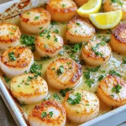 - 1 pound sea scallops, cleaned and patted dry - 4 tablespoons unsalted butter, melted - 4 cloves garlic, minced - 2 tablespoons fresh parsley, finely chopped - 1 tablespoon lemon juice - 1 teaspoon paprika - Salt and pepper to taste - Lemon wedges for serving - Baking dish - Mixing bowl - Whisk To make garlic butter baked scallops, start with fresh sea scallops. Look for plump and shiny ones. These add great flavor and texture. The garlic gives a rich taste. You can’t go wrong with butter, garlic, and scallops. Next, you will need fresh parsley. It adds a nice color and taste. The lemon juice brightens up the dish. Paprika gives a hint of warmth. Adjust salt and pepper to your liking. For tools, a baking dish is key. You need a mixing bowl to combine the ingredients. A whisk helps mix the garlic butter evenly. Every ingredient plays a role. This mix makes scallops tasty and simple. For the full recipe, check the detailed instructions. - Preheat the oven to 400°F (200°C) and grease the baking dish. - In a small mixing bowl, combine the melted butter, minced garlic, chopped parsley, lemon juice, paprika, salt, and pepper. Whisk until well mixed. - Place the scallops in the prepared baking dish in a single layer. - Pour the garlic butter mixture evenly over the scallops, making sure they are well coated. - Bake the scallops in the preheated oven for 12-15 minutes or until they turn opaque. For a crispy top, switch to broil for the last 2 minutes. Watch closely to avoid burning. - Serve with fresh lemon wedges for a zesty kick. - Garlic butter scallops pair well with side dishes like rice or a crisp salad. Enjoy the flavors! When you shop for scallops, choose ones that look plump and shiny. Fresh scallops should be translucent and have a nice sheen. If they look dull or dry, skip them. Always give scallops a sniff. If they smell strong or fishy, they are not fresh. You want that sweet, ocean scent to ensure you get the best scallops for your dish. Baking scallops takes a bit of care. When broiling, keep your eyes on them. They can go from perfect to burnt quickly. Use a timer but check them often during the last few minutes. Also, consider the size of your scallops. Larger scallops may need a bit more time, while smaller ones cook faster. Adjusting the bake time helps ensure that each scallop is tender and juicy. To make your garlic butter baked scallops shine, think about adding herbs and spices. Fresh parsley adds a nice touch, but you could also try thyme or basil. These herbs enhance the flavor nicely. For extra richness, consider a sprinkle of cheese on top before baking. Parmesan works well and adds a savory layer to each bite. For the full recipe, follow the steps carefully to enjoy this delicious dish. {{image_2}} You can tweak this recipe to fit your taste. Try using olive oil instead of butter. This gives a lighter touch to the dish. It also adds a nice flavor. You can also try different herbs. Thyme or basil work great here. They add a fresh taste that pairs well with scallops. If you need gluten-free options, you're in luck! This dish is naturally gluten-free. Just watch for any added sauces. For those on a low-carb diet, this recipe fits perfectly. Scallops are low in carbs and high in protein. You can enjoy this dish without worry. Want to mix things up? Serve the scallops atop pasta or rice. The garlic butter sauce will soak in, making it extra tasty. Another fun idea is to add them to a seafood salad. The scallops bring a rich flavor that enhances any salad. You can find the full recipe to try these ideas. To keep your garlic butter baked scallops fresh, store them correctly. First, let the scallops cool down to room temperature. Then, place them in an airtight container. They can stay in the fridge for up to two days. Make sure to label the container with the date. If you want to keep them longer, you can freeze them. Place the scallops in a freezer-safe bag. Remove as much air as you can before sealing. Frozen scallops can last for about three months. When you're ready to eat them, move them to the fridge to thaw overnight. When you're ready to enjoy your leftovers, reheating is key. The best way to reheat scallops is in the oven. Preheat your oven to 350°F (175°C). Place the scallops in a baking dish and cover it with foil. Heat for about 10 minutes. This keeps them warm without drying them out. You can also use a microwave for quick reheating. Set it to medium heat and warm for 30 seconds at a time. Make sure to check often to avoid overcooking. To maintain their texture and flavor, avoid high heat. Reheating slowly helps keep their delicious taste and tender feel. Enjoy your meal just as you did the first time with these simple storage tips! For the full recipe, check back to make these scallops again. How long should I bake scallops for optimal doneness? Bake scallops for 12 to 15 minutes at 400°F (200°C). They should be opaque and firm. A little overcooking can make them tough. So, keep an eye on them. Can I use frozen scallops for this recipe? Yes, you can use frozen scallops. Just thaw them first. Pat them dry to remove extra moisture. This will help them bake evenly and absorb the garlic butter flavor. What sides pair well with garlic butter scallops? I love serving garlic butter scallops with light sides. Try a fresh salad or roasted vegetables. Garlic bread also makes a great choice. It soaks up the extra garlic butter well. How can I adjust the recipe for a larger group? To serve more people, double the recipe. Use two baking dishes to avoid crowding. This keeps the scallops from steaming and ensures they bake perfectly. Can I use shrimp instead of scallops? Yes, shrimp is a great substitute. Use the same amount and prepare it the same way. The cooking time may change slightly. Watch them closely to avoid overcooking. What can I substitute for lemon juice? If you don't have lemon juice, use lime juice or vinegar. Both add a nice tang. You can also skip it if you prefer a milder flavor. You can enjoy making garlic butter baked scallops at home. We covered the key ingredients, tools, and steps needed. I shared tips to select fresh scallops and perfect your bake. Variations allow you to explore different flavors or dietary needs. Proper storage helps keep leftovers tasty. Remember, cooking should be fun and creative. Experiment with sides and try new ingredient swaps. Enjoy this dish as a delightful treat you’ll make again and again.