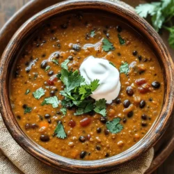 - 1 cup black lentils (urad dal) - 1/3 cup red kidney beans (rajma) - 1 large onion, finely chopped - 2 tomatoes, pureed - 4 cloves garlic, minced - 1 inch ginger, grated - 2 green chilies, slit lengthwise - 1 teaspoon cumin seeds - 1 teaspoon garam masala - 1 tablespoon butter - 1/2 cup heavy cream or coconut cream - 2 teaspoons salt or to taste - Fresh cilantro leaves for garnish - 4 cups water - Additional spices (e.g., turmeric, paprika) - Lemon juice for acidity - Extra butter or ghee for richness To make the best Slow Cooker Dal Makhani, you need a mix of rich ingredients. Black lentils and kidney beans are the main stars. They give the dish its creamy texture and hearty feel. Chopped onions, pureed tomatoes, garlic, and ginger bring depth and warmth. Green chilies add a touch of heat, while cumin seeds and garam masala create a fragrant aroma. I love adding butter for a silky finish, and cream for that rich flavor. If you prefer a vegan option, coconut cream works great too. Don't forget to season with salt and garnish with fresh cilantro for color. For an extra boost of flavor, consider turmeric or paprika. A squeeze of lemon juice can brighten the dish, and a touch of extra butter or ghee can enhance richness. This mix of ingredients creates a delicious and satisfying meal that is easy to make in your slow cooker. For the full recipe, check out the detailed instructions in the next section. - Rinse and soak lentils and beans - Drain the soaked lentils and kidney beans Start by rinsing the black lentils and kidney beans under cold water. This helps remove dirt and impurities. Soak them in water for about eight hours, or overnight for best results. Soaking softens the beans and lentils, making them cook better. After soaking, drain them well. This step is key to ensure your dish is smooth and creamy. - Combine lentils, kidney beans, and water in the slow cooker - Sauté and add spices to enhance flavors - Mix sautéed ingredients into the slow cooker - Set cooking time and temperature (low or high) Next, add the soaked lentils and kidney beans into your slow cooker. Pour in four cups of water. This is where the magic begins! In a pan, melt some butter over medium heat. Add cumin seeds and let them splutter, releasing a warm aroma. Then, add chopped onions and sauté until they turn golden brown. Add minced garlic, grated ginger, and slit green chilies. Sauté for two to three minutes until fragrant. Pour in the pureed tomatoes and let everything cook together for five to seven minutes. This step brings out the rich flavors. Once done, mix this sautéed goodness into the slow cooker with the lentils and beans. Stir well. Add salt and garam masala, cover, and set your slow cooker. Cook on low for six to eight hours or on high for four to five hours. Your Dal Makhani will become tender and flavorful. - Stir in heavy cream or coconut cream - Adjust seasoning and garnish with cilantro About 30 minutes before serving, stir in the heavy cream or coconut cream. This adds a rich, creamy texture that everyone loves. Taste your dish and adjust the seasoning if needed. Finally, garnish with fresh cilantro leaves before serving. This not only adds color but also a fresh burst of flavor. Your Dal Makhani is now ready to enjoy! For the full recipe, check out the details above. Soaking black lentils and kidney beans is key. I recommend soaking them for 8 hours or overnight. This helps them cook faster and makes them creamier. Before you add the spices to the slow cooker, sauté them first. This brings out their true flavors. Start with cumin seeds in some butter until they pop. Then, add onions and let them turn golden. This step makes a big difference! Choosing the right spices is vital. I find that a mix of garam masala and cumin works best. You can also add turmeric for color and warmth. For toppings, consider fresh cilantro and a swirl of cream. A squeeze of lemon juice can also brighten the dish. These extra touches will elevate your Dal Makhani. Cooking times can vary by slow cooker. If yours runs hot, check after 4 hours on high. For cooler models, you may need up to 8 hours on low. Dal Makhani is done when the lentils and beans are soft and creamy. You should be able to mash them easily with a fork. This is when you know it’s time to enjoy your rich and creamy delight! {{image_2}} You can easily make a vegan version of Dal Makhani. Instead of using heavy cream, try coconut cream or cashew cream. Both options give a rich and creamy texture. Coconut cream adds a subtle sweetness and a hint of tropical flavor. Cashew cream has a mild taste and blends well with spices. Simply blend soaked cashews with water for a smooth cream. This keeps your Dal Makhani rich without dairy. Dal Makhani varies across India. Each region has its own twist. For example, Punjab is famous for its buttery version. In southern India, you might find a spicier variation using local spices. You can add fresh ingredients like curry leaves or asafoetida. These local flavors make the dish unique. Don’t hesitate to experiment with your local spices to create a new version that suits your taste. Adjusting the spice level is easy. If you prefer milder dishes, remove the seeds from the green chilies. You can also use less chili powder. For a spicier kick, add more green chilies or a pinch of cayenne. I recommend trying garam masala blends for different heat levels. Some blends mix sweet and hot spices, which can enhance the flavor without overwhelming heat. Always taste as you go to find your perfect balance. To keep your Dal Makhani fresh, store leftovers in the fridge. Use an airtight container to prevent moisture loss. It’s best to let the dish cool before sealing it up. You can enjoy it for up to four days this way. If you want to save Dal Makhani for later, freezing works great too. Use freezer-safe containers or heavy-duty freezer bags. Be sure to leave some space in the container, as the dish might expand. It can stay frozen for up to three months. When you’re ready to enjoy the leftovers, the best method to reheat is on the stove. Pour the Dal Makhani into a saucepan and heat over low to medium heat. Stir it often to keep it from sticking. You can also reheat it in the microwave. Just place it in a microwave-safe bowl, cover it, and heat in short bursts. Stir in between to ensure even heating. To keep the creamy texture, add a splash of water or cream while reheating. This helps revive that rich, smooth feel. Dal Makhani can be stored safely in the fridge for about four days. If frozen, it lasts for three months. Always check for signs that it has spoiled. Look for any off smells or changes in color. If it smells sour or looks unusual, it's best to toss it. Enjoy the rich and creamy delight of your Dal Makhani, knowing you can savor it again! For the full recipe, check out the earlier sections. To soak lentils and beans, rinse them well in cold water. Then, place them in a bowl and cover with fresh water. Soak for about 8 hours or overnight. This softens them, making them cook faster. It also helps remove some of the gas-causing compounds. If you're short on time, a quick soak works too. Boil them for 2 minutes, then let them sit for an hour. Yes, you can use dried lentils and beans. Just remember to soak them first. Dried legumes give better flavor and texture. They also tend to be cheaper. Canned options save time but may have added sodium. If you choose canned, rinse them to cut down on salt. Adjust cooking times as needed. Dried beans will take longer to cook than canned. Dal Makhani pairs well with naan, rice, or roti. You can also serve it with a fresh salad or yogurt. A side of pickles adds a nice tang. For a complete meal, add some grilled vegetables. These sides complement the rich, creamy flavors. You can also try serving it in a bowl topped with fresh cilantro. You can easily scale the recipe to serve more people. Just double or triple the ingredients. Keep the same cooking time, but check for doneness. You may need a larger slow cooker for bigger batches. Make sure to keep the flavor balanced. Adjust spices to your taste as you increase the quantity. Yes, Slow Cooker Dal Makhani is healthy. It is rich in protein and fiber. Black lentils and kidney beans provide essential nutrients. Adding cream adds richness but also calories. To lighten it, you can use coconut cream. This dish is filling and nutritious, perfect for a balanced meal. To add spice, use more green chilies or add red chili powder. You can also try cayenne pepper for extra heat. Start with a little and taste as you go. This way, you control the heat without losing flavor. If it gets too spicy, balance it with more cream. This keeps the dish creamy and delicious. In this blog post, we explored how to make Slow Cooker Dal Makhani. We discussed essential and optional ingredients, detailed step-by-step cooking instructions, and offered useful tips. You can also enjoy vegan versions and regional variations for more flavor. Proper storage and reheating methods ensure you enjoy leftovers. Dal Makhani provides great taste with nutritional benefits you can feel good about. Enjoy making this dish and have fun experimenting with your flavors. Happy cooking!