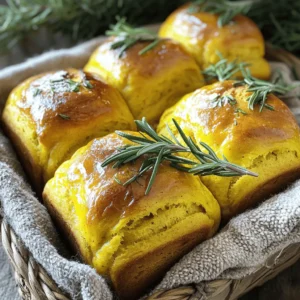 To make these soft and tasty rolls, you will need: - 2 cups all-purpose flour - 1 cup canned pumpkin - 1/4 cup warm milk (or plant-based milk) - 1/4 cup olive oil - 2 tablespoons fresh rosemary, finely chopped - 1 tablespoon sugar - 1 teaspoon salt - 1 teaspoon instant yeast - 1/2 teaspoon ground cinnamon - 1/4 teaspoon ground nutmeg - 1/4 teaspoon black pepper - Extra rosemary sprigs for garnish Fresh rosemary makes a big difference. Choose rosemary that is bright green and fragrant. Avoid any that looks brown or dry. You can also use dried rosemary if fresh isn’t available; however, cut the amount in half. For dietary needs, you can swap the milk with almond or oat milk. If you want a gluten-free option, use a gluten-free flour blend. Just check that your yeast is gluten-free. These rolls are simple to prepare. The blend of pumpkin and rosemary creates a unique flavor. Enjoy the process and the delightful smell that fills your kitchen! For the full recipe, refer to the section below. To start making rosemary pumpkin bread rolls, we first need to activate the yeast. In a small bowl, mix warm milk with sugar. Sprinkle the instant yeast on top and let it sit for about 5 minutes. You want it to get frothy. This means your yeast is active and ready to help your dough rise. Next, let’s mix the dry and wet ingredients. In a large bowl, combine the flour, salt, cinnamon, nutmeg, and black pepper. Stir these dry ingredients well. Then, make a well in the center. Add the canned pumpkin, olive oil, chopped rosemary, and your yeast mixture. Mix it all with a wooden spoon until a dough starts to form. If your dough is sticky, add flour a little at a time. Aim for a soft dough that is not sticky. Now we focus on creating the perfect dough consistency. Once your dough comes together, knead it on a floured surface. Knead for about 5 to 7 minutes. You want it smooth and elastic. This kneading helps develop gluten, which makes your rolls soft. It’s time for the dough to rise. Place your kneaded dough in a greased bowl. Cover it with a clean kitchen towel. Let it rise in a warm spot for about 1 hour, or until it doubles in size. This is the first rise. After it has risen, gently punch it down to release air. Now, divide the dough into 12 equal pieces. Shape each piece into a roll. Place the rolls on a baking sheet lined with parchment paper. Cover them again with a towel and let them rise for another 30 to 40 minutes. This is your second rise. When your rolls have puffed up, preheat your oven to 375°F (190°C). Bake the rolls for 15 to 20 minutes, or until they turn golden brown. Remove them from the oven and let them cool for a few minutes. You can add extra rosemary sprigs for a nice touch. For the full recipe, please refer to the complete instructions provided. To boost the taste of your rosemary pumpkin bread rolls, try adding other herbs. Thyme and sage pair well with rosemary. They bring a warm, earthy taste. For a kick, add a pinch of red pepper flakes. This adds a nice zing. To infuse more pumpkin flavor, use fresh pumpkin puree instead of canned. You can roast and mash your pumpkin for a richer taste. Also, adding a bit of pumpkin spice can deepen the flavor. This mix usually includes cinnamon, nutmeg, and cloves. One common mistake is dough that is too sticky. If your dough feels sticky, add a bit more flour. A soft, but not sticky, dough is what you want. Knead it until it feels smooth and elastic. Another issue is rolls drying out. To avoid this, cover the rolls with a towel while they rise. Keep them in a warm place, but not too hot. After baking, wrap them in a cloth to keep them soft. These rosemary pumpkin bread rolls pair wonderfully with soups and salads. Try them with a warm, creamy pumpkin soup for a cozy meal. They also work well with a simple green salad. For a creative presentation, serve them in a basket lined with a cloth. Drizzle with olive oil or melted butter for extra richness. You can also add a sprig of fresh rosemary on top for a lovely touch. For more ideas, check out the Full Recipe for tips on how to make these rolls shine. {{image_2}} You can mix things up by using other herbs. Try thyme or sage instead of rosemary. Each herb adds its own taste. For a cheesy twist, add grated cheese like cheddar or feta. This will make your rolls rich and savory. Cheese melts into the dough, making the rolls soft and flavorful. If you're in the mood for something sweet, you can change the rolls. Add a bit more sugar to the dough. Consider mixing in chocolate chips or dried fruits like cranberries. For a sweet topping, try a glaze made from powdered sugar and milk. These sweet rolls will be a hit at breakfast or as a dessert. For the full recipe, check out the detailed instructions and ingredients list. To keep your cooked rosemary pumpkin bread rolls fresh, store them in an airtight container. This will help prevent them from drying out. You can also wrap each roll in plastic wrap for extra protection. When ready to eat, reheat them in the oven at 350°F (175°C) for about 10 minutes. This warms them up nicely and keeps them soft. Freezing is a great way to keep extra rolls for later. If you want to freeze unbaked rolls, shape them first and place them on a baking sheet. Freeze them until firm, then transfer to a freezer bag. For baked rolls, let them cool completely. Wrap each roll in foil or plastic wrap. Place them in a freezer bag to save space. To thaw, simply take out the rolls and leave them in the fridge overnight. Reheat baked rolls in the oven at 350°F (175°C) for around 15 minutes. This will refresh their texture and flavor. For unbaked rolls, you can bake them straight from frozen, just add a few extra minutes to the baking time. To store leftover rolls, first let them cool completely. Then, place them in an airtight container. You can keep them at room temperature for up to two days. For longer storage, wrap them in plastic wrap and place them in the fridge. They can last up to a week this way. If you want to keep them fresh for a month, freeze them. Just make sure to wrap them well to avoid freezer burn. Yes, you can make these rolls gluten-free. Use a gluten-free all-purpose flour mix instead of regular flour. Make sure the mix contains xanthan gum or add some for better texture. The rolls may vary in texture but should still taste great. I recommend testing a small batch first to get the right feel. To adjust the recipe, simply cut all the ingredients in half. This will give you six rolls instead of twelve. If you want just a few rolls, you can also make a quarter of the recipe. Just remember to keep an eye on the baking time, as smaller rolls may bake faster. You can try many fun variations. Swap rosemary for thyme or sage for a different herb flavor. Add cheese, like cheddar or feta, for a savory twist. You can also mix nuts or seeds into the dough for added crunch. For a sweeter touch, add chocolate chips or dried fruit into the mix. To check if the rolls are done, look for a golden-brown color. You can also tap the bottom of a roll; if it sounds hollow, it’s done. Use a toothpick to test the center; it should come out clean. Remember, baking times may vary based on your oven, so keep an eye on them. Here’s a quick look at the ingredients and steps to make rosemary pumpkin bread rolls. You will love how easy and fun this recipe is! Ingredients: - 2 cups all-purpose flour - 1 cup canned pumpkin - 1/4 cup warm milk (or plant-based milk) - 1/4 cup olive oil - 2 tablespoons fresh rosemary, finely chopped - 1 tablespoon sugar - 1 teaspoon salt - 1 teaspoon instant yeast - 1/2 teaspoon ground cinnamon - 1/4 teaspoon ground nutmeg - 1/4 teaspoon black pepper - Extra rosemary sprigs for garnish Cooking Steps: 1. Mix warm milk and sugar in a small bowl. Add instant yeast and wait 5 minutes. 2. In a large bowl, mix flour, salt, cinnamon, nutmeg, and black pepper. 3. Make a well in the flour and add pumpkin, olive oil, chopped rosemary, and yeast mix. 4. Stir until a dough forms. If sticky, add flour, one tablespoon at a time. 5. Knead the dough on a floured surface for 5-7 minutes until smooth. 6. Put the dough in a greased bowl, cover, and let rise for 1 hour in a warm spot. 7. Preheat your oven to 375°F (190°C). 8. Punch down the risen dough. Divide it into 12 pieces and shape each into a roll. 9. Place rolls on a parchment-lined baking sheet. Cover and let rise for 30-40 minutes. 10. Bake for 15-20 minutes until golden brown. 11. Cool for a few minutes and garnish with rosemary. For a detailed view of the preparation, check the Full Recipe. I hope you enjoy making these rolls! In this blog post, I covered how to make rosemary pumpkin bread rolls. You learned about the essential ingredients and how to pick fresh rosemary. I provided step-by-step instructions for making the dough and tips for rising and baking. Don't forget the flavor tips, common mistakes, and serving suggestions to enjoy these rolls. Experiment with different herbs and sweet variations to make this recipe your own. By following my storage tips, these rolls can stay fresh longer, ready for you to enjoy!