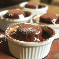To make a great chocolate lava cake, you need simple ingredients: - 1 cup semi-sweet chocolate chips - ½ cup unsalted butter - 1 cup powdered sugar - 2 large eggs - 2 large egg yolks - 1 teaspoon vanilla extract - ½ cup all-purpose flour - Pinch of salt - Butter and cocoa powder (for greasing ramekins) Each component plays a key role. The chocolate chips give a rich flavor. The butter adds a smooth texture. Eggs help the cake rise and stay soft. Measure your ingredients carefully. Use a kitchen scale for the best accuracy. When greasing ramekins, use butter and dust with cocoa powder to prevent sticking. Tap out any excess cocoa to avoid a bitter taste. In step three of the recipe, mix the eggs and sugar until smooth. This creates a light batter. When folding in the flour, do it gently. Overmixing can make the cake tough. If you need to make swaps, here are some ideas: - Use dark chocolate for a richer taste. - Replace butter with coconut oil for a dairy-free option. - Substitute eggs with flaxseed meal or unsweetened applesauce for a vegan version. These alternatives can still give you a delicious lava cake. Adjust baking times if needed, as different ingredients can change how the cake cooks. For the full recipe, check the sections above. Start by preheating your oven to 425°F (220°C). Grab four ramekins for your cakes. Grease each ramekin with butter. Dust them with cocoa powder. This keeps the cakes from sticking. Tap out any extra cocoa powder. This step is key for easy removal later. Next, take a microwave-safe bowl. Add 1 cup of semi-sweet chocolate chips and ½ cup of unsalted butter. Microwave this mix in 30-second bursts. Stir between each burst until it’s smooth. This usually takes about 1 to 2 minutes. Be patient! The goal is a glossy, melted mixture. Once your chocolate mix is ready, stir in 1 cup of powdered sugar. Mix it well until smooth. Then, add 2 large eggs, 2 large egg yolks, and 1 teaspoon of vanilla extract. Use a whisk to blend everything perfectly. Now, sift in ½ cup of all-purpose flour and a pinch of salt. Gently fold the dry ingredients in. Avoid overmixing to keep the batter light. Divide the batter evenly into your prepared ramekins. Fill each one about ¾ full. Place the ramekins on a baking sheet for easy handling. Bake them for 12 to 14 minutes. The edges should look firm, but the center should stay soft. After baking, let them cool for just 1 minute. Carefully run a knife around the edges to loosen each cake. Flip them onto plates and tap gently. Enjoy your warm, gooey chocolate lava cake right away! For the full recipe, check the earlier section. The key to a great lava center is timing. Bake your cakes for 12 to 14 minutes. You want the edges firm but the center soft. This gives you that gooey, melted chocolate surprise. Use a timer to keep track. Open the oven door only when the timer goes off. This helps avoid losing heat. If you prefer a runnier center, take it out a minute early. One big mistake is overmixing the batter. This can make the cake dense. Mix just until combined, and don’t worry about lumps. Another mistake is not greasing the ramekins well. If they stick, your cake won’t come out whole. Use butter and cocoa powder for best results. Also, don’t skip the cooling step. Let the cakes sit for one minute after baking. This helps them hold their shape when you flip them out. For a stunning presentation, serve the cakes warm. Dust with powdered sugar or top with vanilla ice cream. You can also add fresh berries for a pop of color. Place them on the side for a lovely contrast. Drizzling melted chocolate or caramel on the plate adds flair. This makes the dish look even more tempting. For the full recipe, check the steps above. Enjoy creating this delightful dessert! {{image_2}} You can change the flavor of your chocolate lava cake easily. Try using white chocolate for a sweet twist. Dark chocolate adds a deeper taste. For a fun surprise, add a spoonful of peanut butter or caramel in the center. You can even mix in a bit of espresso powder to enhance the chocolate flavor. Serving chocolate lava cake can be fun! You can serve it warm right out of the oven. Place it on a plate and let it flow. Another idea is to serve it with fresh berries like strawberries or raspberries. They add a nice contrast to the rich cake. You can also pair it with whipped cream for a light touch. Toppings can make your dessert even better. A scoop of vanilla ice cream on top adds creaminess. You can sprinkle crushed nuts, like almonds or hazelnuts, for crunch. Drizzling chocolate sauce or caramel sauce can make it look fancy. Don't forget a dusting of powdered sugar for a nice finish. Explore these ideas to make your dessert special! Check out the Full Recipe for more details on making this delightful treat. To store unbaked batter, cover it tightly. Use plastic wrap or a lid. Keep the batter in the fridge for up to 24 hours. This way, the batter stays fresh. When ready to bake, let it sit at room temperature for 20 minutes. This helps it bake evenly. If you have leftover baked lava cakes, let them cool first. Then, place them in an airtight container. You can store them in the fridge for up to three days. For longer storage, freeze them. Wrap each cake in plastic wrap, then foil. Frozen cakes can last for about a month. To reheat your lava cakes, use the oven for the best results. Preheat your oven to 350°F (175°C). Place the cakes on a baking sheet and cover them loosely with foil. Heat for about 10-12 minutes. If they are frozen, it may take 15-20 minutes. This way, your cake stays soft and gooey inside. Enjoy your delectable treat! For the full recipe, check the detailed instructions above. You will know your lava cake is done when the edges feel firm. The center will still be soft and jiggle slightly. It usually takes about 12 to 14 minutes in the oven. If you see the edges set but the middle is wobbly, it's just right. Remember, overbaking will make it too firm and lose that gooey center. Yes, you can prepare the batter ahead of time. Just fill the ramekins and cover them with plastic wrap. Store them in the fridge for up to 24 hours. When you are ready to bake, take them out and let them sit at room temperature for about 30 minutes. This helps them bake evenly. If you need an egg substitute, try using applesauce. Use 1/4 cup of unsweetened applesauce for each egg. You can also use flax eggs. To make one flax egg, mix 1 tablespoon of ground flaxseed with 2.5 tablespoons of water. Let it sit for a few minutes until it thickens. If your lava cake is not gooey, it may have baked too long. Keep a close eye on it during baking. If you find it’s firm, try reducing the baking time next time. You can also lower the oven temperature slightly to help it cook more evenly. If it still doesn’t work, check your oven's accuracy with an oven thermometer. In this post, we've explored how to make a perfect chocolate lava cake. You learned about key ingredients, preparation tips, and alternative options for various diets. We shared step-by-step instructions and vital tips for success. Don’t forget the fun variations and how to store your treats. Mastering this dessert proves you can bake with great results. Now, gather your ingredients and enjoy the joy of baking. Happy cooking!