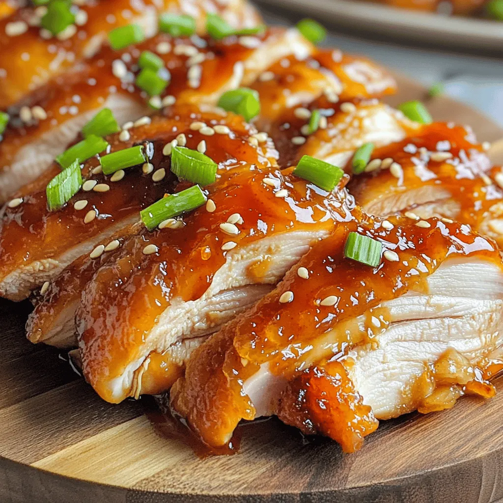 To make the Delicious Spicy Honey Chicken, you need some simple but tasty items. Here’s what you will need: - 1 lb (450g) chicken thighs, boneless and skinless - 1/4 cup honey - 2 tablespoons soy sauce - 1 tablespoon Sriracha (adjust to taste) - 2 cloves garlic, minced - 1 teaspoon freshly grated ginger - 1 tablespoon vegetable oil - 1 teaspoon sesame oil - Salt and pepper to taste - Optional: chopped green onions and sesame seeds for garnish These ingredients come together to create a dish that is sweet and spicy. The honey adds a rich sweetness, while the Sriracha brings the heat. The garlic and ginger enhance the flavor, making each bite exciting. When choosing chicken thighs, pick ones that are fresh. They stay juicy and tender when cooked. You can adjust the amount of Sriracha to make it as spicy as you like. I suggest using fresh garlic and ginger for the best taste. They provide a bright, aromatic quality to the dish. If you want to add some flair to your meal, consider the garnish. Chopped green onions and sesame seeds add color and crunch, making your dish look professional. For the full recipe, check out the complete steps to make this flavorful delight. To start, grab a large bowl. Add the honey, soy sauce, Sriracha, minced garlic, and grated ginger. Whisk these ingredients together until they blend well. This mix creates a sweet and spicy flavor that makes the chicken shine. Next, take your chicken thighs and coat them in the marinade. Make sure each piece gets covered well. This step is key to packing in flavor. Cover the bowl and let it sit in the fridge. Aim for at least 30 minutes. If you have more time, marinate overnight for even better taste. Now, let’s get cooking! Heat vegetable oil and sesame oil in a large skillet over medium-high heat. You want the oils hot but not smoking. This helps achieve that perfect golden crust. Take the chicken thighs out of the marinade, allowing excess marinade to drip off. Season both sides with salt and pepper. Place the chicken in the hot skillet. Cook each side for about 6 to 7 minutes. Look for a nice caramelization and ensure the chicken is fully cooked. Feel free to baste with leftover marinade in the last few minutes for extra flavor. After cooking, remove the chicken from the skillet. Let it rest for a few minutes. This helps keep it juicy. Slice the chicken into strips and arrange them on a platter. Drizzle any remaining sauce from the skillet over the top. For that final touch, garnish with chopped green onions and sesame seeds. For side dishes, consider serving rice or a fresh salad. These pair well with the spicy honey chicken. Enjoy your flavorful dinner delight! For more details on the recipe, refer to the Full Recipe. To make the best marinade, focus on the spice levels. If you like it spicy, add more Sriracha. For a milder taste, reduce the amount. Remember, the marinade should balance sweet and heat. When marinating, 30 minutes is good, but overnight is best. The longer you let the chicken sit, the more flavor it absorbs. Just keep it in the fridge to stay safe. Basting the chicken helps boost its flavor. Use the leftover marinade towards the end of cooking. It adds a nice glaze and extra taste to the chicken. Ensure even cooking by using a hot skillet. Cook the chicken for 6-7 minutes on each side. This way, it cooks through and gets a nice caramelized look. Garnish your chicken with chopped green onions. They add color and a fresh taste. You can also sprinkle sesame seeds on top for a nice crunch. For plating, arrange the sliced chicken on a platter. Drizzle the sauce from the skillet over it. This makes it look appealing and ready to eat. For the full recipe, check out the Delicious Spicy Honey Chicken section above. {{image_2}} You can swap chicken thighs for chicken breasts. Breasts are leaner but dry out faster. If you want a different protein, try tofu or shrimp. Both work well with the spicy honey sauce. Adjust sweetness by adding more honey if you like it sweet. For less sweetness, use less honey. You can also add more Sriracha for extra heat. Just be careful; a little goes a long way! Grilling adds a nice smoky flavor. Brush the chicken with the marinade and grill it for six to eight minutes on each side. This method gives you lovely grill marks and a tasty char. Pan-frying is quick and easy, perfect for a weeknight meal. Heat oil in a skillet, and cook the chicken until it's golden brown. This method keeps the chicken juicy and flavorful. For a hands-off option, try oven-baking. Preheat your oven to 400°F (200°C). Place the chicken on a baking sheet and bake for about 20-25 minutes. The chicken turns out tender and juicy, with less mess. Serve the chicken with rice or quinoa. Both absorb the sauce well and balance the heat. Steamed vegetables like broccoli or green beans add color and crunch. For dips, try a cooling yogurt sauce or a simple salad dressing. These add freshness to the spicy chicken. When it comes to drinks, pair this dish with iced tea or a light beer. Both complement the flavors and enhance your meal. For the full recipe, check out the Delicious Spicy Honey Chicken section above! To store leftovers, place the chicken in an airtight container. This keeps it fresh and tasty. You can also cover it tightly with plastic wrap or foil. Leftovers are safe in the fridge for up to four days. Always check for any off smells before eating. For freezing chicken, first, let it cool completely. Then, wrap it tightly in plastic wrap and put it in a freezer bag. This helps prevent freezer burn. Chicken can last in the freezer for up to three months. To thaw, you can leave it in the fridge overnight or use the microwave. Just make sure to cook it right away if you use the microwave. When reheating, the best method is to use the oven. Preheat it to 350°F (175°C). Place the chicken in a baking dish, cover it with foil, and heat for about 15-20 minutes. This keeps the chicken moist. You can also use a skillet over low heat. Just add a few drops of water to keep it from drying out. Enjoy it warm to keep all the flavors intact! You can marinate chicken for at least 30 minutes. For the best flavor, aim for 2 to 4 hours. If you have time, marinating overnight is even better. This allows the honey and spices to soak into the meat. Use a sealable bag for easy cleanup. This also helps the chicken stay juicy and flavorful. Yes, you can use other proteins! Pork tenderloin works great with this marinade. Shrimp adds a nice twist, too. Tofu is a good choice for a vegetarian option. Just adjust the cooking time to fit each protein. For example, shrimp cooks faster than chicken. Always check for doneness to keep your meals safe. You can pair this chicken with many sides. Steamed rice or quinoa works well to soak up the sauce. Roasted vegetables add color and nutrition. A simple salad with light dressing can also brighten the meal. For a fun twist, serve it in tacos or wraps with fresh veggies. Yes, this dish is perfect for meal prep! You can marinate the chicken ahead of time. Cook a large batch and store leftovers in the fridge. Keep it in airtight containers for up to four days. Reheat it in the oven or on a skillet for best results. This makes for quick and tasty lunches or dinners all week. For the full recipe, check the previous section! In this blog post, we explored making Delicious Spicy Honey Chicken. We discussed the ingredients, easy steps to prepare and cook, and tips for success. I shared ways to vary the recipe and how to store leftover chicken. Experimenting with sweetness or heat can bring new flavors. I hope you feel ready to try this dish soon. Simple techniques can result in amazing meals. Enjoy cooking and sharing this tasty chicken with loved ones!
