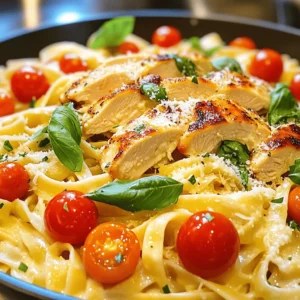 - 2 boneless, skinless chicken breasts - 8 oz fettuccine pasta - 1 cup cherry tomatoes, halved - 1 cup heavy cream - ½ cup grated Parmesan cheese - 2 cloves garlic, minced - 1 teaspoon Italian seasoning - 2 tablespoons olive oil - Fresh basil leaves, for garnish - Salt and pepper, to taste Gather these ingredients before you start. Each one plays a key role in the dish. The chicken offers protein and texture. Fettuccine pasta provides the perfect base. Fresh cherry tomatoes add a burst of flavor. Heavy cream makes the sauce rich and creamy. Parmesan cheese brings depth and a savory kick. Garlic and Italian seasoning enhance the overall taste. Olive oil helps to cook the chicken and adds flavor. Fresh basil leaves give a fresh touch at the end. Salt and pepper round out all the flavors. Having everything ready makes cooking smooth and fun. You can find the full recipe to guide you through every step of making this creamy delight. Enjoy the process and savor the tasty results! - First, fill a large pot with water and add a good amount of salt. - Bring the salted water to a rolling boil. - Add the fettuccine pasta and cook according to the package instructions. - Once cooked, drain the pasta and set it aside for later. - Take your chicken breasts and season them well with salt, pepper, and Italian seasoning. - In a large skillet, heat two tablespoons of olive oil over medium-high heat. - Add the seasoned chicken breasts to the skillet. Cook each side for about 5-7 minutes until golden brown. - Remove the chicken from the skillet and let it rest before slicing. - In the same skillet, add two cloves of minced garlic. Sauté for about 30 seconds until it smells great. - Next, toss in the halved cherry tomatoes and cook them for 2-3 minutes until they soften. - Pour in one cup of heavy cream and bring it to a gentle simmer. Stir in half a cup of grated Parmesan cheese until it melts into a creamy sauce. - Take the cooked pasta and add it to the skillet with the sauce. Toss everything together until the pasta is well coated. - Slice the rested chicken and place it on top of the pasta. - Finish by adding fresh basil leaves for a pop of color and flavor. - If you like, sprinkle some extra Parmesan cheese on top before serving. For the full recipe, check out Marry Me Chicken Pasta . To ensure your chicken is cooked perfectly, use a meat thermometer. The safe internal temperature is 165°F. Sear the chicken until golden brown. This gives it flavor and keeps it juicy. Let it rest before slicing. This helps the juices stay in the meat. For a creamy sauce, add the heavy cream slowly. Stir it in and let it simmer. This helps the sauce thicken and become smooth. If it's too thick, add a splash of pasta water. If you want alternatives for heavy cream, try coconut cream or cashew cream. Both add richness without dairy. You can also use half-and-half for a lighter option. For pasta, fettuccine is great, but you can use penne or spaghetti. Each type absorbs the sauce differently, so choose what you like best. To make a complete meal, serve with garlic bread or a fresh salad. A side of steamed broccoli or green beans adds color and crunch. Pair this dish with a white wine like Chardonnay or Pinot Grigio. These wines complement the creamy flavors and brighten the meal. For the full recipe, check out the complete list of steps and ingredients. {{image_2}} You can make Marry Me Chicken Pasta lighter. Here are some ideas: - Lower-calorie versions: Use less heavy cream. Try low-fat milk or Greek yogurt instead. This will cut calories but keep some creaminess. You can also use less cheese. - Gluten-free pasta options: If you need gluten-free, choose gluten-free pasta. Many brands offer tasty options that cook well and taste great. To boost the flavor of your Marry Me Chicken Pasta, try these tips: - Adding spices or herbs for extra flavor: Add red pepper flakes for heat. Fresh thyme or rosemary can bring a nice touch. Mix in fresh parsley for a burst of color and taste. - Incorporating vegetables into the recipe: You can add bell peppers, spinach, or broccoli. These veggies are not only healthy but also add great color and texture to your dish. Make sure to check the Full Recipe for all the details. Enjoy experimenting! To keep Marry Me Chicken Pasta fresh, follow these tips: - Cool it down: Let the pasta cool to room temperature. - Use airtight containers: Store in containers with tight lids to avoid air exposure. - Refrigerate: It lasts up to 3 days in the fridge. If you want to save it for later: - Freeze: Place the pasta in freezer-safe bags or containers. - Label and date: Mark the bag with the date you froze it. - Store: It keeps well for up to 3 months in the freezer. When you're ready to enjoy leftovers, you have two easy options: - Microwave instructions: - Place a portion in a microwave-safe bowl. - Add a splash of water to keep it moist. - Cover it with a lid or a damp paper towel. - Heat in 30-second intervals, stirring until warmed through. - Stovetop reheating for best results: - Add a little olive oil or butter in a skillet. - Heat on low, stirring often to prevent sticking. - Cook until heated through, about 5 to 7 minutes. Enjoy your creamy delight again with these simple tips! For the full recipe, check out the Marry Me Chicken Pasta . Marry Me Chicken Pasta is a creamy, dreamy dish full of flavors. It features chicken, fettuccine pasta, and a rich sauce. The dish has a fun name, suggesting it could win hearts. It became popular on social media and food blogs. Many people love its creamy texture and tasty ingredients. Some say it’s a perfect meal for a romantic dinner. Yes, you can prepare this dish ahead of time. Cook the pasta and chicken, then store them separately. Keep the sauce in a jar or bowl in the fridge. When ready to eat, heat the sauce, mix in the pasta and chicken, and serve. This makes for a quick meal. For storage, use airtight containers to keep everything fresh. To add some heat, try these spices. Red pepper flakes are a great choice. You can also use cayenne pepper for more kick. If you like fresh herbs, try adding chopped jalapeños or serrano peppers. Adjust the amount to match your taste. Just remember, a little goes a long way! This blog showed you how to make Marry Me Chicken Pasta. We covered ingredients, step-by-step cooking, tips, and variations. You can craft a creamy, delicious meal that impresses anyone. Remember to use fresh herbs and garnish well for the best taste. Don’t forget about storing leftovers, as they can be just as tasty. Enjoy experimenting with flavors and ingredients to make this dish your own. Cooking should be fun and rewarding, so dive in and savor every bite!