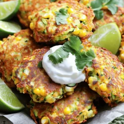 - 2 medium zucchinis, grated - 1 cup fresh corn kernels - 1/2 cup all-purpose flour - 1/4 cup cornmeal - 2 large eggs - 1/4 cup green onions, finely chopped - 1/4 cup fresh cilantro, chopped - 1 teaspoon baking powder - 1 teaspoon garlic powder - 1/2 teaspoon cumin powder - Salt and pepper to taste - Olive oil for frying To make my zucchini corn fritters, I use simple, fresh ingredients. The main stars are grated zucchinis and sweet corn. These two give a great flavor and texture. I also add flour and cornmeal to bind everything together. Eggs act as glue, while green onions and cilantro add freshness. - You can substitute all-purpose flour with gluten-free options like almond flour or chickpea flour. This works well and keeps the fritters tasty. - If you want to use frozen corn, that's fine too. Just make sure to thaw and drain it before adding. - For dairy-free needs, you can replace eggs with a flaxseed mix. Just mix one tablespoon of ground flaxseed with three tablespoons of water and let it sit for a few minutes. These alternatives make it easy for everyone to enjoy my fritters. You can find the full recipe to guide you through. First, grate the zucchinis using a box grater. You want small shreds to mix well. After grating, squeeze out excess moisture. This step is key for crispy fritters. Next, chop the green onions and cilantro finely. In a large bowl, mix the dry ingredients: flour, cornmeal, baking powder, garlic powder, cumin, salt, and pepper. In another bowl, whisk the eggs. Combine both mixtures. Add the grated zucchini and corn kernels last. Stir until everything is well mixed. Heat a large skillet over medium heat. Add a tablespoon of olive oil and let it get hot. Use a 1/4 cup measure to scoop the mixture. Carefully drop the mixture into the skillet. Flatten each scoop slightly to form fritters. Be careful not to overcrowd the pan. Fry for about 3-4 minutes on each side. Look for a golden brown color and crispy edges. Once cooked, place the fritters on a paper towel to absorb excess oil. Keep frying until all the batter is used. Serve the fritters hot for the best flavor. I love adding a dollop of Greek yogurt or sour cream on top. A sprinkle of extra cilantro adds a nice touch. For a zesty kick, place a wedge of lime on the side. You can find the full recipe in the earlier section. Enjoy your delicious zucchini corn fritters! To fry zucchini corn fritters perfectly, aim for medium heat. If your oil is too cool, the fritters will absorb oil and become soggy. You want them crispy and golden. A good test is to drop a small amount of batter into the oil. If it sizzles right away, you’re ready to go. To avoid sogginess, ensure you squeeze out excess moisture from the zucchini. This step is key. Too much water will make your fritters soft. Use paper towels or a clean kitchen cloth to help. When grating zucchini, use a box grater or a food processor. Both work well. The goal is to have small, even pieces. This helps them cook evenly. After grating, place the zucchini in a clean cloth. Twist the cloth to squeeze out as much water as you can. This makes a big difference in texture. You can also use a fine-mesh strainer. Let the grated zucchini sit for about 10 minutes. You’ll see water collect at the bottom. This method works if you don’t want to use a cloth. To add more flavor, consider spices like smoked paprika or chili powder. Both will give your fritters a nice kick. Fresh herbs, such as dill or parsley, can also brighten the dish. For a cheesy twist, try adding shredded cheese to the mix. Feta or cheddar work great. Just fold it in gently before frying. The cheese melts and adds a lovely creaminess to each bite. For the full recipe, check out the [Full Recipe]. {{image_2}} You can change up the zucchini corn fritters easily. Adding bell peppers or jalapeños gives a nice kick. Just chop them finely and mix them in. These flavors blend well with the corn. You can also include cheese for creaminess. Feta brings a salty touch, while cheddar adds a rich flavor. Mix in a half cup of either cheese for a tasty twist. Want to explore different flavors? Try making Mexican-style fritters. Add chili powder, cumin, and a bit of lime juice. This twist gives a zesty flair. For an Asian-inspired version, mix in soy sauce and sesame oil. These ingredients add depth and a unique flavor to the fritters. You can make vegan zucchini corn fritters too. Simply replace eggs with flaxseed meal mixed with water. This works as a great binder. For a keto-friendly option, swap out the flour with almond flour. This keeps the fritters low in carbs while still tasty. Enjoy experimenting with these variations! You can find the full recipe in the article. To store leftovers properly, place the fritters in an airtight container. Make sure they cool before sealing. This helps keep them fresh. Zucchini corn fritters last in the fridge for about three days. If you want to enjoy them later, follow these storage tips. You can freeze both un-cooked and cooked fritters. For un-cooked fritters, scoop the batter onto a baking sheet lined with parchment paper. Freeze them until firm, then transfer to a freezer bag. For cooked fritters, let them cool first. Then place them in a freezer-safe container. When reheating, the best practice is to thaw them in the fridge overnight. This helps retain their flavor and texture. For the best results, use an oven or skillet to reheat your fritters. If using an oven, preheat it to 350°F (175°C). Place the fritters on a baking sheet for about 10 minutes. This warms them up nicely. If you choose a skillet, heat a small amount of oil over medium heat. Fry the fritters for a few minutes on each side. This keeps them crispy and delicious. To keep fritters crispy when reheating, avoid covering them. This helps prevent steam from making them soggy. How long do zucchini corn fritters last? Zucchini corn fritters stay fresh for about three days in the fridge. Store them in an airtight container. To keep them crispy, place a paper towel in the container. You can also freeze fritters for up to three months. Just make sure they cool down first. Can I bake these fritters instead of frying them? Yes, you can bake zucchini corn fritters! Preheat your oven to 400°F (200°C). Place the fritters on a lined baking sheet. Brush or spray them lightly with oil for a golden finish. Bake for about 20 minutes, flipping halfway through. Baking makes them a bit drier but still tasty! Why are my fritters falling apart? Fritters may fall apart if there's too much moisture in the zucchini. Always squeeze out excess liquid before mixing. Also, ensure you use enough flour and eggs to bind the mixture well. If they still break, add a bit more flour to help hold them together. What can I do if my fritters are too greasy? If your fritters are greasy, try lowering the frying heat. If the oil is too hot, they cook too fast on the outside but stay oily inside. After cooking, place them on paper towels to absorb extra oil. You can also try baking them next time for a lighter option. What to serve with zucchini corn fritters? I love serving these fritters with a dollop of Greek yogurt or sour cream. A sprinkle of fresh cilantro adds color and flavor. You can also serve them with a wedge of lime for a zesty touch. Pair them with a fresh salad or some salsa for extra crunch. Can they be an appetizer or main dish? Absolutely! Zucchini corn fritters work well as an appetizer or a light main dish. Serve them in small portions as a party snack. For a meal, add a side salad and some protein like grilled chicken or fish. They are versatile and delightful in any setting. This blog post covered how to make delicious zucchini corn fritters. We discussed all the key ingredients and provided step-by-step cooking instructions. You learned tips for the best texture and ways to add flavor. Plus, we explored variations to fit any diet and provided storage advice. In the end, these fritters are easy, fun, and packed with flavor. Enjoy making them your way!