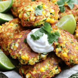 - 2 medium zucchinis, grated - 1 cup fresh corn kernels - 1/2 cup all-purpose flour - 1/4 cup cornmeal - 2 large eggs - 1/4 cup green onions, finely chopped - 1/4 cup fresh cilantro, chopped - 1 teaspoon baking powder - 1 teaspoon garlic powder - 1/2 teaspoon cumin powder - Salt and pepper to taste - Olive oil for frying To make my zucchini corn fritters, I use simple, fresh ingredients. The main stars are grated zucchinis and sweet corn. These two give a great flavor and texture. I also add flour and cornmeal to bind everything together. Eggs act as glue, while green onions and cilantro add freshness. - You can substitute all-purpose flour with gluten-free options like almond flour or chickpea flour. This works well and keeps the fritters tasty. - If you want to use frozen corn, that's fine too. Just make sure to thaw and drain it before adding. - For dairy-free needs, you can replace eggs with a flaxseed mix. Just mix one tablespoon of ground flaxseed with three tablespoons of water and let it sit for a few minutes. These alternatives make it easy for everyone to enjoy my fritters. You can find the full recipe to guide you through. First, grate the zucchinis using a box grater. You want small shreds to mix well. After grating, squeeze out excess moisture. This step is key for crispy fritters. Next, chop the green onions and cilantro finely. In a large bowl, mix the dry ingredients: flour, cornmeal, baking powder, garlic powder, cumin, salt, and pepper. In another bowl, whisk the eggs. Combine both mixtures. Add the grated zucchini and corn kernels last. Stir until everything is well mixed. Heat a large skillet over medium heat. Add a tablespoon of olive oil and let it get hot. Use a 1/4 cup measure to scoop the mixture. Carefully drop the mixture into the skillet. Flatten each scoop slightly to form fritters. Be careful not to overcrowd the pan. Fry for about 3-4 minutes on each side. Look for a golden brown color and crispy edges. Once cooked, place the fritters on a paper towel to absorb excess oil. Keep frying until all the batter is used. Serve the fritters hot for the best flavor. I love adding a dollop of Greek yogurt or sour cream on top. A sprinkle of extra cilantro adds a nice touch. For a zesty kick, place a wedge of lime on the side. You can find the full recipe in the earlier section. Enjoy your delicious zucchini corn fritters! To fry zucchini corn fritters perfectly, aim for medium heat. If your oil is too cool, the fritters will absorb oil and become soggy. You want them crispy and golden. A good test is to drop a small amount of batter into the oil. If it sizzles right away, you’re ready to go. To avoid sogginess, ensure you squeeze out excess moisture from the zucchini. This step is key. Too much water will make your fritters soft. Use paper towels or a clean kitchen cloth to help. When grating zucchini, use a box grater or a food processor. Both work well. The goal is to have small, even pieces. This helps them cook evenly. After grating, place the zucchini in a clean cloth. Twist the cloth to squeeze out as much water as you can. This makes a big difference in texture. You can also use a fine-mesh strainer. Let the grated zucchini sit for about 10 minutes. You’ll see water collect at the bottom. This method works if you don’t want to use a cloth. To add more flavor, consider spices like smoked paprika or chili powder. Both will give your fritters a nice kick. Fresh herbs, such as dill or parsley, can also brighten the dish. For a cheesy twist, try adding shredded cheese to the mix. Feta or cheddar work great. Just fold it in gently before frying. The cheese melts and adds a lovely creaminess to each bite. For the full recipe, check out the [Full Recipe]. {{image_2}} You can change up the zucchini corn fritters easily. Adding bell peppers or jalapeños gives a nice kick. Just chop them finely and mix them in. These flavors blend well with the corn. You can also include cheese for creaminess. Feta brings a salty touch, while cheddar adds a rich flavor. Mix in a half cup of either cheese for a tasty twist. Want to explore different flavors? Try making Mexican-style fritters. Add chili powder, cumin, and a bit of lime juice. This twist gives a zesty flair. For an Asian-inspired version, mix in soy sauce and sesame oil. These ingredients add depth and a unique flavor to the fritters. You can make vegan zucchini corn fritters too. Simply replace eggs with flaxseed meal mixed with water. This works as a great binder. For a keto-friendly option, swap out the flour with almond flour. This keeps the fritters low in carbs while still tasty. Enjoy experimenting with these variations! You can find the full recipe in the article. To store leftovers properly, place the fritters in an airtight container. Make sure they cool before sealing. This helps keep them fresh. Zucchini corn fritters last in the fridge for about three days. If you want to enjoy them later, follow these storage tips. You can freeze both un-cooked and cooked fritters. For un-cooked fritters, scoop the batter onto a baking sheet lined with parchment paper. Freeze them until firm, then transfer to a freezer bag. For cooked fritters, let them cool first. Then place them in a freezer-safe container. When reheating, the best practice is to thaw them in the fridge overnight. This helps retain their flavor and texture. For the best results, use an oven or skillet to reheat your fritters. If using an oven, preheat it to 350°F (175°C). Place the fritters on a baking sheet for about 10 minutes. This warms them up nicely. If you choose a skillet, heat a small amount of oil over medium heat. Fry the fritters for a few minutes on each side. This keeps them crispy and delicious. To keep fritters crispy when reheating, avoid covering them. This helps prevent steam from making them soggy. How long do zucchini corn fritters last? Zucchini corn fritters stay fresh for about three days in the fridge. Store them in an airtight container. To keep them crispy, place a paper towel in the container. You can also freeze fritters for up to three months. Just make sure they cool down first. Can I bake these fritters instead of frying them? Yes, you can bake zucchini corn fritters! Preheat your oven to 400°F (200°C). Place the fritters on a lined baking sheet. Brush or spray them lightly with oil for a golden finish. Bake for about 20 minutes, flipping halfway through. Baking makes them a bit drier but still tasty! Why are my fritters falling apart? Fritters may fall apart if there's too much moisture in the zucchini. Always squeeze out excess liquid before mixing. Also, ensure you use enough flour and eggs to bind the mixture well. If they still break, add a bit more flour to help hold them together. What can I do if my fritters are too greasy? If your fritters are greasy, try lowering the frying heat. If the oil is too hot, they cook too fast on the outside but stay oily inside. After cooking, place them on paper towels to absorb extra oil. You can also try baking them next time for a lighter option. What to serve with zucchini corn fritters? I love serving these fritters with a dollop of Greek yogurt or sour cream. A sprinkle of fresh cilantro adds color and flavor. You can also serve them with a wedge of lime for a zesty touch. Pair them with a fresh salad or some salsa for extra crunch. Can they be an appetizer or main dish? Absolutely! Zucchini corn fritters work well as an appetizer or a light main dish. Serve them in small portions as a party snack. For a meal, add a side salad and some protein like grilled chicken or fish. They are versatile and delightful in any setting. This blog post covered how to make delicious zucchini corn fritters. We discussed all the key ingredients and provided step-by-step cooking instructions. You learned tips for the best texture and ways to add flavor. Plus, we explored variations to fit any diet and provided storage advice. In the end, these fritters are easy, fun, and packed with flavor. Enjoy making them your way!