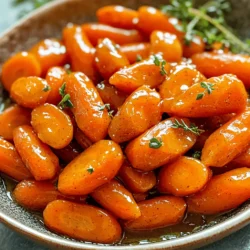 - 1 pound baby carrots, trimmed - 2 tablespoons unsalted butter - 1/4 cup pure maple syrup - 1 tablespoon fresh orange juice - 1/2 teaspoon cinnamon - Salt and pepper to taste - Optional: Chopped fresh parsley or thyme for garnish When I prepare maple glazed carrots, I always start with fresh baby carrots. These tiny gems cook evenly and taste sweet. You can also use larger carrots, but remember to cut them into smaller pieces. If you want to switch things up, you can use honey or agave syrup instead of maple syrup. Both add great sweetness. For fresh herbs, try dill or chives if you don't have parsley or thyme. They add a nice twist. You will need a few simple tools to make this dish. A skillet is essential for cooking the carrots. Make sure to have measuring cups and spoons for accurate amounts. Lastly, keep a spoon handy for stirring. Using the right tools makes cooking easier and more fun. Enjoy the process! - Start with washing the baby carrots under cold water. This helps remove any dirt. - If you use larger carrots, peel them. Cut them into smaller, equal pieces. This ensures they cook evenly. - In a large skillet, melt the butter over medium heat. Wait until it starts bubbling. - Add the carrots to the skillet. Sauté them for about five minutes. Stir them occasionally until they begin to soften. - Next, pour in the maple syrup and fresh orange juice. Sprinkle in the cinnamon, salt, and pepper. - Stir the mixture well. Make sure the carrots are fully coated in the glaze. - Reduce the heat to low. Cover the skillet and let the carrots simmer for 10 to 15 minutes. Stir occasionally until they are tender, and the glaze thickens. - For a nice presentation, serve the carrots in a shallow bowl. Drizzle some extra maple glaze over the top. - Consider garnishing with fresh parsley or thyme. This adds color and flavor. - Maple glazed carrots pair well with roasted chicken or grilled fish. They also work nicely with a green salad. Using fresh ingredients is key to great taste. Fresh carrots bring out the best in this dish. They add sweetness and crunch that make every bite enjoyable. You also want to balance sweetness and seasoning. The maple syrup adds a rich sweetness. Pair it with a bit of salt and cinnamon to enhance the flavor. Sautéing is an ideal method for even cooking. Start by melting butter in a large skillet over medium heat. Once the butter bubbles, add the carrots. Stir them often to coat them well and cook them evenly. To prevent overcooking, keep an eye on the time. Carrots should be tender but still have a slight crunch when done. Cooking times vary based on the size of your carrots. For baby carrots, 15 to 20 minutes is usually perfect. If you have larger pieces, they may need up to 30 minutes. To check for tenderness, pierce a carrot with a fork. If it slides in easily, they are ready. You want them tender but not mushy. Enjoy this flavorful dish with your meals! For the full recipe, visit the section above. {{image_2}} You can change up the taste of maple glazed carrots easily. Adding spices like nutmeg or allspice gives a warm touch. These spices bring out the natural sweetness of the carrots. You can also try adding ginger or garlic. Ginger adds a spicy kick, while garlic gives a savory depth. Experiment with these flavors to find what you love most. You can cook maple glazed carrots in different ways. An oven-roasted version has a lovely caramelized flavor. Toss the carrots with the glaze and roast at 400°F for about 20 minutes. This method gives a nice texture and taste. If you are short on time, use an Instant Pot. Place the carrots with the glaze and cook on high pressure for about 3 minutes. This method keeps the carrots tender and flavorful. Maple glazed carrots can shine in many dishes. Use them as a salad topping for extra crunch and flavor. They pair well with greens and nuts for a fresh dish. You can also serve them alongside proteins like chicken or turkey. The sweet glaze complements savory meats perfectly. Feel free to get creative in how you serve these delicious carrots! For the full recipe, check out the details above. To keep your maple glazed carrots fresh, use an airtight container. Glass containers work best because they do not stain. Store the leftovers in the fridge. This helps keep them safe and tasty for up to four days. Make sure the carrots cool down before sealing the container. This prevents moisture build-up. When reheating, I suggest using a skillet. Heat it on medium-low. Add a splash of water or broth to keep the carrots moist. Stir them gently until they are warm. You can also microwave them. Use a microwave-safe dish and cover it. Heat in short bursts to avoid overcooking. Leftover maple glazed carrots taste great in other meals. You can chop them and mix them into salads or grain bowls. They also make a nice topping for toast. Yes, you can freeze maple glazed carrots! To freeze, let them cool completely. Then, place them in a freezer-safe bag. Squeeze out as much air as possible before sealing. They can last for up to three months in the freezer. To defrost, move them to the fridge overnight. You can also use the microwave to thaw them quickly. After thawing, reheat them in a skillet for the best texture. How long do maple glazed carrots last in the fridge? Maple glazed carrots last about 3 to 5 days in the fridge. Store them in an airtight container. This keeps the flavors fresh. Can I make maple glazed carrots in advance? Yes, you can make maple glazed carrots ahead of time. Cook them fully and cool them down. Then, place them in the fridge. Reheat when you are ready to serve. What are good side dishes to pair with maple glazed carrots? Maple glazed carrots pair well with many dishes. Try roasted chicken, pork chops, or even quinoa salad. They add a sweet and savory touch to your meal. Caloric content per serving Each serving of maple glazed carrots has about 150 calories. This includes the carrots, butter, and maple syrup. Health benefits of carrots Carrots are rich in vitamins. They offer vitamin A, which helps your eyes. They also have fiber, which aids digestion. Eating carrots can boost your health. Making the recipe vegan or dairy-free To make maple glazed carrots vegan, swap butter for coconut oil or vegan butter. This keeps the flavor but makes it plant-based. Gluten-free options available This recipe is naturally gluten-free. You can enjoy it safely if you follow a gluten-free diet. No adjustments are needed. In this post, I shared a simple recipe for maple glazed carrots. We covered the ingredients, tools, and cooking steps. You learned tips to boost flavor and explore variations. I offered advice on storing leftovers and reheating them for best taste. Remember, fresh ingredients matter greatly. With these insights, you can create a tasty dish that pairs well with many meals. Enjoy your cooking adventure!