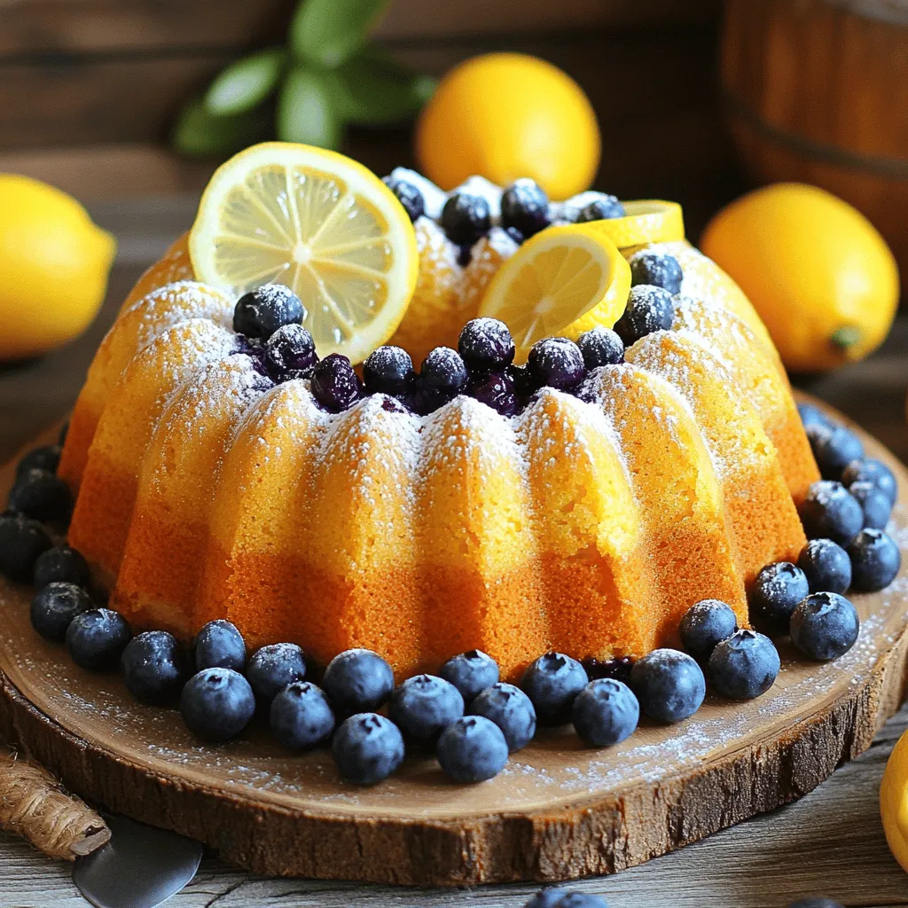 To make this lemon blueberry pound cake, you will need the following: - 1 cup unsalted butter, softened - 2 cups granulated sugar - 4 large eggs - 3 cups all-purpose flour - 1 teaspoon baking powder - 1/2 teaspoon baking soda - 1/2 teaspoon salt - 1 cup sour cream - Zest of 2 lemons - 1/4 cup fresh lemon juice - 1 1/2 cups fresh blueberries (lightly dusted with flour) - Optional: Powdered sugar for dusting You can easily modify this recipe. Here are some alternatives: - Instead of butter, use coconut oil or margarine. - For sugar, try brown sugar or a sugar substitute. - For a dairy-free option, use almond yogurt instead of sour cream. Using fresh ingredients matters a lot in this recipe. - Fresh blueberries give the cake great flavor and moisture. - Lemon zest and juice add brightness and balance. They make the cake pop with flavor. Always use fresh lemons for the best result. For the full recipe, check out the detailed steps that follow this ingredient list. 1. First, preheat your oven to 350°F (175°C). Grease a 10-inch bundt pan or a loaf pan. This step helps the cake come out easily. 2. In a large bowl, cream together 1 cup of softened unsalted butter and 2 cups of granulated sugar. You want to mix until it is light and fluffy, which takes about 3-5 minutes. This step adds air to the batter, making your cake soft. 1. Next, add 4 large eggs to the butter and sugar mix. Add each egg one at a time. Mix well after each egg. This helps the egg blend in fully. 2. After that, add the zest of 2 lemons and 1/4 cup of fresh lemon juice. This gives your cake a bright flavor. 3. In a separate bowl, whisk together 3 cups of all-purpose flour, 1 teaspoon of baking powder, 1/2 teaspoon of baking soda, and 1/2 teaspoon of salt. Make sure there are no lumps. A good mix ensures the cake rises well. 4. Gradually add the dry mix to the butter mix. Start with some flour. Follow that with 1 cup of sour cream. Keep alternating until everything is just mixed. Be careful not to overmix. This keeps the cake light. 1. Gently fold in 1 1/2 cups of fresh blueberries that you lightly dusted with flour. This keeps them from sinking to the bottom. 2. Pour the batter into your prepared pan. Smooth the top with a spatula. 3. Bake in your preheated oven for 60-70 minutes. Check for doneness by inserting a toothpick into the center. It should come out clean. 4. Once done, take the cake out of the oven. Let it cool in the pan for about 15 minutes. After that, carefully move it to a wire rack for complete cooling. This method makes sure your Lemon Blueberry Pound Cake turns out perfect every time. For more details, check the Full Recipe. - Avoiding overmixing the batter: Overmixing can make the cake tough. Mix just until you see no dry flour. I like to use a spatula to fold ingredients together slowly. This keeps the cake soft and fluffy. - Best practices for folding in blueberries: When you add blueberries, do it gently. Use a spatula and fold them into the batter. This helps keep them whole and prevents the cake from turning purple. - Cooling time in the pan vs. on a rack: Let the cake cool in the pan for about 15 minutes. This helps it set. After that, move it to a wire rack. Cooling on the rack prevents sogginess. - Ideas for slicing and presentation: Use a sharp knife to slice the cake. For a pretty look, serve each slice on a plate with a few fresh blueberries and a lemon slice. It adds color and freshness. - Adding lemon glaze for extra zing: A lemon glaze can add a sweet and tangy flavor. Mix powdered sugar with lemon juice for a simple glaze. Drizzle it over the cake for a beautiful finish. - The role of sour cream in the texture: Sour cream makes the cake moist and tender. It adds a rich flavor, too. Don’t skip it! The balance of flavors is key to a perfect pound cake. For more detailed steps, check out the Full Recipe. {{image_2}} You can change the flavor of your Lemon Blueberry Pound Cake by adding nuts. Walnuts or pecans give a nice crunch. Chop them into small pieces and fold them in with the blueberries. This adds texture and richness. You can also use other berries. Raspberries or strawberries work well too. They bring a different taste and color. Just make sure to dust them lightly with flour. This keeps them from sinking to the bottom during baking. If you need a gluten-free option, you can swap all-purpose flour for gluten-free flour. Many blends work well for baking. Just be sure to check the package for the right measurements. For a vegan version, replace the eggs. You can use flax eggs instead. Mix 1 tablespoon of flaxseed meal with 2.5 tablespoons of water for each egg. Let this sit until it thickens. It works great in baked goods, giving moisture and binding. You can adapt this cake for the seasons. In fall, add spices like cinnamon or nutmeg. This gives a warm flavor perfect for autumn. For holidays, think of flavors like peppermint or ginger. You can add peppermint extract or crystallized ginger to the batter. These twists make the cake festive and fun for special occasions. For the full recipe, check out the [Full Recipe]. To keep your Lemon Blueberry Pound Cake fresh, store it at room temperature. Place the cake in an airtight container. This helps lock in moisture. If you don't have a container, wrap the cake tightly in plastic wrap. Make sure to cover all exposed parts. This way, the cake stays soft and tasty for a few days. If you need to store the cake for a longer time, freezing is a great option. First, let the cake cool completely. Then, slice it into portions for easier thawing later. Wrap each piece in plastic wrap, then place it in a freezer bag. Remove as much air as possible before sealing. When you're ready to enjoy it, thaw the cake overnight in the fridge. For the best taste, warm it in the oven for a few minutes. Lemon Blueberry Pound Cake can stay fresh for up to a week at room temperature. In the fridge, it lasts about two weeks. However, if you freeze it, the cake can last up to three months. Watch out for signs of spoilage. If you notice a dry texture, an off smell, or mold, it's best to toss it. Always trust your senses when it comes to food safety. Can I use frozen blueberries? Yes, you can use frozen blueberries. Just make sure to dust them lightly with flour. This helps them stay suspended in the batter. Frozen berries may add a bit of moisture, but they will still taste great. What if my cake sinks in the middle? If your cake sinks, it might be due to overmixing or too much moisture. Ensure you mix the batter gently. Also, check your oven temperature with an oven thermometer. An oven that is too hot can cause the cake to rise too quickly and then fall. How can I adjust sweetness levels? To adjust sweetness, you can reduce the sugar by a quarter cup. Taste the batter before baking. You can also add a bit of lemon zest to enhance the flavor without adding more sugar. Is there a gluten-free version of this Lemon Blueberry Pound Cake? Yes, you can make a gluten-free version. Substitute all-purpose flour with a gluten-free blend. Make sure it contains xanthan gum for proper structure. This will keep your cake moist and fluffy. What can I serve alongside this cake? This cake pairs well with whipped cream. You can also serve it with fresh fruit. A side of lemon curd adds a nice touch as well. Best drinks to pair with Lemon Blueberry Pound Cake I love serving this cake with herbal tea or sparkling water. A light lemonade also complements the flavors nicely. For a more indulgent option, consider a glass of white wine. For the full recipe, check out the Lemon Blueberry Bliss Pound Cake section above! This article covered everything you need for a delicious Lemon Blueberry Pound Cake. You learned about the key ingredients, their quality, and how to prepare them. We also discussed mixing, baking, and cooling tips, along with fun variations to try. Remember, fresh ingredients matter, and small tweaks can lead to big flavor changes. Enjoy making this cake your own. Keep these tips in mind for the best results and happy baking!