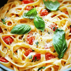 To make One Pot Creamy Tomato Basil Pasta, you need: - 12 oz (340g) fettuccine or spaghetti - 2 tablespoons olive oil - 4 cloves garlic, minced - 1 can (14 oz) crushed tomatoes - 2 cups vegetable broth - 1 teaspoon dried oregano - 1 teaspoon sugar - Salt and pepper to taste - 1 cup heavy cream or coconut cream for a vegan option - 1 cup fresh basil leaves, roughly chopped - ½ cup grated Parmesan cheese (optional, for garnish) You can swap some ingredients for different flavors or needs. Here are some ideas: - Use penne or rigatoni instead of fettuccine or spaghetti. - If you don’t have olive oil, any cooking oil will work. - Try onion instead of garlic for a different taste. - Canned diced tomatoes can replace crushed tomatoes. - For a lighter option, use half-and-half instead of heavy cream. - Nutritional yeast can be a great substitute for Parmesan cheese. Fresh ingredients make your dish shine. Here are tips to choose the best basil and tomatoes: - Look for bright green basil leaves. Avoid yellow or brown spots. - Smell the basil; it should have a strong, sweet scent. - For tomatoes, choose ones that feel firm but slightly soft. - Ripe tomatoes should smell sweet and earthy. - Store fresh basil in water like a flower to keep it fresh longer. By focusing on quality ingredients, your One Pot Creamy Tomato Basil Pasta will taste amazing. For the complete recipe, refer to the Full Recipe section. To make One Pot Creamy Tomato Basil Pasta, start by gathering your ingredients. Grab a large pot or deep skillet. Heat 2 tablespoons of olive oil over medium heat. Add 4 cloves of minced garlic and sauté for about 1 minute. Be careful not to burn the garlic, as it can turn bitter. Next, pour in 1 can of crushed tomatoes and 2 cups of vegetable broth. Add 1 teaspoon of dried oregano and 1 teaspoon of sugar. Season the mixture with salt and pepper to taste. Stir everything together to combine the flavors. Now it’s time for the pasta! Add 12 ounces of fettuccine or spaghetti straight into the pot. Make sure the pasta is fully submerged in the liquid. Bring everything to a boil, then reduce the heat to a simmer. Cook for about 10 to 12 minutes. Stir occasionally until the pasta is al dente and most of the liquid is absorbed. Once the pasta is cooked, stir in 1 cup of heavy cream or coconut cream. Mix well until creamy. Let it simmer for another 2 to 3 minutes. Finally, remove the pot from heat and fold in 1 cup of roughly chopped fresh basil. Taste and adjust seasoning if needed. Serve hot and enjoy! To achieve the perfect creamy texture, ensure you follow the cooking times closely. If the pasta seems too dry, add a splash more vegetable broth. For a thicker sauce, let it simmer longer after adding the cream. Mixing in the basil at the end helps keep its flavor fresh and vibrant. Cooking times can vary based on the type of pasta you use. For thin pasta, check for doneness at 8 minutes. For thicker pasta, you might need an extra minute or two. Always taste the pasta to get the best results. Enjoy making this easy meal right at home with the Full Recipe. A few common mistakes can spoil your dish. First, don't skip the garlic. It adds depth. Also, be careful with the heat. Too high can burn the garlic. Next, make sure the pasta is fully submerged. This helps it cook evenly. Avoid overcooking the pasta. Al dente is key for the best texture. Finally, taste before serving. Adjust the seasoning as needed. You can boost the flavor with simple add-ins. Try adding red pepper flakes for heat. Spinach or kale can add nutrition and color. For a richer taste, toss in some sun-dried tomatoes. If you love cheese, add mozzarella or feta. Lastly, a squeeze of lemon juice brightens the dish. Having the right tools makes cooking easier. Use a large pot for even cooking. A deep skillet also works well. A wooden spoon is great for stirring. Don't forget a sharp knife for chopping. A measuring cup ensures you get the right amounts. Grab a cutting board for easy prep. These tools will help make your cooking smooth and fun. For the full recipe, please refer to the provided section. {{image_2}} You can easily make this dish vegan. Use coconut cream instead of heavy cream for a rich taste. It adds a slight sweetness that blends well with the tomatoes. You can also skip the Parmesan cheese or use a dairy-free version. Nutritional yeast is a great substitute. It adds a cheesy flavor without dairy. Want to add some protein? Chickpeas work great in this dish. Just toss in a can of drained chickpeas when you add the pasta. Tofu is another option. Sauté it with garlic for extra flavor. You can also use cooked chicken or shrimp for a heartier meal. They pair well with the creamy sauce. Feel free to switch up the pasta! Penne or rigatoni can hold the sauce nicely. Whole wheat pasta gives you a healthy twist. Gluten-free pasta is a good choice if you need it. Just adjust the cooking time as needed. You want the pasta to be al dente and absorb all those tasty flavors. For the full recipe, check out [Full Recipe]. After making your one pot creamy tomato basil pasta, let it cool down. Store it in an airtight container. This keeps the pasta fresh and prevents it from drying out. If you plan to eat it within three days, the fridge is perfect. Just make sure to label the container with the date. When you're ready to enjoy your leftovers, take them out of the fridge. Place the pasta in a pot over low heat. Add a splash of water or broth to help rehydrate it. Stir often until it warms up. You can also use a microwave. Heat it in a bowl for about 2-3 minutes, stirring halfway through. If you want to save your creamy pasta for a longer time, freezing is great. First, let the dish cool completely. Then, divide it into portions and place them in freezer-safe bags. Remove as much air as possible to avoid freezer burn. This dish can last up to three months in the freezer. When you're ready to eat, thaw it overnight in the fridge before reheating. Enjoy your meal anytime! Yes, you can make this dish gluten-free. Use gluten-free pasta instead of regular pasta. Many brands offer great options that cook well. Just check the cooking time on the package. You may need to adjust the liquid slightly as gluten-free pasta can absorb more. If you want a lighter option, use coconut cream instead of heavy cream. You can also try cashew cream or almond milk for a dairy-free choice. These alternatives will still give you that creamy texture in your pasta. Each option has a unique taste, so choose what you like best. Leftovers of this dish last about 3 to 5 days in the fridge. Store them in an airtight container for best results. To enjoy, simply reheat on the stove or in the microwave. If it seems dry, add a splash of water or broth while reheating. This blog covered ingredients, step-by-step cooking, and useful tips. You learned how to choose the best basil and tomatoes and avoid common mistakes. I shared ways to enhance flavor and adjust cooking times. You discovered options for variations and proper storage methods. In my final thoughts, remember that cooking is about creativity and fun. Use these tips to make your dish tasty and suited to your needs. Happy cooking!