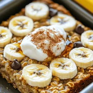 - 2 ripe bananas, mashed - 2 cups rolled oats - 2 cups almond milk (or any milk of choice) - 1/4 cup maple syrup (or honey) - 1/4 cup almond butter (or peanut butter) - 1 teaspoon vanilla extract - 1 teaspoon baking powder - 1 teaspoon cinnamon - 1/2 teaspoon salt - 1/2 cup walnuts, chopped (optional) - 1/4 cup dark chocolate chips (optional) These ingredients come together to create a warm and comforting dish. The ripe bananas bring natural sweetness and moisture. Rolled oats form the base and add great texture. Almond milk provides creaminess. Maple syrup enhances the flavor while keeping it sweet. Almond butter adds richness and healthy fats. Vanilla extract gives a lovely aroma. Baking powder helps the oatmeal rise. Cinnamon adds warmth and spice. A pinch of salt balances the sweetness. You can customize this recipe with optional ingredients. Walnuts add crunch, and dark chocolate chips bring indulgence. Each ingredient plays a role in making banana bread baked oatmeal delicious and nutritious. Incorporating these ingredients makes this dish a wholesome choice for breakfast or a snack. For the full recipe, check out the details provided earlier. 1. Preheat your oven to 375°F (190°C). Grease an 8x8-inch baking dish with cooking spray or oil. 2. In a large bowl, mash the ripe bananas. Then add almond milk, maple syrup, almond butter, and vanilla extract. Mix until smooth. 1. In another bowl, combine rolled oats, baking powder, cinnamon, and salt. Stir these dry ingredients well. 2. Gradually add the dry mix to the wet mix. Stir gently until everything is combined. 1. If you want, fold in walnuts and dark chocolate chips for extra taste. Then pour the batter into the greased dish. 2. Bake in the oven for 30-35 minutes. The top should be golden brown. Test with a toothpick; it should come out clean. You can change the nut butter for new flavors. Try using peanut butter or cashew butter. Each nut butter gives a unique taste. You can also add or swap fruit. Blueberries or chopped apples work well. Dried fruits like raisins add sweetness too. Adjust the baking time if you want it crispier. Bake for a few extra minutes for a crunchy top. Keep an eye on it so it doesn’t burn. To achieve the right texture, use ripe bananas. They make the oatmeal moist and sweet. Mixing the wet and dry ingredients well is key too. Serve the oatmeal warm for the best taste. Top each square with yogurt for creaminess. A drizzle of maple syrup makes it sweeter. For a fun look, add banana slices or a sprinkle of nuts. Pair it with fresh fruit or a cup of tea for a nice breakfast. Enjoy the flavors! {{image_2}} You can easily make this dish gluten-free. Just swap regular oats with certified gluten-free oats. This keeps the texture intact while making it safe for those with gluten sensitivities. Always check the labels to ensure they are truly gluten-free. To make a vegan version, ensure all ingredients are plant-based. Use almond milk or soy milk instead of dairy milk. Maple syrup is a great sweetener that fits well. You can also opt for almond butter or peanut butter, just check that they do not contain any animal products. Get creative with flavors! Adding spices like nutmeg can bring warmth and depth. You can also mix in other fruits, such as berries or apples, for a fruity twist. Experiment with extracts like almond or coconut for a unique taste. Each addition can change the flavor profile and keep things exciting. For the complete recipe, check out the [Full Recipe]. To keep your banana bread baked oatmeal fresh, store it in an airtight container. Place the container in the fridge if you plan to eat it in a few days. This method helps it stay moist and tasty. For longer storage, you can freeze it. Cut the baked oatmeal into squares and wrap each piece in plastic wrap. Put them in a freezer-safe bag or container. This way, you can enjoy it later without losing flavor. When you’re ready to eat your oatmeal again, reheating is easy. For the oven, preheat it to 350°F (175°C). Place the oatmeal square on a baking sheet. Heat for about 10-15 minutes or until warm. If you prefer the microwave, put a square on a microwave-safe plate. Heat it for 30-60 seconds. Check if it's warm enough. You can always heat it more if needed. Banana bread baked oatmeal stays fresh in the fridge for about 4-5 days. If you freeze it, it can last for up to 3 months. Just remember to label the bag with the date. This way, you will know when to eat it. Enjoy your delicious homemade treat any time! Yes, you can use quick oats, but I recommend rolled oats for this recipe. Rolled oats hold their shape better and give a lovely texture. Quick oats may turn mushy and absorb more liquid. This can change the taste and feel of your baked oatmeal. You can swap the maple syrup for a natural sweetener like mashed dates or stevia. These options keep the sweetness while cutting out sugar. Make sure to adjust the amount based on your taste. Yes, you can prepare this dish ahead of time. Mix the wet and dry ingredients and store them in the fridge overnight. Bake it in the morning for a warm breakfast. Leftovers can last up to a week in the fridge. This baked oatmeal pairs well with yogurt or a drizzle of honey. You can also serve it with some fresh fruit or a cup of coffee. It makes a hearty breakfast that everyone will love! For the full recipe, check it out here. In this blog post, we explored a simple baked oatmeal recipe with ripe bananas and oats. You learned about the ingredients and their nutritional value. The step-by-step instructions made baking easy. We covered tips for customizing and serving your dish, along with variations for dietary needs. Baked oatmeal is versatile and fun. Enjoy it fresh or store it for later. Experiment with flavors and toppings to make it your own. With these tools, you can create a delicious and healthy breakfast any day. Happy baking!