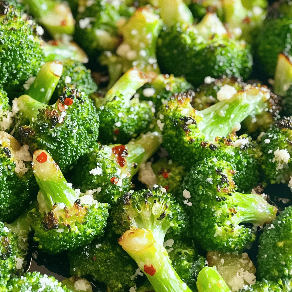 To make garlic roasted broccoli, gather these simple ingredients: - Fresh broccoli florets - Minced garlic - Olive oil - Red pepper flakes - Lemon zest - Salt and pepper - Parmesan cheese (optional) - Balsamic vinegar These ingredients create a bright and savory dish that brings out the best in broccoli. The fresh florets give it a nice crunch. The minced garlic adds a bold flavor that you will love. Olive oil helps everything roast evenly. Red pepper flakes add a touch of heat, making it exciting. Lemon zest brightens the dish with its fresh taste. Salt and pepper are key for balance. If you want a creamy touch, sprinkle some Parmesan cheese on top. Finally, a drizzle of balsamic vinegar adds a sweet finish. For the full recipe, check out the detailed steps in the next section. First, set your oven to 425°F (220°C). This high heat helps the broccoli get crispy. Next, grab a baking sheet and line it with parchment paper. This makes cleaning easy later. In a large mixing bowl, add the broccoli florets and minced garlic. Stir them gently. Now drizzle the olive oil over the mix. Make sure every piece gets coated. Sprinkle red pepper flakes, lemon zest, salt, and pepper on top. Toss everything together well. Each piece should be well-seasoned for the best flavor. Spread the broccoli mixture evenly on the baking sheet. Don't overcrowd the pan. Roast in your preheated oven for 20-25 minutes. Halfway through, give it a quick toss. This helps it cook evenly. You'll know it's done when the broccoli is tender and the tips look crispy. Enjoy this delicious dish! For the full recipe, check out the complete guide. To get the best roast, spread the broccoli evenly on the baking sheet. This helps each piece cook well. If they are too close, some will steam instead of roast. Check for doneness by looking for a nice brown color on the tips. Broccoli should feel tender but not mushy. You can boost the flavor by adding other spices or herbs. Try red onion or smoked paprika for a twist. A drizzle of balsamic vinegar after roasting adds a sweet tang. It pairs well with the garlic and lemon zest. Garlic roasted broccoli goes great with chicken or fish. It adds color and flavor to any plate. For a nice touch, sprinkle some extra Parmesan on top before serving. You can also add lemon wedges for extra zest. For the complete recipe, check out the [Full Recipe]. {{image_2}} To make this dish vegan, you can leave out the Parmesan cheese. Instead, try adding sunflower seeds. They bring a nice crunch and extra nutrients. Sunflower seeds also add a nutty flavor that pairs well with garlic. If you love spice, increase the red pepper flakes. You can also use different hot sauces for a kick. A drizzle of sriracha or chili oil can elevate the heat. Adjust the spice level to match your taste buds. You can add nuts like almonds or walnuts to this dish. They provide a great crunch and healthy fats. Almonds are rich in vitamin E, while walnuts offer omega-3 fatty acids. Both nuts enhance the flavor and nutrition of the dish. For more details, check the Full Recipe to see how to prepare these variations. To store leftover garlic roasted broccoli, let it cool first. Place it in an air-tight container. This keeps the broccoli fresh for up to three days. To maintain the flavor, avoid adding any sauces until you’re ready to eat. When reheating, try using the oven or a skillet. This helps keep the broccoli crispy. You can freeze garlic roasted broccoli to enjoy later. First, let it cool completely. Then, spread the broccoli on a baking sheet. Freeze it for about an hour. After that, transfer it to a zip-top bag. Press out the air and seal it tight. You can freeze it for up to three months. To reheat, you can bake it from frozen at 400°F (200°C) for about 15-20 minutes. For storage, use air-tight containers for the best results. They keep moisture out and help prevent freezer burn. Zip-top bags are great for freezing. They take up less room and are easy to label. Always label your containers with the date. This way, you know when to use them. To make garlic roasted broccoli crispy, you need to follow a few easy tips: - Use fresh broccoli florets. Freshness helps with texture. - Cut the florets into similar sizes. This helps them cook evenly. - Spread the broccoli in a single layer on your baking sheet. Crowding will steam the broccoli instead of roasting it. - Don't skip the tossing step halfway through cooking. This ensures even browning. - Roast at a high temperature, around 425°F (220°C). High heat makes the edges crispy while keeping the insides tender. Yes, you can prepare garlic roasted broccoli ahead of time: - Store leftovers in an airtight container in the fridge. They stay fresh for up to three days. - If you want to reheat, use an oven. This helps keep the broccoli crispy. Heat at 350°F (175°C) for about 10 minutes. You can also use a microwave. Just know it may not stay crispy. Garlic roasted broccoli goes well with many dishes: - Pair it with grilled chicken or fish for a balanced meal. - It also complements pasta dishes nicely. Try it with a light lemon sauce. - For a vegetarian option, serve it alongside quinoa or couscous. - You can also use it as a side for a hearty steak or pork chop. It adds color and flavor to your plate. Try out the [Full Recipe] for garlic roasted broccoli and enjoy this simple and tasty side dish! Roasting garlic broccoli is easy and fun with the right ingredients and steps. From fresh broccoli to Parmesan cheese, each item adds flavor. Remember to preheat your oven and check for doneness during roasting. You can even change the recipe to suit your taste. Store leftovers well to enjoy later. Try the tips provided for the best results. By following these steps, you’ll have a tasty, healthy dish ready for any meal. Enjoy making your garlic roasted broccoli!