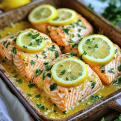 - Salmon fillets - Olive oil - Garlic - Lemons Salmon fillets are the star of this dish. They are rich in omega-3 fatty acids and offer a delicate taste. Choose fillets about 6 oz each for the best results. Olive oil adds healthy fats and enhances flavor. Garlic gives a strong, savory kick that pairs perfectly with the fish. Fresh lemons provide a bright, zesty flavor that elevates the dish. - Honey - Dried or fresh dill - Salt and pepper - Lemon slices and fresh parsley Honey adds a touch of sweetness that balances the tang of the lemons. Dill brings a fresh herbal note that complements the salmon. Salt and pepper are essential for enhancing all the flavors. Finally, lemon slices and parsley make the dish look beautiful and inviting. For the full recipe, check out the detailed instructions to create this easy lemon garlic salmon dish. 1. Preheat your oven to 375°F (190°C). This helps the salmon cook evenly. 2. In a small bowl, whisk together the olive oil, minced garlic, lemon juice, lemon zest, honey, dill, salt, and pepper. Mix until smooth. This marinade gives the salmon a bright and fresh flavor. 1. Place the salmon fillets in a greased baking dish, skin-side down. This helps keep the fish moist. 2. Pour the lemon garlic mixture over the salmon. Make sure every fillet is well coated. 3. Let the salmon marinate for about 15-20 minutes at room temperature. This step allows the flavors to soak in. 4. Bake the salmon in the preheated oven for 15-20 minutes. The fish should flake easily with a fork and reach an internal temperature of 145°F (63°C). 5. For a crispy finish, switch your oven to broil for the last 2-3 minutes. Watch it closely to avoid burning. - Pair the salmon with sides like steamed veggies or rice. These balance the meal well. - For plating, garnish with fresh parsley and lemon slices. This makes the dish look vibrant and inviting. Try this recipe for a quick, tasty dinner that impresses! Check the Full Recipe for more details. When you pick salmon, look for bright and moist flesh. Fresh salmon should have a clean smell, not a fishy one. The skin should be shiny and intact, with no browning. You can ask your fishmonger about sourcing. Sustainable salmon is often labeled, so look for those tags. Buying local is a great option too. This way, you support local fishers and reduce your carbon footprint. The best way to cook salmon is at 375°F (190°C). Bake it for 15-20 minutes. This timing helps the salmon stay moist and flaky. To check if it’s done, see if it flakes easily with a fork. It should reach 145°F (63°C) inside. Avoid cooking it too long, as it can dry out. If you like a crispy top, broil for the last 2-3 minutes. Just keep an eye on it to prevent burning. You can add more herbs and spices to the dish. Try fresh thyme, basil, or even a pinch of red pepper flakes for some heat. These can take your salmon to the next level. Balancing acidity and richness is key. The lemon juice brings brightness, while olive oil adds richness. If you feel it needs more zing, add a splash of vinegar or a bit of zest. This will keep your dish vibrant and delicious. For the full recipe, check out the Luscious Lemon Garlic Salmon. {{image_2}} You can swap salmon for other fish like trout or cod. These fish have a mild taste and cook well with lemon and garlic. This change keeps the dish fresh and exciting. If you want a vegan option, try using tofu or tempeh. These ingredients absorb flavors well. Marinate them in the same lemon garlic mix for a tasty plant-based dish. Grilling adds a lovely smoky flavor to your salmon. Use a grill pan or an outdoor grill. Preheat the grill, then cook the salmon for about 5-7 minutes per side. Make sure to oil the grill to prevent sticking. Baking is a simple method and works great for busy cooks. Follow the baking instructions in the Full Recipe. The oven evenly cooks the salmon and keeps it moist. For a crispy finish, pan-searing is fantastic. Heat oil in a skillet over medium-high heat. Sear the salmon skin-side down for 4-5 minutes. Flip and cook for another 3-4 minutes. This method gives you a delicious crust. You can serve lemon garlic salmon with a fresh salad. A mix of greens, cucumber, and cherry tomatoes works well. Drizzle with a light vinaigrette to enhance the flavors. Pasta is another great pairing. Toss cooked pasta with olive oil, garlic, and lemon juice. Add the salmon on top for a hearty meal. If you prefer rice, serve the salmon over jasmine or brown rice. This adds a filling, wholesome element to your dish. For an international twist, add soy sauce and ginger for an Asian flair. You can also try a Mediterranean touch with olives and capers. These variations keep your meals interesting and flavorful. After enjoying your lemon garlic salmon, store any leftovers right away. Let the salmon cool first. Place it in an airtight container. This keeps the salmon fresh and tasty. You can refrigerate it for up to three days. If you want to keep it longer, freeze it. Wrap the salmon in plastic wrap, then in foil. This step helps prevent freezer burn. To reheat your salmon without drying it out, use the oven or a skillet. Preheat your oven to 275°F (135°C). Place the salmon on a baking tray. Cover it with foil to hold in moisture. Heat for about 15 minutes. If using a skillet, add a small splash of water or broth. Cover it and heat on low for about 5 minutes. Both methods help keep the salmon tender. Salmon lasts for different times in the fridge and freezer. In the fridge, it stays good for about three days. If frozen, it can last up to three months. Write the date on the container. This way, you know when to use it. Always check for any off smells or changes in color before eating. Keeping track of time ensures you enjoy your salmon at its best. Look for a few signs to know if your salmon is cooked. First, the fish should change from a bright pink to a light pink color. Second, it should flake easily with a fork. Finally, use a meat thermometer to check for an internal temperature of 145°F (63°C). This ensures the salmon is safe to eat. Yes, you can prepare lemon garlic salmon ahead of time. Marinate the salmon fillets in the lemon garlic mixture for up to two hours in the fridge. If you want to save time, you can also mix the marinade and store it in the fridge. Just add it to the salmon when you're ready to cook. You can serve lemon garlic salmon with many tasty sides. Here are some popular options: - Steamed asparagus - Roasted broccoli - Garlic mashed potatoes - Quinoa salad - Rice pilaf These sides will enhance the meal and provide a balanced plate. For more details, check out the Full Recipe for perfect pairings. In this post, we explored how to make lemon garlic salmon. We covered the main ingredients, cooking steps, and tips for best results. I shared ideas for side dishes and how to store leftovers. Remember, fresh salmon and good seasoning make all the difference. Try different methods and variations for fun meals. Enjoy cooking and experimenting!