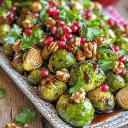 - 1 pound Brussels sprouts, trimmed and halved - 3 tablespoons balsamic vinegar - 2 tablespoons honey or maple syrup - 3 tablespoons olive oil The main ingredients create a rich flavor. Brussels sprouts are the star here. They can be bitter, but roasting makes them sweet and tender. Balsamic vinegar gives a tangy taste. Honey or maple syrup adds a hint of sweetness. Olive oil helps to crisp the sprouts as they roast. - 2 cloves garlic, minced - Salt and pepper to taste - 1/4 cup walnuts, roughly chopped Garlic adds depth to the dish. Salt and pepper enhance the flavors of all the ingredients. Walnuts provide a nice crunch. Adding them at the end keeps them crisp. - 1/4 cup pomegranate seeds (for garnish) - Fresh parsley, chopped (for garnish) Pomegranate seeds add a burst of color and sweetness. Fresh parsley brings a bright note to the dish. These optional garnishes make your Brussels sprouts look and taste amazing. For the full experience, check out the Full Recipe. Enjoy crafting this tasty side dish! 1. Preheating the oven: Start by turning your oven to 425°F (220°C). This heat helps roast the Brussels sprouts perfectly. 2. Preparing the Brussels sprouts: Take 1 pound of Brussels sprouts. Trim the ends and cut them in half. This makes them cook evenly and soak up flavor well. 1. Combining ingredients: In a large bowl, mix the halved Brussels sprouts with 3 tablespoons of olive oil, 2 cloves of minced garlic, 3 tablespoons of balsamic vinegar, and 2 tablespoons of honey or maple syrup. Add salt and pepper to taste. Stir well until every sprout gets coated. 2. Roasting instructions: Spread the Brussels sprouts out on a large baking sheet. Make sure they are in a single layer for even cooking. Roast them in the oven for 20-25 minutes. Shake the pan halfway through to help them brown nicely. 1. Adding walnuts and garnishes: After roasting, move the sprouts back to the bowl. Add 1/4 cup of roughly chopped walnuts for crunch. Toss them gently. 2. Drizzling the balsamic glaze: Plate the Brussels sprouts and sprinkle with pomegranate seeds and fresh parsley for color. Drizzle any leftover balsamic glaze on top for extra flavor. For the full recipe, check out the details above. Enjoy this tasty side dish! To cook Brussels sprouts evenly, always cut them in half. This helps them roast faster and brown nicely. Spread them out on the baking sheet. If they are too close, they will steam instead of roast. Shake the pan halfway through cooking to turn them. This ensures every piece gets that lovely golden color. For a crispy texture, make sure your oven is hot enough. Preheat it to 425°F (220°C). The high heat caramelizes the outside and adds crunch. Use olive oil generously to coat the sprouts. This oil helps them crisp up while roasting. If you run out of balsamic vinegar, try red wine vinegar. It offers a similar tangy flavor. You can also use apple cider vinegar, which adds a fruity note. For sweeteners, honey is great, but maple syrup works too. Agave syrup is a good vegan option. Each will bring its own unique twist to the dish. Balsamic glazed Brussels sprouts pair well with many meals. Serve them alongside roasted chicken for a tasty dinner. They also go great with pork chops or grilled fish. Add these sprouts to your holiday feast to impress guests. For a vegetarian meal, serve them over quinoa or rice. Finish with some crunchy walnuts and bright pomegranate seeds for extra flavor. For the full recipe, check out the Balsamic Glazed Brussels Sprouts Delight 🥦! {{image_2}} You can change the taste of balsamic glazed Brussels sprouts easily. Adding spices like chili flakes gives a nice kick. Just sprinkle a pinch on before roasting. If you enjoy cheese, try mixing in some grated Parmesan. It melts beautifully and adds a salty depth. Both options enhance the dish, making it even more special. If you want a vegan dish, switch honey for agave syrup. It provides a similar sweetness without any animal products. This small change keeps your recipe plant-based and just as tasty. You won't lose any flavor, and the balsamic glaze will still shine through. Feel free to add seasonal vegetables to your dish. Carrots, sweet potatoes, or squash work well in the fall. In spring, try adding asparagus or snap peas. These veggies not only add color but also bring in new flavors. Each season gives you a chance to mix it up and keep your meals fresh and exciting. For the full recipe, check out the details above. To keep your Brussels sprouts fresh, use proper storage containers. Glass or plastic containers with tight lids work best. Make sure to let the sprouts cool before sealing. Store them in the fridge to maintain flavor and texture. They last about 3 to 4 days when stored correctly. Reheating Brussels sprouts can be simple. The best method is to use an oven or an air fryer. Preheat your oven to 350°F (175°C). Place the sprouts on a baking sheet and warm them for about 10-15 minutes. This keeps them crispy. If you use an air fryer, set it to 350°F and heat for about 5-7 minutes. Check them often to avoid overcooking. Freezing Brussels sprouts is a great way to store them long-term. First, blanch the sprouts in boiling water for 3-4 minutes. This helps keep their color and taste. After blanching, place them in ice water to stop the cooking process. Drain and dry them well. Then, pack them in freezer bags, removing as much air as possible. They can last up to 6 months in the freezer. For a good balsamic glaze, I recommend a few brands. Look for *Colavita* or *Pompeian* for quality store-bought options. *Trader Joe's* also has a nice glaze that is both tasty and affordable. Each brand offers a rich flavor that enhances dishes well. Making homemade balsamic glaze is easy. Start with 1 cup of balsamic vinegar. Pour it into a small saucepan and heat it over medium heat. Bring it to a gentle boil, then reduce the heat to low. Let it simmer for about 15 to 20 minutes, or until it thickens. Stir it often to prevent burning. Once it coats the back of a spoon, remove it from heat. Let it cool before using. This glaze will add a sweet and tangy flavor to your Brussels sprouts. Yes, you can prepare Brussels sprouts ahead of time. Trim and halve them a day prior, then store them in an airtight container in the fridge. When ready to cook, just toss them with your glaze and roast them. You can also roast them in advance. Store cooled sprouts in a container for up to three days. Reheat them in the oven for a few minutes to get them crispy again. This makes meal prep simple and quick! For the full recipe, check out the Balsamic Glazed Brussels Sprouts Delight section. Balsamic glazed Brussels sprouts are simple to make and full of flavor. We covered key ingredients like Brussels sprouts, balsamic vinegar, and honey. You learned about preparation, cooking, and tips for perfect results. Don't forget optional add-ins like walnuts and pomegranate seeds for extra flair. In the end, these sprouts are a tasty side that suit any meal. Enjoy creating your own version and impress your guests!