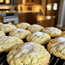 - 1 cup grated zucchini (excess moisture squeezed out) - 1/2 cup unsalted butter, softened - 1 cup granulated sugar - 1 large egg - 1 teaspoon vanilla extract - 1 tablespoon lemon zest - 1/4 cup fresh lemon juice - 2 cups all-purpose flour - 1 teaspoon baking soda - 1/2 teaspoon baking powder - 1/4 teaspoon salt - 1/2 teaspoon cinnamon (optional) - 1/2 cup powdered sugar for icing (optional) Grated zucchini adds moisture and flavor to the cookies. Make sure to squeeze out excess water. This step keeps your cookies from being soggy. Zucchini has a mild taste, which works well with lemon's bright flavor. Using unsalted butter is key in this recipe. It allows you to control the salt content. The sweetness of the cookies shines when you add unsalted butter. This way, you can adjust salt later in the dough if needed. Fresh lemon juice is better than bottled. Fresh juice gives a bright and tangy flavor. Bottled juice often lacks the same punch. Fresh lemon juice also pairs well with the zest, enhancing the cookie's taste. You can add spices to boost the flavor. A touch of cinnamon adds warmth, perfect for the lemon zest. You might also try nutmeg or ginger for a unique twist. For icing, you can mix powdered sugar with lemon juice. Adjust the amount of lemon juice to get your desired thickness. Drizzling this over the cookies gives them a sweet and tangy finish. Enjoy experimenting with these flavors! For the Full Recipe, check out the complete instructions to create these delicious cookies. Start by preheating your oven to 350°F (175°C). This temperature is key for the right cookie texture. If your oven is not accurate, cookies may bake unevenly. Use an oven thermometer to check the heat. While the oven heats up, line two baking sheets with parchment paper. This helps prevent sticking and makes cleanup easy. I recommend leaving a little space between cookies. They will spread as they bake. Next, it’s time to mix the ingredients. In a large bowl, cream together the softened butter and sugar. Use a hand mixer or a sturdy spoon. Mix until the mixture looks light and fluffy. This step adds air, which helps the cookies rise. Then, beat in the egg. After that, add in the vanilla extract, lemon zest, and fresh lemon juice. Mix well until everything is combined. In another bowl, whisk together the dry ingredients—flour, baking soda, baking powder, salt, and cinnamon if you like. Gradually add this dry mix to the wet ingredients. Stir gently until just combined. Finally, fold in the grated zucchini. Make sure it’s evenly mixed for that yummy flavor in every bite. Now, let’s talk baking. Spoon rounded balls of dough onto your baking sheets. Make sure to leave space between them. Bake for 12-15 minutes. The edges should look lightly golden, and the centers should be set. To check if they are done, gently press a cookie. If it springs back, it’s ready. Once done, remove the sheets from the oven. Let the cookies cool on the sheets for about 5 minutes. Then, transfer them to wire racks to cool completely. This cooling step helps give them the perfect texture. You can drizzle them with lemon icing if you want that extra zing. For the icing, mix powdered sugar with a bit of lemon juice until it’s the right thickness. For the full recipe, check out the detailed instructions above. To prevent cookies from becoming soggy, always squeeze excess moisture from the grated zucchini. This keeps your cookies light and fluffy. Use a clean kitchen towel or cheesecloth to press the zucchini before adding it to your dough. For a light and fluffy cookie, cream the butter and sugar well. Mix until it looks pale and soft. This step adds air, making your cookies tender. Do not overmix the dough once you add the flour. Just stir until combined. To grate zucchini properly, use a box grater or food processor. Choose the medium grate setting. This size helps blend the zucchini with the dough. After grating, place the zucchini in a clean towel and twist it to remove extra water. If you want alternatives to zucchini, consider using finely grated carrots or apples. Both add moisture and sweetness to your cookies. You can also swap in a different fruit puree, like banana or pumpkin, but adjust the sugar to balance the flavors. For the full recipe, check the earlier section. {{image_2}} You can make these cookies even more exciting by adding nuts or chocolate chips. Walnuts or pecans add a nice crunch. A handful of chocolate chips will give a sweet twist. You can even mix both for a delightful combo. If you want a different taste, try substituting citrus flavors. Instead of lemon, you can use lime or orange. Each will change the flavor but keep the cookie's soft texture. Experimenting with flavors keeps your baking fun and fresh! If you need a gluten-free option, use gluten-free all-purpose flour. Many brands work well and keep the cookie soft. Just ensure it has a binding agent, like xanthan gum. For vegan options, you can replace the butter with coconut oil or a vegan butter substitute. Use a flax egg instead of a regular egg. To make a flax egg, mix one tablespoon of ground flaxseed with two and a half tablespoons of water. Let it sit for a few minutes until it thickens. This method keeps the cookies moist while being plant-based. Explore these variations to make the perfect lemon zucchini cookies for everyone! For the complete recipe, check out the Full Recipe. Store your Lemon Zucchini Cookies in an airtight container. This keeps them fresh and soft. A simple glass jar works well. You can also use plastic containers. Just make sure they seal tight. Place parchment paper between layers if stacking them. This prevents cookies from sticking together. Keep the cookies at room temperature for up to five days. To keep them even fresher, you can add a slice of bread. The bread helps to absorb moisture. This tip works wonders to maintain that soft texture. If you want to store them longer, freezing is your best option. To freeze unbaked cookie dough, scoop the dough onto a baking sheet. Space the balls apart so they do not touch. Freeze the dough for about two hours until firm. Then, transfer the frozen dough balls into a zip-top bag. Label the bag with the date, and they can last up to three months. When you're ready to bake, take out the dough. Let it thaw in the fridge overnight or for about 30 minutes at room temperature. Preheat the oven and bake the cookies as per the Full Recipe instructions. Enjoy warm, fresh cookies straight from the oven! Can I make these cookies ahead of time? Yes, you can make these cookies ahead of time. Prepare the dough and scoop it into balls. Place the cookie dough balls on a baking sheet and freeze them. Once frozen, transfer them to a bag. When you want fresh cookies, bake them straight from the freezer. Just add a few extra minutes to the baking time. What can I use if I don’t have any zucchini? If you don't have zucchini, you can use grated carrots or even applesauce. Both options keep your cookies moist. They will change the taste slightly, but they still make a great treat. What happens if I skip the lemon zest? If you skip the lemon zest, your cookies will lack that bright, citrus flavor. Zest adds a bold taste that enhances the cookies. You can replace it with extra lemon juice if needed, but the zest is best. Can I use oil instead of butter? Yes, you can use oil instead of butter. Use the same amount of oil as butter. The cookies may be slightly softer but still tasty. Just make sure to use a neutral oil like canola or vegetable oil. Why are my cookies flat or spread too much? Flat cookies can happen if the butter is too warm. Make sure the butter is softened but not melted. Also, check that you measure your flour correctly. Too little flour can lead to spreading. How can I fix dry cookies? If your cookies are dry, next time try adding a bit more moisture. You can add an extra egg yolk or a splash of milk to the dough. Also, make sure you’re not overbaking. Check your cookies a minute or two earlier to ensure they stay soft and chewy. For the complete recipe, check the [Full Recipe]. This blog post shared all you need to make tasty lemon zucchini cookies. We covered essential ingredients, like fresh lemon juice and unsalted butter. You learned how to prepare your oven and mix the dough. Tips on baking and storing your cookies will help keep them fresh. Variations let you customize flavors to your liking. Remember, whether you add chocolate chips or freeze the dough, experimentation brings out your creativity. Enjoy baking these cookies and share them with family and friends!