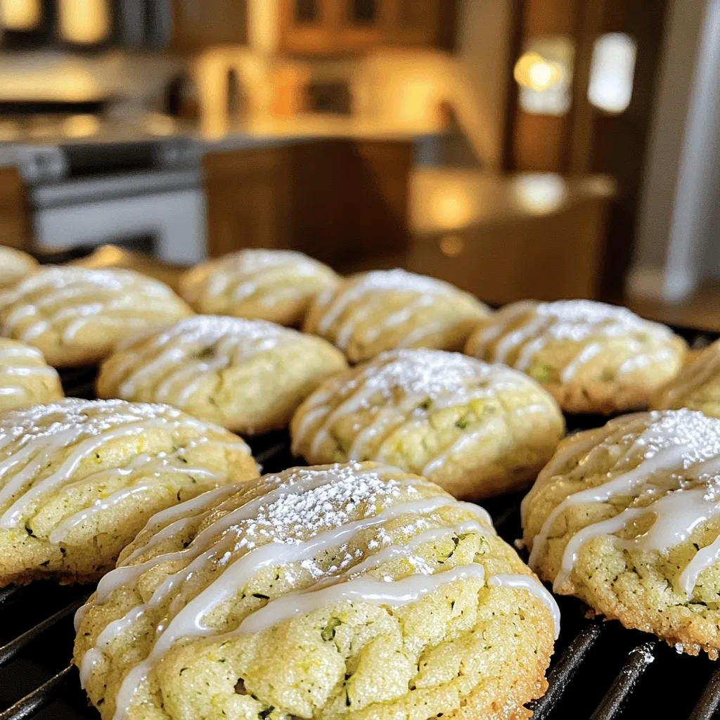 - 1 cup grated zucchini (excess moisture squeezed out) - 1/2 cup unsalted butter, softened - 1 cup granulated sugar - 1 large egg - 1 teaspoon vanilla extract - 1 tablespoon lemon zest - 1/4 cup fresh lemon juice - 2 cups all-purpose flour - 1 teaspoon baking soda - 1/2 teaspoon baking powder - 1/4 teaspoon salt - 1/2 teaspoon cinnamon (optional) - 1/2 cup powdered sugar for icing (optional) Grated zucchini adds moisture and flavor to the cookies. Make sure to squeeze out excess water. This step keeps your cookies from being soggy. Zucchini has a mild taste, which works well with lemon's bright flavor. Using unsalted butter is key in this recipe. It allows you to control the salt content. The sweetness of the cookies shines when you add unsalted butter. This way, you can adjust salt later in the dough if needed. Fresh lemon juice is better than bottled. Fresh juice gives a bright and tangy flavor. Bottled juice often lacks the same punch. Fresh lemon juice also pairs well with the zest, enhancing the cookie's taste. You can add spices to boost the flavor. A touch of cinnamon adds warmth, perfect for the lemon zest. You might also try nutmeg or ginger for a unique twist. For icing, you can mix powdered sugar with lemon juice. Adjust the amount of lemon juice to get your desired thickness. Drizzling this over the cookies gives them a sweet and tangy finish. Enjoy experimenting with these flavors! For the Full Recipe, check out the complete instructions to create these delicious cookies. Start by preheating your oven to 350°F (175°C). This temperature is key for the right cookie texture. If your oven is not accurate, cookies may bake unevenly. Use an oven thermometer to check the heat. While the oven heats up, line two baking sheets with parchment paper. This helps prevent sticking and makes cleanup easy. I recommend leaving a little space between cookies. They will spread as they bake. Next, it’s time to mix the ingredients. In a large bowl, cream together the softened butter and sugar. Use a hand mixer or a sturdy spoon. Mix until the mixture looks light and fluffy. This step adds air, which helps the cookies rise. Then, beat in the egg. After that, add in the vanilla extract, lemon zest, and fresh lemon juice. Mix well until everything is combined. In another bowl, whisk together the dry ingredients—flour, baking soda, baking powder, salt, and cinnamon if you like. Gradually add this dry mix to the wet ingredients. Stir gently until just combined. Finally, fold in the grated zucchini. Make sure it’s evenly mixed for that yummy flavor in every bite. Now, let’s talk baking. Spoon rounded balls of dough onto your baking sheets. Make sure to leave space between them. Bake for 12-15 minutes. The edges should look lightly golden, and the centers should be set. To check if they are done, gently press a cookie. If it springs back, it’s ready. Once done, remove the sheets from the oven. Let the cookies cool on the sheets for about 5 minutes. Then, transfer them to wire racks to cool completely. This cooling step helps give them the perfect texture. You can drizzle them with lemon icing if you want that extra zing. For the icing, mix powdered sugar with a bit of lemon juice until it’s the right thickness. For the full recipe, check out the detailed instructions above. To prevent cookies from becoming soggy, always squeeze excess moisture from the grated zucchini. This keeps your cookies light and fluffy. Use a clean kitchen towel or cheesecloth to press the zucchini before adding it to your dough. For a light and fluffy cookie, cream the butter and sugar well. Mix until it looks pale and soft. This step adds air, making your cookies tender. Do not overmix the dough once you add the flour. Just stir until combined. To grate zucchini properly, use a box grater or food processor. Choose the medium grate setting. This size helps blend the zucchini with the dough. After grating, place the zucchini in a clean towel and twist it to remove extra water. If you want alternatives to zucchini, consider using finely grated carrots or apples. Both add moisture and sweetness to your cookies. You can also swap in a different fruit puree, like banana or pumpkin, but adjust the sugar to balance the flavors. For the full recipe, check the earlier section. {{image_2}} You can make these cookies even more exciting by adding nuts or chocolate chips. Walnuts or pecans add a nice crunch. A handful of chocolate chips will give a sweet twist. You can even mix both for a delightful combo. If you want a different taste, try substituting citrus flavors. Instead of lemon, you can use lime or orange. Each will change the flavor but keep the cookie's soft texture. Experimenting with flavors keeps your baking fun and fresh! If you need a gluten-free option, use gluten-free all-purpose flour. Many brands work well and keep the cookie soft. Just ensure it has a binding agent, like xanthan gum. For vegan options, you can replace the butter with coconut oil or a vegan butter substitute. Use a flax egg instead of a regular egg. To make a flax egg, mix one tablespoon of ground flaxseed with two and a half tablespoons of water. Let it sit for a few minutes until it thickens. This method keeps the cookies moist while being plant-based. Explore these variations to make the perfect lemon zucchini cookies for everyone! For the complete recipe, check out the Full Recipe. Store your Lemon Zucchini Cookies in an airtight container. This keeps them fresh and soft. A simple glass jar works well. You can also use plastic containers. Just make sure they seal tight. Place parchment paper between layers if stacking them. This prevents cookies from sticking together. Keep the cookies at room temperature for up to five days. To keep them even fresher, you can add a slice of bread. The bread helps to absorb moisture. This tip works wonders to maintain that soft texture. If you want to store them longer, freezing is your best option. To freeze unbaked cookie dough, scoop the dough onto a baking sheet. Space the balls apart so they do not touch. Freeze the dough for about two hours until firm. Then, transfer the frozen dough balls into a zip-top bag. Label the bag with the date, and they can last up to three months. When you're ready to bake, take out the dough. Let it thaw in the fridge overnight or for about 30 minutes at room temperature. Preheat the oven and bake the cookies as per the Full Recipe instructions. Enjoy warm, fresh cookies straight from the oven! Can I make these cookies ahead of time? Yes, you can make these cookies ahead of time. Prepare the dough and scoop it into balls. Place the cookie dough balls on a baking sheet and freeze them. Once frozen, transfer them to a bag. When you want fresh cookies, bake them straight from the freezer. Just add a few extra minutes to the baking time. What can I use if I don’t have any zucchini? If you don't have zucchini, you can use grated carrots or even applesauce. Both options keep your cookies moist. They will change the taste slightly, but they still make a great treat. What happens if I skip the lemon zest? If you skip the lemon zest, your cookies will lack that bright, citrus flavor. Zest adds a bold taste that enhances the cookies. You can replace it with extra lemon juice if needed, but the zest is best. Can I use oil instead of butter? Yes, you can use oil instead of butter. Use the same amount of oil as butter. The cookies may be slightly softer but still tasty. Just make sure to use a neutral oil like canola or vegetable oil. Why are my cookies flat or spread too much? Flat cookies can happen if the butter is too warm. Make sure the butter is softened but not melted. Also, check that you measure your flour correctly. Too little flour can lead to spreading. How can I fix dry cookies? If your cookies are dry, next time try adding a bit more moisture. You can add an extra egg yolk or a splash of milk to the dough. Also, make sure you’re not overbaking. Check your cookies a minute or two earlier to ensure they stay soft and chewy. For the complete recipe, check the [Full Recipe]. This blog post shared all you need to make tasty lemon zucchini cookies. We covered essential ingredients, like fresh lemon juice and unsalted butter. You learned how to prepare your oven and mix the dough. Tips on baking and storing your cookies will help keep them fresh. Variations let you customize flavors to your liking. Remember, whether you add chocolate chips or freeze the dough, experimentation brings out your creativity. Enjoy baking these cookies and share them with family and friends!