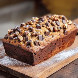 To make the best chocolate chip banana bread, you need just a few simple ingredients. Here’s what you’ll need: - 3 ripe bananas, mashed - 1/3 cup melted coconut oil - 1/2 cup brown sugar - 1 large egg, beaten - 1 teaspoon vanilla extract - 1 teaspoon baking soda - Pinch of salt - 1 cup all-purpose flour - 1/2 cup dark chocolate chips - 1/2 teaspoon ground cinnamon (optional) - 1/2 cup chopped walnuts (optional) Each ingredient plays a key role in creating a moist and flavorful loaf. The ripe bananas add natural sweetness and moisture. The melted coconut oil keeps the bread soft. Brown sugar gives it a rich flavor. You can swap ingredients if needed. For example, use melted butter instead of coconut oil. If you want a vegan option, try a flax egg instead of a regular egg. Feel free to add your twist! Try adding dried fruits or different nuts. Check out the Full Recipe for more details on how to combine these ingredients into a delicious treat. - Preheat the oven to 350°F (175°C). Grease a 9x5-inch loaf pan with oil or line it with parchment paper. This helps the bread come out easily. - In a mixing bowl, mash the ripe bananas. Add melted coconut oil and mix well. This makes the bread moist and tasty. - Stir in brown sugar, the beaten egg, and vanilla extract. Mix until smooth and creamy. This adds sweetness and flavor. - Sprinkle in the baking soda and a pinch of salt. If you want, add half a teaspoon of ground cinnamon for a nice touch. Mix again until well combined. - Gradually add one cup of all-purpose flour. Gently fold it into the mixture until just combined. Be careful not to overmix, as this can make the bread tough. - Finally, gently fold in half a cup of dark chocolate chips and chopped walnuts if you are using them. This adds a rich flavor and crunch. - Pour the batter into the prepared loaf pan. Smooth the top with a spatula to make it even. - Place the pan in the preheated oven and bake for 50-60 minutes. Check doneness by inserting a toothpick into the center. It should come out clean when done. - Allow the banana bread to cool in the pan for about 10 minutes. After that, transfer it to a wire rack to cool completely before slicing. Enjoy your delicious creation! For the complete recipe, check out the Full Recipe section. To check if your banana bread is done, insert a toothpick into the center. If it comes out clean, your bread is ready. If there is batter on the toothpick, bake for a few more minutes. Avoid overmixing your batter. Mix the flour until just combined with the wet ingredients. Overmixing can make the bread tough. You want a light, fluffy texture. For extra flavor, try adding spices like cinnamon or nutmeg. These spices enhance the sweetness and warmth of the banana bread. Using ripe bananas is key for the best sweetness. Look for bananas with brown spots. The riper they are, the sweeter your bread will taste. {{image_2}} You can make your chocolate chip banana bread even better with fun mix-ins. Here are some ideas: - Nuts and Seeds: Add 1/2 cup of chopped walnuts or pecans for crunch. You can also try sunflower seeds or pumpkin seeds. They add a nice texture and healthy fats. - Dried Fruits: Mix in 1/2 cup of dried fruit like raisins or cranberries. They give a sweet burst of flavor. You can even use coconut flakes for a tropical twist. If you have special dietary needs, you can still enjoy this banana bread: - Gluten-Free Options: Swap all-purpose flour for a gluten-free blend. Many brands work well, but check for a one-to-one ratio. This way, you can still enjoy a soft, tasty loaf. - Vegan Substitutions: For a vegan version, skip the egg. Use 1/4 cup of applesauce or a flax egg instead. Just mix one tablespoon of flaxseed meal with three tablespoons of water and let it sit for a few minutes. This will help bind the ingredients. Feel free to get creative. Each mix-in can change the taste and texture, making your chocolate chip banana bread unique! For the full recipe, check out the earlier section. Store your chocolate chip banana bread at room temperature. Wrap it in plastic wrap or foil. It will stay fresh for about 2 to 3 days. If you live in a warm area, place it in the fridge. The cool air can help keep it fresh longer. However, it might change the bread’s texture a bit. Chilling can make it denser and less moist. If you want to save some banana bread for later, freezing is a great option. Wrap pieces tightly in plastic wrap, then place them in a freezer bag. This helps to keep the bread fresh and tasty. It can last up to 3 months in the freezer. To thaw and reheat your banana bread, pull out a piece and leave it at room temperature. This usually takes about 1 to 2 hours. You can also microwave it for about 15-20 seconds to warm it up. Enjoy your banana bread warm, and it will taste just like fresh-baked! For the Full Recipe, check back to make sure you have it handy. How do I make banana bread without eggs? You can use applesauce or flaxseed meal instead. For flaxseed, mix 1 tablespoon with 2.5 tablespoons of water. Let it sit for a few minutes. This mix works well as a binder in the recipe. Can I substitute the coconut oil? Yes, you can use vegetable oil or melted butter. Both options add moisture. Each option brings a slightly different flavor, so choose based on your taste. How ripe should the bananas be? Use ripe bananas with brown spots. The riper, the better! Overripe bananas have more sweetness and blend well into the bread. They also add a lovely flavor. Why is my banana bread too dense? Dense banana bread can come from overmixing the batter. Mix just until combined. Also, check your baking soda. If it’s old, it might not rise well. What can I do if my bread isn’t cooking in the center? If the center is raw, bake longer at a lower temperature. Cover with foil to prevent burning. Check doneness with a toothpick. If it comes out clean, it’s ready! This blog post provided a clear guide to making delicious banana bread. We covered the key ingredients, step-by-step instructions, and tips for the best results. Remember to use ripe bananas for sweetness and avoid overmixing the batter. Explore variations and dietary adjustments to make this recipe your own. Lastly, store your banana bread properly to keep it fresh. Enjoy your baking journey and share your tasty results!