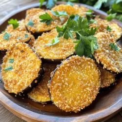 To make your crispy fried eggplant, you need these key items: - 2 medium eggplants, sliced into 1/4-inch rounds - 1 cup all-purpose flour - 1 teaspoon garlic powder - 1 teaspoon onion powder - 1 teaspoon paprika - Salt and pepper to taste - 2 large eggs - 1 cup breadcrumbs (preferably panko for extra crunch) - Vegetable oil for frying These ingredients create a perfect blend for crispy texture and rich flavor. You can add these ingredients for even more taste: - 1 teaspoon cayenne pepper for heat - 1 teaspoon dried oregano for a herbaceous note - Fresh parsley or basil for garnish These extras can elevate your dish and impress your guests. Having the right tools makes cooking easier. Here are my must-haves: - Sharp knife for slicing the eggplant - Three shallow bowls for the breading station - Deep frying pan or Dutch oven for frying - Slotted spoon for flipping and removing eggplant - Paper towels for draining excess oil Using these tools ensures a smooth cooking process and great results. For the full recipe, refer to the detailed instructions above. Start by slicing two medium eggplants into 1/4-inch rounds. This size helps them cook evenly. Next, sprinkle the slices with salt. This step pulls out extra moisture and bitterness. Let the slices sit for 30 minutes. After that, rinse the slices under cold water. Pat them dry with paper towels. This process ensures a tasty and crispy final dish. Now, let’s set up our breading station. First, grab a shallow bowl and mix 1 cup of all-purpose flour with 1 teaspoon each of garlic powder, onion powder, paprika, salt, and pepper. In another bowl, beat two large eggs until smooth. In a third bowl, place 1 cup of breadcrumbs. Panko works great for extra crunch. Dip each eggplant slice first into the flour mixture. Shake off the extra flour. Next, coat it in the egg, making sure to cover it well. Finally, press it into the breadcrumbs. This will create a nice layer. Repeat this for all slices. For frying, heat about 1/2 inch of vegetable oil in a deep frying pan over medium heat. Aim for about 350°F or 175°C. Carefully add the breaded eggplant slices in batches. Fry them for about 3-4 minutes on each side. This timing helps them turn golden brown. Use a slotted spoon to flip them. Once crispy, transfer the slices to a plate lined with paper towels. This will absorb any extra oil. Now, your crispy fried eggplant is ready to enjoy! You can check the full recipe for any details you might have missed. Choosing the right eggplant is key. Look for firm, smooth skin without spots. The weight should feel heavy for its size. Young eggplants are best. They have fewer seeds and a sweeter taste. If the eggplant feels soft, it's likely overripe and bitter. Always pick eggplants that feel solid and fresh. To get that perfect crunch, follow these tips. Start by salting the eggplant slices. This helps remove moisture and bitterness. Let them sit for at least 30 minutes. Rinse and dry them well before breading. Use panko breadcrumbs for extra crunch. When frying, do not crowd the pan. Fry in batches to keep the oil hot. This helps achieve that golden-brown color and crisp texture. Watch out for these common errors. Do not skip salting the eggplant. This step is crucial for flavor and texture. Avoid using too much oil. If the oil is too shallow, the eggplant may not fry evenly. Also, don’t rush the frying. Allow each piece to cook fully before flipping. Lastly, resist the urge to move them around too much. Let them sit in the oil to get crispy. Follow these tips for a tasty, crispy fried eggplant experience! {{image_2}} You can add fun flavors to crispy fried eggplant with spices. Try using curry powder for a warm, earthy taste. For a spicy kick, add cayenne pepper or chili flakes. You can also mix up the herbs. Italian herbs like oregano and thyme work great too. Even a bit of lemon zest can brighten the flavor. Experiment until you find your favorite blend! You don’t have to fry your eggplant to make it crispy. Baking is a great option. Preheat your oven to 425°F (220°C). Place the breaded slices on a baking sheet lined with parchment paper. Spray them lightly with cooking oil. Bake for 20-25 minutes, flipping halfway through. For air frying, set your air fryer to 375°F (190°C). Cook for about 10-15 minutes. Both methods give you a lighter, yet still crispy, eggplant! Crispy fried eggplant shines on its own, but it pairs well with many foods. Serve it with marinara sauce for dipping. A tangy yogurt sauce adds a nice touch too. You can also stack the slices in a sandwich or use them in a salad. Top your eggplant with feta cheese or fresh herbs for extra flavor. These ideas will make your meal even more delicious. If you're looking for the full recipe, check it out [here](#). To store your leftover crispy fried eggplant, let it cool down first. Place the slices in an airtight container. Make sure to layer them with paper towels. This helps absorb any moisture and keeps them crispy. Store the container in the fridge. They will stay fresh for about 2-3 days. When you’re ready to enjoy your leftovers, reheating is key. I recommend using an oven or an air fryer. Preheat the oven to 375°F (190°C). Place the eggplant slices on a baking sheet. Bake for about 10-15 minutes until they are hot and crispy. If using an air fryer, set it to 350°F (175°C) and heat for about 5-7 minutes. Avoid the microwave, as it can make them soggy. If you want to freeze your crispy fried eggplant, it’s best to freeze them before frying. After breading, arrange the slices in a single layer on a baking sheet. Place the baking sheet in the freezer for about 1-2 hours. Once frozen, transfer the slices to a freezer-safe bag. They will keep well for up to 3 months. When you’re ready to cook them, fry them straight from the freezer. Check the full recipe for detailed cooking instructions. Yes, you can easily make Crispy Fried Eggplant gluten-free. Just swap out the all-purpose flour for a gluten-free flour blend. You can also use gluten-free breadcrumbs. Make sure to check the labels to ensure they are certified gluten-free. This way, you can enjoy the same crispy texture without the gluten. To keep your eggplant crispy, salt is key. Start by slicing the eggplant and sprinkling it with salt. Let it sit for about 30 minutes. This draws out excess moisture and bitterness. After that, rinse the slices well and pat them dry with paper towels. Proper drying is crucial to avoid sogginess. Also, ensure your oil is hot enough when frying. This helps create that golden, crispy exterior. Crispy Fried Eggplant goes great with several sauces. A classic marinara sauce is always a hit. You can also try a tangy tzatziki or a spicy aioli for a twist. For something unique, a sweet chili sauce adds a nice kick. Experiment with different sauces to find your favorite pairing! You learned how to make crispy fried eggplant today. We covered key ingredients, steps to prepare, and the right tools. I shared tips for choosing the best eggplants and avoiding mistakes. You also discovered fun flavor variations and storage methods. Now, you can enjoy delicious, crunchy eggplant any time. With these skills, feel free to experiment and personalize your dish. Your kitchen adventures await!