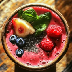 To make a healthy breakfast smoothie, start with fresh fruits and veggies. Here’s what I recommend: - Fruits: Use 1 ripe banana, 1 cup mixed berries (like strawberries, blueberries, and raspberries). - Vegetables: Add 1/2 cup spinach leaves for extra nutrients. For the base, you can choose between: - Dairy: Use regular milk or yogurt for creaminess. - Non-Dairy: Unsweetened almond milk is a great option too. Don't forget to add some nutrition boosters: - Seeds: Chia seeds provide fiber and omega-3s. - Nuts: Natural peanut butter or almond butter gives healthy fats and protein. If you want to make your smoothie dairy-free, here are some options: - Milk: Swap cow's milk for almond, soy, or oat milk. - Yogurt: Use coconut yogurt instead of regular yogurt. For lower sugar options, consider these fruits: - Fruit Alternatives: Use avocado for creaminess or unsweetened applesauce for sweetness. If you want to change the nut butter, try: - Variations: Use sunflower seed butter or cashew butter instead of peanut or almond butter. By mixing and matching these ingredients, you can create your perfect healthy breakfast smoothie. Check out the Full Recipe for more details on how to blend these flavors together! To start, grab your blender. First, add the sliced banana and mixed berries. This mix gives sweetness and flavor. Next, add the spinach leaves for extra nutrition. Layering is key! Place the leafy greens on top of the fruit. This helps them blend well without clumping. Now, pour in the unsweetened almond milk. This makes your smoothie creamy and rich. Then, sprinkle in chia seeds and add your choice of nut butter. This boosts healthy fats and protein. If you enjoy a sweeter drink, add honey or maple syrup. Blend on high speed until everything is smooth. Need a colder drink? Toss in some ice cubes and blend again. This makes your smoothie thicker and refreshing. Taste it! If you want it sweeter, add more honey or almond milk. Pour into a glass and enjoy your energizing berry banana smoothie right away! What if your smoothie is too thick? Add a splash of almond milk to loosen it up. Blend again until you reach your desired consistency. If the smoothie is too watery, you can add more fruit or a bit of ice. This will make it thicker again. Dealing with unwanted chunks can be frustrating. To fix this, blend longer. Make sure all the ingredients are fully mixed. If clumps remain, try cutting the fruits smaller before blending. This helps everything blend smoothly. For the complete recipe, check the Full Recipe. To make a healthy smoothie, you want a good mix of nutrients. This means having carbs, proteins, and fats. Here are some tips to help you balance your smoothie: - Add fruits like bananas and berries for natural sweetness and carbs. - Include greens such as spinach for fiber and vitamins. - Use protein from yogurt or nut butter to keep you full. - Healthy fats can come from nuts or seeds, which help with absorption of vitamins. - Avoid extra sugar; try using spices like cinnamon for flavor instead. Fiber and protein are key players in breakfast smoothies. Fiber helps digestion and keeps you satisfied. Protein gives you energy and helps build muscles. Together, they make your smoothie a perfect meal. Preparing your smoothie can be quick and easy. Here are some great tips: - Prep ingredients ahead of time. Slice fruits and store them in bags. - Use frozen fruits for convenience. They keep your smoothie cold and thick. - Store leftovers in the fridge for later. Just make sure to use them within a day or two. By following these tips, you can make smoothie-making fast and fun! For a delicious start, you can try the Energizing Berry Banana Smoothie from the Full Recipe. {{image_2}} You can easily change your smoothie to meet your needs. For a high-protein smoothie, add Greek yogurt or protein powder. These options boost protein and keep you full longer. You can also use silken tofu for a creamy texture. If you want low-calorie options, focus on greens and low-sugar fruits. Spinach, kale, and cucumbers are great. Use water or unsweetened almond milk as your base. This keeps your smoothie light and refreshing. For post-workout recovery, add ingredients with carbs and protein. Oats or a banana can help restore energy. Mixing in protein powder and nut butter provides the fuel you need to recover well. Get creative with your smoothie flavors! For tropical vibes, blend pineapple, mango, and coconut milk. This mix brings a sunny taste to your mornings. If you love chocolate, try adding cocoa powder or chocolate protein powder. It adds richness and satisfies your sweet tooth without added sugar. Don’t forget to spice things up! Try cinnamon, ginger, or even fresh mint. These ingredients add unique flavors and extra health benefits. To store leftover smoothies, pour them into a clean glass or jar. Make sure to leave some space at the top. This helps avoid spills when sealing the container. Use airtight containers for the best results. Glass jars with lids work great, as do BPA-free plastic bottles. Refrigeration keeps smoothies fresh for up to 24 hours. If you want to keep them longer, freezing is your best option. Frozen smoothies can last up to three months. Just remember to thaw them in the fridge overnight before drinking. Smoothies can be stored for one day in the fridge. After that, they may lose flavor and nutrients. If you see separation or an off smell, it’s time to toss it. Smoothies are best when fresh, so drink them soon after making them. If you freeze a smoothie, consume it within three months for the best taste. Always check for odd colors or smells before drinking. It’s safer to toss a smoothie than to risk drinking a bad one. What is the best time of day to drink a breakfast smoothie? The best time to drink a breakfast smoothie is in the morning. It gives you energy for your day. Smoothies are quick to make and easy to enjoy. You can sip them while you get ready. Plus, they are full of nutrients to kickstart your metabolism. Can I meal prep smoothies in advance? Yes, you can meal prep smoothies! You can make them the night before or even freeze them. Just blend your ingredients, then pour them into jars. In the morning, you can take one out and let it thaw. This saves time and ensures you have a healthy meal ready. Are breakfast smoothies filling enough to replace a meal? Absolutely! A well-made breakfast smoothie can replace a meal. If you add fruits, veggies, and protein, it will keep you full. The fiber from fruits and greens makes you feel satisfied. Just make sure to include a good balance of ingredients. Can I use frozen fruits instead of fresh? Yes, frozen fruits work great in smoothies! They are often picked at peak ripeness and locked in nutrients. Plus, they make your smoothie colder and thicker. Using frozen fruits can help you avoid waste if fresh fruits go bad too quickly. What are the health benefits of using spinach in smoothies? Spinach is a superfood for smoothies! It is low in calories but high in nutrients. It adds vitamins A, C, and K, plus iron and calcium. You won't taste it much, but you will get a healthy boost. Adding spinach is an easy way to get more greens into your diet. Are there low-carb options for breakfast smoothies? Yes, you can make low-carb smoothies! Use low-carb fruits like berries and avoid bananas. Add ingredients like spinach or avocado for creaminess without many carbs. You can also use unsweetened almond milk as a base. This keeps your smoothie tasty and healthy without too many carbs. For more tips and a full recipe, check out the Energizing Berry Banana Smoothie! In this blog post, we explored how to craft a healthy breakfast smoothie. We detailed key ingredients, substitutions, and the blending process. You learned tips for balancing nutrients and customizing smoothies for specific goals. We also covered storage methods and answered common FAQs. Smoothies can be easy, tasty, and nutritious. By using the right ingredients and preparation methods, you can enjoy a good start to your day. Experiment with flavors and find what works best for you. Your perfect smoothie is just a blend away!