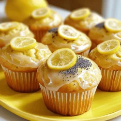 To make these tasty lemon poppy seed muffins, gather the following ingredients: - 1 ½ cups all-purpose flour - 1 tablespoon poppy seeds - 1 teaspoon baking powder - ½ teaspoon baking soda - ¼ teaspoon salt - ½ cup unsalted butter, softened - 1 cup granulated sugar - 2 large eggs - Zest of 1 lemon - ½ cup plain yogurt - 2 tablespoons fresh lemon juice - 1 teaspoon vanilla extract For a sweet glaze, use these simple ingredients: - ½ cup powdered sugar - 2 tablespoons fresh lemon juice These muffins offer a delightful balance of flavors and nutrients. Each muffin contains roughly: - Calories: 180 - Protein: 3g - Fat: 7g - Carbohydrates: 27g - Fiber: 1g - Sugar: 10g This breakdown helps you understand what you’re enjoying with every bite. Enjoy the flavor without guilt! For the full recipe, check out the complete guide. Start by preheating your oven to 350°F (175°C). This step is key for even baking. While the oven warms up, line your muffin tin with paper liners. This makes cleanup easy and helps the muffins pop out smoothly. In a medium bowl, whisk together the dry ingredients. Combine 1 ½ cups of flour, 1 tablespoon of poppy seeds, 1 teaspoon of baking powder, ½ teaspoon of baking soda, and ¼ teaspoon of salt. This mix gives your muffins the right texture and flavor. Set this bowl aside for later. In a large bowl, add ½ cup of softened unsalted butter and 1 cup of granulated sugar. Use a mixer to cream them together until the mixture is light and fluffy. This step adds air and helps your muffins rise perfectly. Next, add two large eggs one at a time, mixing well after each. After that, stir in the zest of 1 lemon, ½ cup of plain yogurt, 2 tablespoons of fresh lemon juice, and 1 teaspoon of vanilla extract until everything is blended well. Now it's time to bring the wet and dry ingredients together. Gradually add the dry mix to the wet mix. Stir gently until just combined. Be careful not to overmix; a few lumps are okay. This keeps your muffins light and fluffy. When the batter looks good, scoop it into the muffin tin. Fill each cup about two-thirds full. This allows room for the muffins to rise without overflowing. Bake your muffins for 18-20 minutes. To check if they are done, insert a toothpick in the center. If it comes out clean, they are ready. Once baked, let them cool in the pan for 5 minutes. Then, transfer them to a wire rack. While they cool, prepare a glaze by mixing ½ cup of powdered sugar with 2 tablespoons of fresh lemon juice in a bowl. Drizzle this glaze over the warm muffins for a sweet finish. To keep your muffins moist, use yogurt in the batter. The yogurt adds creaminess and keeps the muffins soft. Also, do not overmix the batter. Overmixing can make muffins tough. Mix just until the dry and wet ingredients come together. This helps trap air and keeps them light. One common mistake is not measuring the flour correctly. Too much flour can lead to dry muffins. Use a spoon to scoop the flour into the measuring cup, then level it off with a knife. Also, make sure your oven is at the right temperature. An oven thermometer can help. Lastly, don't skip the muffin liners. They help with easy removal and keep the muffins from sticking. To check if your muffins are done, use a toothpick. Insert it into the center of a muffin. If it comes out clean, they are ready. If it has batter on it, bake for a few more minutes. Another method is to gently press the top of a muffin. It should spring back if it is done. These tips help ensure your Lemon Poppy Seed Muffins turn out great every time. For a full guide, check the Full Recipe. {{image_2}} You can enjoy lemon poppy seed muffins with or without glaze. The glaze adds sweetness and a nice shine. It mixes powdered sugar with lemon juice. If you want a lighter muffin, skip the glaze. The muffins still taste great on their own. If you have dietary needs, you can easily adjust this recipe. For gluten-free muffins, use a gluten-free flour blend. You can swap regular yogurt for dairy-free yogurt. If you prefer to cut sugar, use a sugar substitute. These changes keep the taste while meeting your needs. To make your muffins stand out, add fruits or nuts. Blueberries, raspberries, or chopped apples work well. Nuts like walnuts or almonds add crunch. Just fold them into the batter before baking. This gives you a new twist on a classic recipe. You can find the full recipe above to start your baking adventure! To store your leftover lemon poppy seed muffins, let them cool completely first. Place them in an airtight container. This keeps them fresh and soft. You can also wrap each muffin in plastic wrap for extra protection. Store them at room temperature for up to three days. If you want them to last longer, consider freezing them. Freezing is a great way to keep your muffins fresh for later. After they cool, wrap each muffin in plastic wrap. Then, place them in a freezer bag. Make sure to squeeze out all the air. Label the bag with the date. You can freeze muffins for up to three months. When you're ready to enjoy one, just take it out and let it thaw at room temperature. Reheating your lemon poppy seed muffins is easy. Preheat your oven to 350°F (175°C). Place the muffins on a baking sheet. Heat them for about 5 to 10 minutes. This warms them up and makes them taste fresh again. You can also use a microwave. Just heat them for about 15 to 20 seconds. Enjoy them warm for the best flavor! For the full recipe, check out the complete details. Yes, you can use whole wheat flour. It will make your muffins denser. Start with half whole wheat and half all-purpose flour. This mix keeps the flavor light while adding some whole grain goodness. To reduce sweetness, cut down the sugar to ¾ cup. You can also add extra lemon juice for a tangy kick. Adding some plain yogurt helps balance the flavors without adding more sugar. To make these muffins vegan, replace eggs with flax eggs. Mix 2 tablespoons of ground flaxseed with 6 tablespoons of water. Let it sit until it thickens. Use plant-based yogurt and dairy-free butter in the recipe. Dense muffins often happen from overmixing the batter. Mix until just combined. Also, check your baking powder. It should be fresh for the best rise. If your muffins are still dense, add a bit more baking soda. Yes, you can make mini muffins! Just fill the mini muffin tin about halfway. Bake for 12-15 minutes. Keep an eye on them to avoid overbaking. These muffins burst with bright lemon flavor. The poppy seeds add a nice crunch and nutty taste. Together, they create a light, fresh muffin that’s perfect for breakfast or a snack. If you want more zest, add extra lemon zest to the batter. For the full recipe, check out the Lemon Poppy Seed Delight. You learned how to make lemon poppy seed muffins from scratch. We covered the ingredients, step-by-step instructions, and helpful tips. Plus, you discovered variations and storage methods. These muffins can be sweet or simple, based on your choices. With practice, you can bake perfect muffins every time. Enjoy experimenting with flavors and share your creations! Happy baking!
