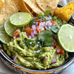 To make the best ever guacamole, you need these key ingredients: - 3 ripe avocados - 1 medium tomato, diced - 1 small red onion, finely chopped - 1-2 cloves garlic, minced - 1 lime, juiced - 1 jalapeño, deseeded and minced (optional for heat) - 1/4 cup fresh cilantro, chopped - Salt and pepper to taste These ingredients come together to create a creamy and zesty dip. The avocados provide the smooth base, while the lime adds a bright kick. The onion and garlic bring depth, and the tomato adds freshness. You can enhance your guacamole with these optional ingredients: - Diced bell peppers for crunch - A dash of cumin for warmth - Pineapple or mango for sweetness - Hot sauce for extra heat Using these optional ingredients can add layers of flavor. Experiment with them to find your perfect mix! To pick the best avocados, follow these tips: - Look for avocados that are firm but yield slightly when pressed. - Check for dark green to black skin, but avoid blemishes. - If they are hard, leave them at room temperature until ripe. Perfect avocados are the key to great guacamole. They should be creamy and rich, making your dip smooth and flavorful. Enjoy making the best ever guacamole! For the full recipe, check out the details above. To start, grab three ripe avocados. Ripe avocados feel soft but not mushy. Cut each avocado in half and remove the pits. Then, scoop out the green flesh and place it in a mixing bowl. Use a fork or a potato masher to mash the avocado. You can choose how smooth or chunky you want it. Now, let’s add flavor to your guacamole. Dice one medium tomato and finely chop one small red onion. If you like garlic, mince one to two cloves. For a bit of heat, chop one jalapeño after removing the seeds. Toss all these ingredients into the bowl with the mashed avocado. Squeeze the juice of one lime over the mix and add 1/4 cup of chopped fresh cilantro. Stir everything gently until well combined. Everyone has a different preference for guacamole texture. For a smooth guacamole, mash the avocado well before adding the other ingredients. If you prefer it chunky, mash it less. Always taste your guacamole before serving. Adjust salt and pepper to match your taste. Letting it sit for about 10 minutes can help the flavors mix beautifully. Check out the Full Recipe for more details! To make your guacamole look great, serve it in a nice bowl. You can add a few cilantro leaves on top for a pop of green. Thin slices of lime on the side add color and a fresh touch. You can also put some diced tomatoes or jalapeños on top. This makes the dish look more inviting. To boost the taste, try adding a pinch of cumin or smoked paprika. These spices add depth without overpowering the main flavors. A dash of hot sauce can give your guacamole a kick if you like heat. You can also mix in some diced mango or pineapple for a sweet twist! One big mistake is using unripe avocados. They need to be soft but not mushy. Another error is over-mixing. You want a nice texture, so leave it a bit chunky. Don’t forget to taste and adjust salt and lime juice. Too much of either can change the flavor. For the full recipe, check out Best Ever Guacamole! {{image_2}} To add some heat to your guacamole, use jalapeños. These small peppers pack a punch. You can add one or two, based on your taste. For more spice, try adding diced serrano peppers. They will give your guacamole a nice kick. Another option is to mix in a dash of hot sauce. This keeps it simple and adds flavor. If you love creamy textures, mix in some sour cream or Greek yogurt. This will make your guacamole rich and smooth. You can also add a splash of cream cheese for an even thicker dip. These options make your guacamole feel extra special and indulgent. Want to try something new? Add diced mango or pineapple for a sweet twist. The fruit pairs well with the creamy avocado. You can also mix in some roasted corn for a crunchy bite. Another fun idea is to add crumbled feta cheese for a tangy flavor. These unique ingredients can take your guacamole to the next level. To keep guacamole fresh, air exposure is your enemy. Use a tight lid on your container. Press a piece of plastic wrap directly on the guacamole’s surface before sealing. This helps block out air. Adding lime juice also slows browning. The acidity in lime keeps the green color longer. Store any leftover guacamole in an airtight container. If you have some lime juice left, pour it on top. This adds flavor and helps keep the guacamole fresh. Place the lid on and store it in the fridge. It will last about two days, but it’s best to eat it sooner. Yes, you can freeze guacamole! First, mash the avocado and mix in your other ingredients. Then, place it in a freezer-safe container. Leave some space for expansion. Freeze it for up to three months. When ready to use, thaw it in the fridge overnight. It may change texture slightly, but it will still taste great. You can find the Full Recipe for more details on how to make the best guacamole. To keep guacamole fresh, use lime juice. The acid slows browning. After making the guacamole, press plastic wrap directly onto the surface. This limits air exposure. You can also store it in an airtight container. Another trick is to add a thin layer of water on top. Just pour it off before you serve. Yes, you can make guacamole a few hours ahead. Just follow the tips above to keep it fresh. If you plan to serve it later, store it in the fridge. This keeps the flavors bright and tasty. Just remember, it’s best when fresh. Guacamole pairs well with many foods. Try serving it with tortilla chips for crunch. You can also use veggie sticks like carrots or cucumbers. Another option is to spread it on toast for a tasty snack. For a twist, add it to tacos or burritos. The creamy texture complements many dishes. For the full recipe, check out Best Ever Guacamole. To make great guacamole, select fresh avocados and mix in tasty ingredients. Follow the steps for creating the perfect dip, from preparation to achieving the right texture. Remember to avoid common mistakes for the best flavor. Try variations to spice things up or keep it creamy. Also, use the right storage methods to enjoy your guacamole longer. Freshness and flavor can elevate any meal. With these tips, you will impress anyone with your guacamole skills!