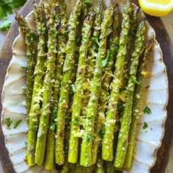 - 1 pound fresh asparagus - 3 tablespoons olive oil - 3 cloves garlic, minced - Zest of 1 lemon - 2 tablespoons fresh lemon juice - Salt and pepper to taste - ¼ teaspoon red pepper flakes - 2 tablespoons grated Parmesan cheese - Fresh parsley for garnish To make Lemon Garlic Roasted Asparagus, you need just a few items. First, choose 1 pound of fresh asparagus. This gives your dish a bright and crisp base. Next, grab 3 tablespoons of olive oil. This adds richness and helps the flavor stick. You will also need 3 cloves of garlic, minced. Garlic brings a lovely aroma and depth. Zest of 1 lemon is key for that fresh punch. You will add 2 tablespoons of fresh lemon juice later to enhance the flavor even more. Optional items can take your dish up a notch. For taste, add salt and pepper to your liking. If you want heat, sprinkle in ¼ teaspoon of red pepper flakes. For a cheesy twist, mix in 2 tablespoons of grated Parmesan cheese. Finally, fresh parsley makes a great garnish and adds a pop of color. You can find the full recipe [here](#). - Preheat the oven to 400°F (200°C). - In a large bowl, mix the olive oil, minced garlic, lemon zest, and lemon juice. - Toss the asparagus in the garlic-lemon mix until well coated. - Spread the asparagus on a baking sheet lined with parchment paper. - If you like, sprinkle Parmesan cheese on top in the last two minutes of cooking. - Transfer the roasted asparagus to a platter and garnish with fresh parsley. This dish is a bright, tasty side that pairs well with many meals. For the full recipe, check the details above. Enjoy your cooking! - Adjust roasting time for thinner or thicker asparagus. Thinner asparagus cooks faster, while thicker stalks need more time. Test for tenderness at 12 minutes and add more time as needed. - Use fresh garlic for better flavor. Fresh garlic gives a strong, bright taste that dried garlic cannot match. Mince it just before using for the best flavor. - Arrange asparagus in a fan shape for visual appeal. This layout makes the dish look more inviting. Use a large platter to showcase your beautifully roasted asparagus. - Drizzle with extra lemon juice before serving. This adds a fresh burst of flavor and makes the dish shine. A sprinkle of lemon zest on top enhances the look, too. - Experiment with additional seasonings like lemon pepper. This adds a zesty kick that pairs well with the garlic and lemon. A little goes a long way in boosting flavor. - Try adding nuts for crunch. Toasted almonds or pine nuts add a satisfying texture. They also bring a nutty flavor that complements the lemon and garlic. For a complete guide, refer to the [Full Recipe]. {{image_2}} You can make this dish vegan by simply omitting the Parmesan cheese. The lemon and garlic will still give you great flavor. This keeps the dish light and fresh, perfect for any meal. To boost the color and taste, add cherry tomatoes or bell peppers. They roast well and add a sweet pop. You can also mix the roasted asparagus with cooked quinoa. This creates a hearty salad that is both tasty and filling. Feel free to switch up the citrus. Lime or orange zest can bring a fun twist to the dish. You can also try adding fresh herbs like basil or thyme. These herbs will add layers of flavor and make your meal even more exciting. After enjoying your lemon garlic roasted asparagus, store any leftovers in an airtight container. This keeps the flavors fresh and prevents drying out. For the best taste, aim to eat them within three days. Asparagus can lose its crunch over time, so enjoy them soon! To bring back the crispiness, reheat your asparagus in the oven. Set it to 350°F (175°C) and warm for about 5-10 minutes. This method gives you the best texture. If you're in a hurry, you can use the microwave. Just heat it for 30 seconds at a time until warm. Keep an eye on it to avoid overcooking. I don't recommend freezing roasted asparagus. The texture changes when frozen and thawed. It can become mushy, losing that delightful crunch. If you want to enjoy asparagus later, consider prepping it fresh instead. This way, you can savor the perfect texture and flavor. For the full recipe on how to prepare this dish, check out [Full Recipe]. Roast for 12-15 minutes at 400°F (200°C). This time helps the asparagus become tender and slightly crispy. Keep an eye on it to avoid overcooking. Fresh is recommended; frozen may not achieve desired crispness. Frozen asparagus can be mushy and lose its bright color. Fresh asparagus gives the best taste and texture. It makes a great side dish for grilled meats or added to pasta dishes. The lemon and garlic flavor pairs well with chicken, fish, or steak. You can also toss it into your favorite pasta for a fresh twist. For more ideas, check out the full recipe. Lemon garlic roasted asparagus is a simple, tasty dish. We covered the ingredients, steps, and tips to nail this recipe. Remember, fresh asparagus shines here, especially with a zesty kick. Feel free to adjust flavors, and try new add-ins. This dish pairs well with many meals. Enjoy your cooking, and savor each bite of this bright, healthy vegetable!