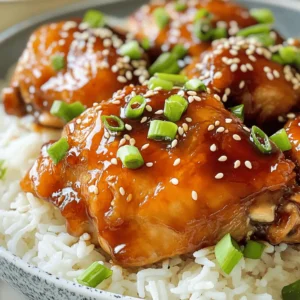 - 4 chicken thighs, skinless and boneless - 1/2 cup soy sauce (low sodium) - 1/4 cup honey - 2 tablespoons rice vinegar - 2 tablespoons freshly grated ginger - 2 cloves garlic, minced - 1 tablespoon sesame oil - 1 tablespoon cornstarch mixed with 2 tablespoons water (for thickening) - 1/4 cup sliced green onions (for garnish) - Sesame seeds (for garnish) This dish shines with its juicy chicken and rich teriyaki flavor. Using chicken thighs keeps the meat tender. I prefer low-sodium soy sauce to control the saltiness. Honey gives the dish a sweet twist. Rice vinegar adds a nice tang. Fresh ginger brings warmth, and garlic adds depth. The sesame oil adds a nutty aroma. Cornstarch thickens the sauce for a glossy finish. For garnishing, I love fresh green onions and sesame seeds. They add color and texture. This combination creates a delightful and flavorful meal. Check out the Full Recipe for all the details! 1. Preheat your oven to 400°F (200°C). This step is key for even cooking. 2. Prepare a baking dish by lightly greasing it. This helps the chicken not stick. 3. In a medium bowl, whisk together the teriyaki sauce ingredients. Combine 1/2 cup soy sauce, 1/4 cup honey, 2 tablespoons rice vinegar, 2 tablespoons grated ginger, 2 minced garlic cloves, and 1 tablespoon sesame oil. Mix until it’s smooth and well blended. 1. Place the chicken thighs in your baking dish. Pour the teriyaki sauce over the chicken. Make sure each piece is coated. 2. Cover the baking dish with aluminum foil. This keeps moisture in while baking. 3. Bake the chicken for 25 minutes. This ensures the chicken cooks through. 4. Remove the foil and bake for another 15 minutes. This step lets the sauce caramelize and adds flavor. 5. While the chicken finishes, take the remaining sauce and pour it into a saucepan. Heat it over medium heat until it simmers. 6. Stir in the cornstarch mixture and cook for 2-3 minutes. This will thicken the sauce nicely. 1. Once the chicken is done, take it out of the oven. Let it rest for a few minutes before slicing. 2. Drizzle the thickened sauce over the chicken. This adds extra flavor. 3. Garnish with sliced green onions and sesame seeds for a nice touch. Enjoy your delicious meal! For more details, check out the Full Recipe for Baked Teriyaki Chicken. To bake chicken perfectly, set your oven to 400°F. This temperature cooks the chicken evenly. Use skinless, boneless chicken thighs for the best results. They stay juicy and tender. Place the chicken in a baking dish and cover it with foil. This helps trap moisture while baking. After 25 minutes, remove the foil. Let the sauce caramelize for 15 more minutes. This adds flavor and color. For juiciness, marinate the chicken in the teriyaki sauce. I recommend letting it soak for at least 30 minutes. If you have time, marinate overnight in the fridge. This gives the chicken a deep flavor. Always use fresh ingredients for the best taste. Grate fresh ginger and mince fresh garlic. These add a vibrant flavor to the sauce. If you like some heat, add a pinch of red pepper flakes or sriracha. This gives the dish an exciting kick. You can also try adding pineapple juice for a sweet twist. Plating is key to making your dish appealing. Slice the chicken after it rests. This helps keep the juices inside. Arrange the pieces on a clean plate. Drizzle the thickened teriyaki sauce over the top. Sprinkle green onions and sesame seeds for a nice touch. For side dishes, steamed rice or stir-fried veggies work well. They complement the flavors of the teriyaki chicken. Enjoy this savory baked teriyaki chicken, and don't forget to check the Full Recipe for full details! {{image_2}} You can change some ingredients in the teriyaki sauce. If you want a different sweet taste, try maple syrup or agave syrup. Both can add a nice twist. If you do not have chicken thighs, you can use chicken breasts or even tofu for a vegetarian option. Each protein brings its own flavor and texture. Adding pineapple can give your dish a bright, tropical taste. Just chop some fresh pineapple and mix it in with the chicken before baking. If you like spicy food, add a bit of sriracha or chili flakes to the sauce. This will give your teriyaki chicken a nice kick! For gluten-free diets, use tamari instead of soy sauce. It has the same flavor but is safe for those avoiding gluten. If you are on a low-carb diet, skip the honey and use a sugar-free sweetener instead. This keeps the dish tasty without the extra carbs. Explore these variations to find your perfect baked teriyaki chicken! For the full recipe, check out the details above. After enjoying your baked teriyaki chicken, store leftovers safely. First, let the chicken cool down. Then, place it in an airtight container. Refrigerate within two hours of cooking. The chicken stays fresh for up to three days. To keep it flavorful, try to separate the chicken from the sauce. This way, it won't get too soggy. If you want to save some for later, freezing is a great option. Wrap the cooled chicken tightly in plastic wrap or aluminum foil. Then, place it in a freezer-safe bag. Remove as much air as possible. This helps prevent freezer burn. You can freeze baked teriyaki chicken for up to three months. When you're ready to eat it, move it to the fridge overnight to thaw. Reheating your chicken properly keeps it moist and tasty. The best method is to use the oven. Preheat the oven to 350°F (175°C). Place the chicken in a baking dish and cover it with foil. Heat for about 15-20 minutes. You can also add a splash of water or sauce to help keep it juicy. If you’re in a hurry, you can use the microwave. Just cover it and heat in short bursts, checking often to avoid drying it out. Enjoy your meal again! To ensure your chicken is safe to eat, check its internal temperature. Use a meat thermometer to measure the thickest part of the chicken. The safe cooking temperature for chicken is 165°F (75°C). This ensures the meat is juicy and safe. When cooking baked teriyaki chicken, follow these steps: - Preheat your oven to 400°F (200°C). - Bake covered for 25 minutes, then uncovered for 15 minutes. - Check the temperature after baking to confirm doneness. Yes, you can easily swap chicken for other meats. Here are some options: - Pork: Use pork tenderloin or chops for a different flavor. - Beef: Thin strips of beef work well in teriyaki sauce. - Tofu: Firm tofu is a great vegetarian option. Just ensure it is pressed to remove excess water. Adjust cooking times based on the meat you choose. Pair your baked teriyaki chicken with many tasty side dishes. Here are some ideas: - Steamed rice: White or brown rice absorbs the teriyaki sauce well. - Vegetables: Broccoli, green beans, or stir-fried veggies add color and nutrition. - Salad: A fresh salad with a light dressing complements the rich flavors. These sides create a balanced and delicious meal. For the full recipe, visit the [Full Recipe]. In this post, we covered how to make flavorful teriyaki chicken. We explored key ingredients like chicken thighs, soy sauce, and honey. I provided simple steps for preparation and cooking, along with tips for juiciness. We discussed variations and substitutions to suit different tastes, plus storage and reheating advice. Teriyaki chicken is easy to make and delicious. Try it yourself to impress your friends and family. You’ll enjoy the flavors and the joy of cooking!