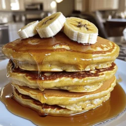 - 1 cup all-purpose flour - 2 tablespoons sugar - 1 teaspoon baking powder - ½ teaspoon baking soda - ¼ teaspoon salt - 1 cup buttermilk - 1 large egg - 2 tablespoons melted butter (plus more for frying) - 2 ripe bananas, sliced - 2 tablespoons brown sugar - 1 teaspoon cinnamon - Maple syrup for serving To make my caramelized banana pancakes, I gather fresh ingredients. I start with dry items like flour, sugar, baking powder, baking soda, and salt. These are the base for fluffy pancakes. Next, I grab the wet ingredients: buttermilk, egg, and melted butter. They help make the pancakes soft and tasty. For the caramelized topping, I use ripe bananas. They give sweetness and flavor. I mix them with brown sugar and cinnamon. This creates a warm, sweet layer on the pancakes. The full recipe is simple and fun. Each ingredient plays a key role in making this dish a delicious treat! - Whisk together dry ingredients: flour, sugar, baking powder, baking soda, and salt. - In a separate bowl, combine wet ingredients: buttermilk, egg, and melted butter. - Mix wet and dry ingredients until just combined. Lumps are okay; do not overmix. - Heat a skillet over medium heat and add a little butter. - Toss banana slices with brown sugar and cinnamon until well coated. - Cook bananas cut side down for about 2-3 minutes until they turn golden and caramelized. - Pour pancake batter over the caramelized bananas, covering them. - Cook until bubbles form on the surface, about 2-3 minutes. - Carefully flip the pancake and cook for another 1-2 minutes until golden brown. - Repeat with remaining batter, adding more butter to the skillet as needed. For a full recipe, you can explore more details and tips. - Use ripe bananas for better flavor. - Monitor heat to avoid burning. - Experiment with cooking times for desired caramelization. To get that sweet, rich flavor, choose ripe bananas. They have more sugar, which caramelizes nicely. If the heat is too high, the bananas can burn. So, keep it at medium heat. Take your time with cooking. Each banana may need a few extra seconds to get that perfect golden color. - Do not overmix the batter. - Let the batter rest for a few minutes. - Ensure the skillet is preheated. Mixing too much can make your pancakes tough. Stir just until you see lumps in the batter. After mixing, let it rest for about five minutes. This helps the pancakes rise better when cooked. Make sure your skillet is hot enough before pouring the batter. A preheated skillet helps create that fluffy texture. - Stack pancakes attractively. - Use fresh banana slices and syrup for garnish. - Consider sprinkling with additional cinnamon. Stack your pancakes high for a great look. Add fresh banana slices on top and drizzle with syrup. A sprinkle of cinnamon adds a nice touch. It not only looks good but also adds extra flavor. For a fun twist, you can even add some nuts or whipped cream on the side. Enjoy the deliciousness! For the full recipe, check out the mentioned details above. {{image_2}} You can add a nice crunch to your pancakes. Just chop some walnuts or pecans and mix them into the batter. This gives a great texture and flavor. If you want a gluten-free option, substitute almond flour for the all-purpose flour. It keeps the pancakes light and fluffy. For a sweet twist, include chocolate chips in the batter. The melted chocolate pairs perfectly with the caramelized bananas. You can also drizzle chocolate sauce on top for extra sweetness. This variation is a hit with kids and adults alike. Want to change the flavor? Try adding nutmeg or ginger to the batter. These spices add warmth and depth. You can also add vanilla extract for a lovely aroma. Each of these spices can give your pancakes a new and exciting taste. For the complete recipe, check out the Full Recipe section. Once you finish your pancakes, let them cool down. This helps keep them fresh. Place the pancakes in an airtight container. Store this container in the refrigerator. They will stay good for about three days. When you want to enjoy your pancakes again, you can reheat them easily. Just pop them in the microwave for a few seconds. You can also toast them in a skillet. For a tasty twist, re-caramelize the bananas while reheating. This adds extra flavor. If you have more pancakes than you can eat, freezing is a great option. Place a piece of parchment paper between each pancake. This keeps them from sticking together. Then, put them in a freezer bag. When you're ready to eat, thaw them in the refrigerator. After they are thawed, you can reheat them. Enjoy your delicious pancakes later! Yes, batter can be stored in the refrigerator for up to 24 hours. This is great for busy mornings. Just give it a quick stir before cooking. The pancakes will still turn out fluffy and delicious. You can use milk mixed with vinegar or lemon juice as a buttermilk substitute. Just add one tablespoon of vinegar or lemon juice to a cup of milk. Let it sit for about five minutes. It will thicken and work perfectly in the recipe. Use plant-based milk and a dairy-free butter alternative. Almond milk, soy milk, or oat milk are all good choices. Make sure your butter substitute is dairy-free to keep it all vegan. Your pancakes will still be tasty and fluffy. You learned how to make delicious caramelized banana pancakes. We covered key ingredients, step-by-step instructions, and helpful tips for tasty results. You can even try fun variations like nutty or chocolate chip pancakes. Don’t forget to store leftovers properly for a quick treat later. Whether you’re a seasoned cook or a beginner, these pancakes will impress everyone. Enjoy making and sharing your tasty creations!
