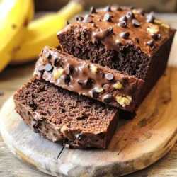 To make the best chocolate chip banana bread, you need simple ingredients. Here’s what you will need: - 3 ripe bananas, mashed - 1/3 cup melted coconut oil - 1/2 cup brown sugar - 1 large egg, beaten - 1 teaspoon vanilla extract - 1 teaspoon baking soda - Pinch of salt - 1 1/2 cups all-purpose flour - 1/2 cup chocolate chips (semi-sweet or dark) - 1/4 teaspoon cinnamon (optional) Using ripe bananas is key. They add natural sweetness and moisture. The coconut oil gives the bread a rich flavor. Brown sugar keeps it moist, while the egg helps bind everything together. The vanilla extract adds a lovely aroma. Baking soda is your leavening agent, helping the bread rise. A pinch of salt balances the sweetness. All-purpose flour is perfect for this recipe, giving the bread structure. Chocolate chips add delightful bursts of sweetness. You can use semi-sweet or dark chips based on your taste. If you want a little spice, cinnamon is a tasty option that blends well. This simple list makes a delicious treat. Check out the Full Recipe for all the steps to create this yummy chocolate chip banana bread! 1. Preheat the oven and prepare the loaf pan. Start by setting your oven to 350°F (175°C). Grease a 9x5-inch loaf pan. This helps the bread come out easily after baking. 2. Combine bananas and coconut oil. In a large bowl, mash 3 ripe bananas. Add 1/3 cup of melted coconut oil to the mashed bananas. Mix them well until they are smooth. 3. Add sugars and egg to the banana mixture. Now, stir in 1/2 cup of brown sugar and 1 large beaten egg. Also, add 1 teaspoon of vanilla extract. Mix until everything is blended well. 1. Incorporate baking soda and salt. Sprinkle 1 teaspoon of baking soda and a pinch of salt over the mixture. Stir gently until just combined. If you like, add 1/4 teaspoon of cinnamon for extra flavor. 2. Gradually mix in flour. Slowly add 1 1/2 cups of all-purpose flour to the bowl. Mix gently until no flour streaks remain. Be careful not to over-mix. 3. Carefully fold in chocolate chips. Finally, fold in 1/2 cup of chocolate chips. Make sure they spread evenly throughout the batter. This adds a delicious chocolatey touch to your bread. 1. Pour batter into the loaf pan. Transfer the batter into your prepared loaf pan. Spread it out evenly with a spatula. 2. Baking time and temperature. Bake the bread in the preheated oven for 55 to 65 minutes. The bread is ready when a toothpick inserted in the center comes out clean. 3. Testing for doneness. After baking, let the bread cool in the pan for about 10 minutes. Then, transfer it to a wire rack to cool completely. This helps it slice better. You can find the Full Recipe above to guide you through each step more easily. - Importance of ripe bananas: Use bananas that are very ripe. They should have brown spots. Ripe bananas make your bread sweet and moist. - How to measure flour correctly: Spoon the flour into your measuring cup. Don't scoop it directly from the bag. This keeps your bread light. Too much flour makes it dense. - Tips for incorporating chocolate chips: Add chocolate chips at the end of mixing. Gently fold them in. This helps spread them evenly and keeps your bread soft. - Oven temperature variations: Every oven is a little different. Keep an eye on your bread. If it browns too fast, lower the temperature by 25 degrees. - Using a toothpick for testing: Insert a toothpick into the center of the bread. If it comes out clean, your bread is done. If it has batter on it, bake a little longer. - Cooling tips for better slicing: Let your bread cool in the pan for 10 minutes. Then move it to a wire rack. This helps it stay moist and makes slicing easy. For the full recipe, check out the Choco-Banana Bliss Bread! {{image_2}} You can make small changes to make your chocolate chip banana bread healthier. One great swap is using whole wheat flour instead of all-purpose flour. Whole wheat adds fiber and nutrients. It gives your bread a hearty texture. Another option is to use natural sweeteners instead of brown sugar. Honey or maple syrup are excellent choices. They add sweetness and can enhance the flavor. Just remember to adjust the wet ingredients a bit. To make your bread even tastier, try adding nuts like walnuts or pecans. They add a nice crunch and extra flavor. You can also experiment with different types of chocolate. Use white, milk, or dark chocolate chips to change the taste. Each type brings a unique twist to your recipe. If you're looking for dietary changes, you can make this bread vegan or gluten-free. To make it vegan, use flax eggs instead of a regular egg. For gluten-free, swap all-purpose flour for a gluten-free blend. For those on a low-carb diet, use almond flour or coconut flour instead. These flours lower the carb count while keeping the bread moist. With these tips, you can enjoy chocolate chip banana bread that suits your taste and diet. For the complete recipe, check out the Full Recipe. To keep your chocolate chip banana bread fresh, store it in the fridge. Wrap it tightly in plastic wrap or foil. This helps keep it moist. You can also place it in an airtight container. The bread will stay good for about a week in the fridge. If you want to keep it extra moist, place a slice of bread in the container. This slice will help keep the rest of the bread soft. For long-term storage, freezing is your best bet. Wrap the cooled banana bread well in plastic wrap. Then, place it in a freezer-safe bag or container. This way, it can last up to three months. When you want to enjoy your banana bread again, take it out of the freezer. Let it thaw in the fridge overnight. If you want it warm, you can reheat it in the oven at 350°F (175°C) for about 10-15 minutes. This method keeps your chocolate chip banana bread tasty and moist. For the full recipe, check back to ensure you keep the taste just right! For the best banana bread, use very ripe bananas. Look for bananas that are mostly brown with some black spots. These bananas have a sweet taste and soft texture. They mash easily and mix well into the batter. The riper the bananas, the more flavor your bread will have. Yes, you can make this recipe without eggs. Use a mashed banana or unsweetened applesauce instead. About 1/4 cup of either can replace one egg. This keeps the bread moist and helps it rise. If you want to substitute coconut oil, use melted butter. You can also use vegetable oil or canola oil. These options give a similar texture and flavor. Make sure to melt them before mixing. To check if your banana bread is done, insert a toothpick into the center. If it comes out clean or with a few crumbs, the bread is ready. If it has wet batter on it, bake for a few more minutes. The edges should be golden brown, and the top should look set. For the full recipe, check the Choco-Banana Bliss Bread section. You now have a complete guide to making delicious banana bread. We covered the key ingredients, step-by-step instructions, tips for perfect texture, and various ways to customize your loaf. Always use ripe bananas for the best taste and texture. Store it properly to keep it fresh longer. Whether you prefer to enhance flavors or modify recipes, you can create a version that fits your needs. Enjoy baking and sharing this treat with friends and family!