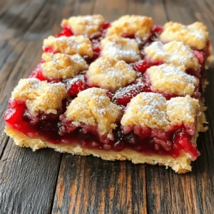 To make cherry pie bars, you need some basic items. Here’s what you’ll need: - 2 cups all-purpose flour - 1 cup granulated sugar - ½ cup unsalted butter, melted - 1 large egg - 1 teaspoon vanilla extract - 1 teaspoon baking powder - ¼ teaspoon salt - 2 cups fresh or frozen cherries, pitted and halved - 1 tablespoon lemon juice - 1 tablespoon cornstarch - ½ teaspoon almond extract - Powdered sugar for dusting (optional) These ingredients blend together to create a rich, sweet treat. You can also add items for a twist on the classic flavor. Consider these options: - Cinnamon or nutmeg for warmth - A splash of almond or orange juice for zest - Chopped nuts for crunch - Other fruits like blueberries or raspberries These choices let you make the bars your own. Experiment and see what you like best! Having the right tools will make your baking process easier. Here’s what I recommend: - An 8x8-inch baking pan - Parchment paper for easy removal - Mixing bowls for dry and wet ingredients - A whisk for mixing - A spatula for spreading the cherry filling Using these tools will help you create perfect cherry pie bars every time. Check out the Full Recipe for a step-by-step guide! Start by gathering all your ingredients. You need flour, sugar, butter, and cherries. I prefer fresh cherries, but frozen work well too. 1. Preheat your oven to 350°F (175°C). 2. Grease an 8x8-inch pan. Line it with parchment paper, leaving some hanging over the sides. 3. In a big bowl, whisk together flour, sugar, baking powder, and salt. 4. In another bowl, mix melted butter, egg, and vanilla. Stir until smooth. 5. Combine the wet and dry mixes. You will get a crumbly dough. 6. Press two-thirds of this dough into the bottom of your pan. This is your base. Now, it’s time for the cherries. 1. In a new bowl, mix the pitted cherries, lemon juice, cornstarch, and almond extract. 2. Spread this cherry mix evenly over the crust in your pan. 3. Crumble the rest of the dough over the cherries as a topping. 4. Bake in the oven for 35-40 minutes. The top should be golden brown, and the filling should bubble. After baking, let your bars cool for about 15 minutes in the pan. 1. Use the parchment paper to lift the bars out. 2. Allow them to cool completely on a wire rack. 3. Slice into bars and dust with powdered sugar if you like. Enjoy your cherry pie bars! For more detailed steps, refer to the Full Recipe. To make the best cherry pie bars, follow these steps. Use a good mix of sweet and tart cherries. This gives your bars great flavor. Always measure your ingredients carefully. Too much flour can make the bars dry. Use fresh cherries when you can. If using frozen, thaw and drain them well first. This keeps the bars from getting soggy. Remember to preheat your oven to 350°F. This helps the bars bake evenly. Press the dough into the pan firmly for a good base. One common mistake is overmixing the dough. This can make your bars tough. Mix until just combined for the best texture. Another mistake is not checking the cherries. If they are too watery, your filling will be runny. Always coat them with cornstarch for thickening. Don’t skip the cooling step either. Let them cool for at least 15 minutes before cutting. Chilling them helps the bars hold their shape. Fresh cherries are often the best choice for flavor and texture. They add a bright taste to your bars. When buying, look for firm, plump cherries. If fresh is not an option, frozen can work well. Just make sure to thaw them first. Drain any excess juice to avoid a soggy crust. You can use the Full Recipe to guide you through the process of using both types of cherries. Enjoy your cooking! {{image_2}} You can change up the flavor of your cherry pie bars easily. Try adding a splash of orange juice for a bright twist. You can also mix in some chopped nuts like almonds or walnuts for crunch. For a fun twist, swap out cherries for blueberries or peaches. Each fruit gives a new taste! If you need gluten-free bars, use a gluten-free flour blend. It works well and keeps the taste great. For a vegan version, replace the egg with a flax egg. Mix one tablespoon of ground flaxseed with three tablespoons of water. Let it sit for five minutes to thicken. You can also use vegan butter instead of regular butter. Serve your cherry pie bars warm with a scoop of vanilla ice cream. It melts and mixes with the cherry filling, creating a yummy dessert. You can also top them with whipped cream or a dusting of powdered sugar. For a fun twist, drizzle chocolate sauce on top. This adds a rich flavor to the sweet cherries. For the full recipe, check out the Cherry Bliss Pie Bars section above! To keep your cherry pie bars fresh, let them cool completely. Once cool, cover them tightly with plastic wrap or foil. You can also place them in an airtight container. Stored this way, they will last for about three days at room temperature. If you want them to last longer, put them in the fridge. They will stay good for about a week if chilled. Freezing cherry pie bars is a great way to save some for later. First, let the bars cool down fully. Then, cut them into squares. Wrap each square in plastic wrap tightly. After that, put them in a freezer-safe bag or container. Make sure to label the bag with the date. These bars can last up to three months in the freezer. When you're ready to enjoy them again, just take out what you need. Reheating cherry pie bars is simple. If they are at room temperature, you can heat them in the microwave for about 10-15 seconds. If they are cold from the fridge, heat them for about 20-30 seconds. You can also reheat them in an oven. Preheat the oven to 350°F (175°C). Place the bars on a baking sheet and warm them for about 5-10 minutes. This will help restore their nice texture. For the full recipe, check out Cherry Bliss Pie Bars! The best cherries for Cherry Pie Bars are sweet or tart cherries. I recommend using Bing cherries for their sweetness. You can also use sour cherries, which add a nice tang. Always choose fresh cherries if you can. If not, frozen cherries work well too. Just make sure they are pitted and halved before using. Yes, you can make Cherry Pie Bars in advance. They taste great after a day in the fridge. Just bake them and let them cool completely. Then, store them in an airtight container. They can last up to five days in the fridge. This makes them perfect for parties or gatherings. You’ll know the Cherry Pie Bars are done when the top is golden brown. You should see the cherry filling bubbling around the edges. This usually takes about 35-40 minutes at 350°F. If you insert a toothpick into the crust, it should come out clean. You can find pre-made Cherry Pie Bars at many bakeries. Some grocery stores may also carry them. Look in the dessert section for ready-made options. If you want a homemade taste, I always recommend trying the Full Recipe. It’s simple and delicious! In this article, we explored how to make delicious cherry pie bars. We looked at the key ingredients and essential tools needed for success. I shared step-by-step instructions for preparation and baking, with tips to perfect your bars. You learned about flavor variations to make them your own and how to store leftovers. Finally, I addressed common questions about cherries and baking. Remember, with a few simple steps, you can enjoy these tasty treats anytime! Happy baking!