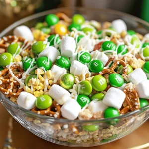To make this fun snack mix, gather these items: - 4 cups Lucky Charms cereal - 1 cup green M&M's or chocolate candies - 1 cup mini pretzels - 1 cup marshmallows (mini or regular) - 1/2 cup white chocolate chips - 1 tablespoon coconut oil - 1/4 teaspoon sea salt These ingredients mix well together. The Lucky Charms give a sweet crunch. The M&M's add color and chocolate. The pretzels bring a nice salty bite. Marshmallows add fluffiness and sweetness. White chocolate makes it creamy. You can use these items for a twist: - 1/2 teaspoon green edible glitter (optional) Adding green edible glitter makes it festive. It sparkles under the light, perfect for St. Patrick's Day. You can also add nuts or dried fruits for extra flavor. Using the best ingredients is key. Fresh Lucky Charms taste better than old ones. Quality white chocolate melts smoothly. It coats the mix evenly, adding a creamy touch. Good M&M's stay colorful and tasty. This ensures your treat looks and tastes amazing. Great ingredients make your snack mix a hit! To make this Lucky Charms St. Patrick Snack Mix, start with the best ingredients. First, gather your supplies. You will need a large bowl and a baking sheet. 1. Melt the Chocolate: In a microwave-safe bowl, mix the white chocolate chips and coconut oil. Heat this in the microwave. Use 30-second bursts and stir in between. Keep heating until it is smooth. 2. Combine the Ingredients: In a large mixing bowl, add 4 cups of Lucky Charms cereal, 1 cup of green M&M's, 1 cup of mini pretzels, and 1 cup of marshmallows. This mix gives great crunch and sweetness. 3. Add Chocolate: Once your white chocolate is melted, pour it over the cereal mixture. Use a spatula to toss everything gently. Make sure every piece gets coated in that sweet chocolate. 4. Sprinkle and Cool: If you want a fun touch, add 1/2 teaspoon of green edible glitter and 1/4 teaspoon of sea salt on top. Toss lightly again. Spread this mix onto a large baking sheet lined with parchment paper. Let it cool completely. 5. Serve or Store: After it sets, break the mix into clusters. You can serve it right away or store it in an airtight container. Melting white chocolate can be tricky. Follow these tips for the best results: - Use a Microwave: This method is quick and easy. Just remember to stir often. - Add Coconut Oil: This helps the chocolate melt smoother. It keeps the chocolate from seizing. - Watch the Time: Do not rush it. Heating too long can burn the chocolate. To ensure every piece of your snack mix gets delicious chocolate, follow these techniques: - Toss Gently: When you add chocolate, use a spatula to fold it in. This avoids breaking the cereal. - Work Quickly: The chocolate will start to set fast. So, mix and spread as soon as you can. - Use a Large Bowl: This gives you more room to mix. It helps keep everything even. Enjoy creating this fun and festive treat! Check out the Full Recipe for a complete guide. You can make this snack mix your own. Swap the green M&M's for other colors. Use chocolate-covered pretzels instead of regular ones. You can add nuts for extra crunch. Dried fruit gives a nice sweet touch. Try different cereal brands if you like. The key is to keep it fun! Serve the snack mix in fun bowls. You can use clear jars for a festive look. Add small scoops for easy serving. Place some mix in snack bags for parties. This treat is great for movie nights or school events. Everyone will love grabbing a handful! To impress your guests, focus on color. Use bright bowls that match the theme. Sprinkle extra edible glitter on top for sparkle. Create layers in your serving dish for a nice effect. Don't forget to label your mix if you add special ingredients. A little creativity goes a long way! {{image_2}} You can switch up the ingredients for new flavors. Try using different cereals like Rice Crispies or Cheerios. Swap the green M&M's for other colors to match your theme. For an extra crunch, add nuts or seeds. You may also use dark chocolate instead of white chocolate for a richer taste. Add themed treats for a festive touch. Rainbow sprinkles can brighten up your mix. Consider adding gold chocolate coins for a fun surprise. You can also include chocolate-covered pretzels to enhance the salty-sweet balance. Dried fruit, like green apple rings, adds a chewy texture too. For a dairy-free snack mix, choose dairy-free chocolate. Many brands offer great alternatives. Use gluten-free pretzels or cereal to make it gluten-free. Check the labels to ensure safety for those with allergies. This way, everyone can enjoy this tasty treat! Experiment with these variations to make your Lucky Charms St. Patrick Snack Mix unique. For the complete recipe, refer back to the Full Recipe section. To keep your Lucky Charms St. Patrick Snack Mix fresh, use an airtight container. This stops air from making it stale. You can also use a resealable plastic bag. Just make sure to squeeze out all the air before sealing. Store it in a cool, dry place, away from sunlight. If stored properly, your snack mix will last about one week. After a week, it might still be safe to eat, but the taste might change. If you notice any signs of staleness, it's best to toss it. For the best flavor and crunch, enjoy it within the first few days. You can freeze your Lucky Charms Snack Mix for later use. To do this, place it in a freezer-safe container. Make sure to label it with the date. When you want to eat it, just take it out and let it thaw at room temperature. Frozen snack mix can last up to three months. Enjoying it later is a fun way to keep the St. Patrick's Day spirit alive! Yes, you can use other cereals. Try fruity shapes or chocolate cereals. They add fun flavors and colors. Just keep the mix sweet and crunchy. Experiment with what you love most! Making this snack mix ahead is easy. Follow the recipe and let it cool. Once cool, store it in an airtight container. You can keep it for about a week. This way, you can enjoy it whenever you want! For parties, serve in clear bowls for a fun look. Use small cups for easy grabbing. You can also create a snack bar. This lets guests mix their own. Don’t forget to include the Full Recipe for them to take home! This blog post covered how to make a fun St. Patrick's snack mix using Lucky Charms. We discussed key ingredients, step-by-step instructions, and helpful tips to enhance your mix. Quality ingredients boost flavor, while variations let you tailor the treat for any event. Finally, remember to store this mix properly for freshness, and enjoy it with your friends. This recipe is easy and perfect for sharing joy on St. Patrick's Day. Have fun creating your tasty mix!
