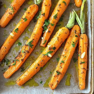 - 1 lb baby carrots (or regular carrots, peeled and cut into sticks) - 4 cloves garlic, minced - 2 tablespoons fresh thyme leaves - 1 tablespoon fresh rosemary, finely chopped - 3 tablespoons olive oil - Salt and pepper to taste When choosing carrots, baby carrots offer a sweet taste and a tender texture. Regular carrots can also work well. Just peel and cut them into sticks for a similar effect. Fresh herbs bring life to this dish. Thyme and rosemary add depth and aroma. Garlic, a staple in many recipes, gives the carrots a savory punch. Olive oil helps the herbs stick and adds a lovely richness to the dish. - 1 teaspoon honey - Additional spices like paprika or cumin - Alternative oils such as avocado or sesame Honey adds a touch of sweetness, balancing the savory notes. You can swap it out for maple syrup if you prefer. Feel free to experiment with spices. A pinch of paprika can add a mild kick, while cumin gives a warm flavor. If you want to change the oil, avocado or sesame oil can add unique notes. - Approximately 120 calories per serving - Carbohydrates: 16g - Protein: 1g - Fat: 6g Each serving of these roasted carrots is about 120 calories. They provide a good mix of carbohydrates, mainly from the natural sugars in the carrots. The healthy fats from olive oil make this dish both tasty and nutritious. Enjoy these carrots as a side or snack, knowing they are both delicious and good for you! To start, you want to peel and cut your carrots. If you use baby carrots, just wash them well. For regular carrots, peel them first. Then, cut them into sticks about 1 inch long. This size helps them cook evenly. Next, set your oven temperature to 425°F (220°C). Preheating is key for a good roast. It helps the carrots caramelize nicely. Also, line a baking sheet with parchment paper. This makes cleanup a breeze! Now, it’s time to mix your seasoning. In a large bowl, combine the olive oil, minced garlic, thyme, rosemary, honey, salt, and pepper. Stir well until everything blends. The honey adds a nice touch of sweetness. For the best flavor, make sure to taste your mix. Adjust the salt and pepper as needed. If you love garlic, feel free to add a bit more. This mix will coat the carrots perfectly. Arrange the carrots on your baking sheet in a single layer. Give them space so they roast evenly. Overcrowding can cause steaming instead of roasting. Roast the carrots for about 25-30 minutes. Halfway through, turn them over for even cooking. You’ll know they’re done when they are tender and caramelized. Once finished, take them out and let them cool slightly. Garnish with fresh parsley for a pop of color. Enjoy your delicious garlic herb roasted carrots! For the full recipe, check out the earlier section. To make great roasted carrots, you need the best carrots. Look for carrots that are firm and smooth. Fresh carrots have a bright color. Avoid any that are soft or have dark spots. Organic carrots are a good choice. They usually taste better and are free from harmful pesticides. Conventional carrots can be fine too but wash them well before cooking. To make your carrots pop, try adding more herbs. You can use dill or basil for a twist. If you want some heat, sprinkle in a bit of red pepper flakes. For extra crunch, add chopped nuts like almonds or walnuts on top after roasting. This adds a nice texture to the dish. One common mistake is cooking at the wrong temperature. Make sure your oven is at 425°F (220°C) for the best results. Another mistake is overcrowding the baking sheet. If you put too many carrots on the sheet, they won’t roast well. Space them out to let the hot air circulate. This helps them caramelize and get tender. Follow these tips for a great dish, and check out the Full Recipe for all the details! {{image_2}} You can switch up the herbs in this recipe for garlic herb roasted carrots. Try using fresh basil or dill for a new flavor twist. These herbs add a bright touch to the dish. You can also add spices like paprika or cumin. Paprika gives a sweet, smoky flavor, while cumin adds warmth. Both make the carrots extra interesting. Roasting is great, but don’t stop there. Boiling or steaming carrots is another option. This method keeps them tender and vibrant. You can also grill them for a smoky taste. Grilling gives a lovely char that enhances the natural sweetness of the carrots. Each method brings its own unique profile to the table. Roasted carrots pair well with many side dishes. Try serving them with creamy mashed potatoes or a fresh green salad. They also go nicely with proteins like grilled chicken or baked salmon. These pairings enhance the meal and create a balanced plate. You can even toss in some grains like quinoa for added texture. To keep your leftover garlic herb roasted carrots fresh, refrigerate them. Place the carrots in a shallow container. Make sure it has a tight seal. This helps keep moisture in while preventing odors from other foods. If you do not have a container, wrap them tightly in plastic wrap. They stay good for about 3 to 5 days in the fridge. When it’s time to enjoy those tasty carrots again, the best way to reheat them is in the oven. Preheat the oven to 350°F (175°C). Spread the carrots on a baking sheet. Bake for about 10 to 15 minutes until they are warmed through. This method keeps the carrots crisp and flavorful. You can also use a microwave for quick reheating. Place the carrots in a microwave-safe dish and cover them. Heat for 1 to 2 minutes, checking every 30 seconds. This way, you avoid soggy carrots. If you want to store them longer, freezing is a great option. Start by letting the roasted carrots cool completely. Next, spread them out on a baking sheet in a single layer. Place the sheet in the freezer for about 1 hour. This prevents them from sticking together. Once frozen, transfer the carrots to a freezer-safe bag. Press out as much air as you can before sealing. They can last for up to 3 months in the freezer. When you are ready to use them, thaw the carrots in the fridge overnight. Add them to soups or stir-fries for a quick boost of flavor. For more details, you can check the Full Recipe. Yes, you can use regular carrots. However, you need to peel and cut them into sticks. The cooking time may differ. Regular carrots take a bit longer to roast. Baby carrots are smaller, so they cook faster and get tender more quickly. Keep an eye on both types while roasting to avoid overcooking. If you want to skip honey, you have options. Maple syrup works well and adds a nice flavor. Brown sugar is another choice. You can also try agave nectar or coconut sugar. Each will bring a different taste, so feel free to experiment and find what you like best. Look for a few signs to know when your carrots are ready. They should be tender when pierced with a fork. You want them to be slightly caramelized on the outside. If they have a nice golden color, that’s a good sign too. Remember, you can always taste one to check! Garlic Herb Roasted Carrots are easy and tasty. We covered ingredients, cooking steps, and tips for success. Remember, using fresh herbs adds great flavor. Try different seasonings or cooking methods for variety. Store leftovers properly to enjoy later. With these tips, you can make perfect roasted carrots every time. Enjoy your kitchen adventures and share your dishes with friends. The simplicity of this recipe makes it a must-try!