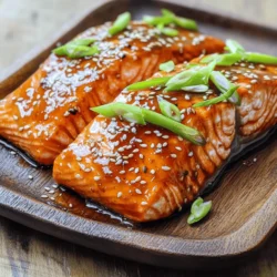 To make Sriracha honey glazed salmon, you need a few simple ingredients. Each one works together to create a tasty dish that is both sweet and spicy. Here’s what you will need: - 4 salmon fillets (6 oz each) - 1/4 cup honey - 2 tablespoons Sriracha sauce - 2 tablespoons soy sauce (low sodium) - 1 tablespoon fresh lime juice - 2 cloves garlic, minced - 1 teaspoon ginger, grated - Salt and pepper to taste - Sesame seeds, for garnish - Green onions, sliced, for garnish When you gather these ingredients, you set the stage for a meal that impresses. The honey adds sweetness, while the Sriracha brings heat. The soy sauce provides umami, and lime juice adds a fresh zest. Garlic and ginger enhance flavor depth. Each ingredient plays a crucial role in making your salmon shine. For the full recipe, follow the steps to create this delightful dish. Enjoy the process as much as the meal! To start, gather your ingredients. You need honey, Sriracha sauce, soy sauce, lime juice, garlic, and ginger. In a small bowl, mix them well. Use a whisk to blend everything until smooth. This marinade gives the salmon a sweet and spicy kick. Now, take your salmon fillets and place them in a shallow dish or a plastic bag. Pour the marinade over the salmon. Make sure every piece gets covered. This step is key. Cover the dish or seal the bag tight. Let it sit in the fridge for at least 30 minutes. For a stronger flavor, marinate for up to 2 hours. First, preheat your oven to 375°F (190°C). While the oven heats, line a baking sheet with parchment paper. This helps with cleanup later. Take the salmon out of the marinade but keep the marinade. Place the salmon skin-side down on the sheet. Season with salt and pepper. Brush some marinade on top of the fillets for extra flavor. Put the baking sheet in your preheated oven. Bake for 12 to 15 minutes. The salmon is done when it flakes easily with a fork. If you want a nice glaze, switch your oven to broil for the last 2-3 minutes. Watch it closely to avoid burning. Once cooked, remove the salmon from the oven. Let it rest for a few minutes. Drizzle any remaining marinade over the salmon before you serve. Garnish with sesame seeds and sliced green onions for a lovely finish. Enjoy your Sriracha Honey Glazed Salmon! For the complete recipe, check the Full Recipe section. Marinating salmon is key to great flavor. Use a shallow dish or a resealable bag. Pour the marinade over the salmon to coat it well. Let it sit in the fridge for at least 30 minutes. For deeper flavor, marinate for up to 2 hours. This soak helps the fish absorb all that tasty Sriracha and honey goodness. Cooking salmon just right is important. Aim for an internal temperature of 145°F (63°C). The fish should flake easily with a fork when done. To check, insert a fork in the thickest part. If it flakes, it’s ready! Avoid overcooking, as it can dry out the salmon. Keep an eye on it, especially during the last few minutes. For extra glaze and a nice finish, use the broil function. Switch your oven to broil for the last 2-3 minutes. Watch closely to prevent burning. The heat will caramelize the glaze, adding a delicious crunch. This step elevates your Sriracha honey glazed salmon from good to great! {{image_2}} You can swap honey for other sweeteners. Maple syrup gives a rich taste. Agave nectar offers a lighter sweetness. Brown sugar can also work well. Each option changes the flavor, so try them to find your favorite. Want to boost the flavor? Add more spices! A pinch of smoked paprika adds a nice kick. You could also mix in some crushed red pepper for heat. For a fresh twist, add fresh herbs like cilantro or basil. Serve the salmon with rice or quinoa for a full meal. Steamed veggies make a great side. You can also pair it with a fresh salad for a light option. A drizzle of extra glaze on top will enhance the dish. For the full recipe, check out the complete instructions above. After enjoying your Sriracha honey glazed salmon, you may have some leftovers. To store them properly, let the salmon cool down first. Then, place it in an airtight container. It will stay fresh in the fridge for up to three days. If you want to keep it longer, consider freezing it. To reheat your salmon, it's best to avoid the microwave if possible. Instead, preheat your oven to 300°F (150°C). Place the salmon on a baking sheet and cover it with foil. Heat for about 10-15 minutes. This method keeps the salmon moist. You can also reheat it in a skillet over low heat. Just add a splash of water to keep it juicy. If you have more salmon than you can eat, freezing is a great option. Wrap each piece tightly in plastic wrap, then place them in a freezer bag. Make sure to remove as much air as you can. Properly stored, it can last up to three months in the freezer. When you're ready to eat it, thaw it in the fridge overnight for the best results. You can tell salmon is cooked when it flakes easily with a fork. The inside should be a light pink and not translucent. Using a food thermometer is best. Aim for an internal temperature of 145°F (63°C). If you press gently, the fish should feel firm but not hard. Yes, you can use other fish like trout or tilapia. These fish have a similar texture and will soak up the Sriracha honey glaze well. Just adjust cooking times based on the thickness of the fish. I recommend serving this salmon with steamed rice or quinoa. You can also add roasted veggies, like broccoli or asparagus, for a colorful plate. A fresh salad or a light slaw pairs well, too. If you want a sauce, a drizzle of extra lime juice adds a nice touch. You can marinate the salmon for at least 30 minutes. For a stronger flavor, you can go up to 2 hours. Avoid marinating for too long, as the acid in the marinade can break down the fish. Yes, you can prepare the marinade and marinate the salmon a few hours in advance. Store it in the fridge until you are ready to cook. This helps save time on busy nights. Store leftover salmon in an airtight container in the fridge. It will stay fresh for 2-3 days. Make sure to cool it completely before sealing. To reheat, place the salmon on a baking sheet. Preheat your oven to 350°F (175°C) and warm it for about 10-15 minutes. This keeps the salmon moist without drying it out. Yes, you can freeze cooked salmon. Wrap it tightly in plastic wrap and then in foil. It will last for up to 3 months in the freezer. You can use the marinade as a sauce, but make sure to cook it first. Boil it for a few minutes to kill any bacteria from the raw fish. This makes it safe to drizzle over your finished dish. For the full recipe, check out the complete details above. You learned how to make Sriracha Honey Glazed Salmon using simple ingredients and steps. We discussed marinating, cooking, and some helpful tips for success. Remember, try adding your twist to the recipe or adjusting the sweeteners. Enjoy your salmon and make it your own! This dish is easy and packed with flavor. I hope you have fun cooking it and sharing it with others. Trust me, it’s worth the effort!