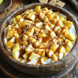 This dip needs a few simple ingredients to shine. Here’s what you will need: - 2 large apples (Granny Smith or Honeycrisp), diced - 1 cup brown sugar - 1/2 cup white sugar - 1 teaspoon cinnamon - 8 oz cream cheese, softened - 1/2 cup caramel sauce (plus extra for drizzling) - 1/2 teaspoon vanilla extract - 1 cup cool whip (or whipped topping) - 1 cup crushed graham crackers (for serving) These items create the sweet and creamy base for your dip. For the best flavor, I recommend using Granny Smith or Honeycrisp apples. These apples add a nice crunch and tartness. Their flavor contrasts well with the sweet caramel and creamy dip. You can try other apples too. Fuji or Gala apples also work well. They bring a sweeter taste if you prefer that. To make this dip even more exciting, add some fun toppings. Here are a few ideas: - Chopped nuts (like pecans or walnuts) for crunch - Mini chocolate chips for a sweet twist - Extra caramel sauce drizzled on top - A sprinkle of sea salt for balance Feel free to mix and match these toppings. They add layers of flavor and texture, making this dip even more delightful. For the full recipe, check out the details above. First, pick your apples. I love using Granny Smith or Honeycrisp. Both add a nice crunch. Dice the apples into small pieces. In a medium bowl, mix the diced apples with brown sugar, white sugar, and cinnamon. Toss well to coat every piece. Let the apples sit for 10-15 minutes. This will help them get sweet and juicy. Now, take a large bowl and add the softened cream cheese. Use a hand mixer or stand mixer to beat it until fluffy. This makes the dip smooth and creamy. Next, add the caramel sauce and vanilla extract. Mix until everything is well combined. Take your apple mixture and gently fold it into the cream cheese blend. Be careful not to mash the apples. You want chunks for texture. Finally, fold in the cool whip until it is light and fluffy. Transfer the dip to a serving bowl. Drizzle extra caramel sauce on top for a sweet touch. Serve with crushed graham crackers for dipping. Enjoy this delightful treat! For the full recipe, check out the full recipe section. To get the best texture for your dip, choose the right apples. I recommend using Granny Smith or Honeycrisp apples. These apples stay firm and add a nice crunch. Dice the apples small but not too tiny. This way, they hold their shape in the mix. When mixing the cream cheese, beat it until it's fluffy. This makes your dip light and airy. Gently fold in the cool whip to keep it soft and creamy. Serve your dip with crushed graham crackers. They add a great crunch and flavor. You can also use pretzels for a salty twist. Sliced fruits like pears or bananas work well too. For an extra touch, drizzle more caramel sauce on top. This makes it look even more inviting. You can even add chopped nuts for added crunch. I love making this dip ahead of time. You can prepare it a day before. Just keep it in the fridge until you are ready to serve. If you need a quick option, you can mix the ingredients in just a few minutes. Just remember to let the apples sit with sugar for a bit to soften. This helps them soak up the flavors. For a fun twist, serve it in small cups for easy sharing. For the full recipe, check out the detailed instructions above! {{image_2}} You can swap some ingredients for a healthier dip. Use Greek yogurt instead of cream cheese. This change lowers fat but keeps the dip creamy. You can also try honey or maple syrup instead of brown sugar. This makes the dip a bit sweeter and adds a unique flavor. Feel free to change up the flavor. Add a pinch of nutmeg for warmth. Mix in some chopped nuts for crunch. You can also use different fruits like pears or peaches. They bring new tastes to the dip while keeping it delicious. Graham crackers are great, but you can try other dippers too. Sliced pears or strawberries work well. Pretzels add a nice salty bite. You can even use mini cookies for a fun twist. Each dipper adds its own flavor, making every bite special. For the full experience, check the Full Recipe. After enjoying your Caramel Apple Pie Dip, store any leftovers in an airtight container. Keep it in the fridge. This keeps the dip fresh for up to three days. Before serving again, check if it's still good. If it smells off or looks strange, toss it. You can freeze this dip too! Use a freezer-safe container to store it. Make sure you leave some space at the top for expansion. It can last for up to two months in the freezer. When you're ready to eat it, move it to the fridge overnight to thaw. To reheat your dip, use a microwave or a small pot. If microwaving, heat it in short bursts. Stir it often to avoid hot spots. If using a pot, warm it over low heat. Add a splash of cream or milk if it seems too thick. Always stir well, and enjoy your delicious dip again! Caramel Apple Pie Dip stays fresh for about three days in the fridge. Make sure you store it in an airtight container. This keeps the dip tasty and safe to eat. If you notice any change in smell or texture, it's best to throw it away. Yes, you can use other fruits! Pears, peaches, or even bananas work well in this dip. Just make sure to adjust the sugar if the fruit is sweeter or less sweet. Mixing different fruits can add fun flavors and textures too. If you want a different option, try Greek yogurt or mascarpone cheese. These choices offer a creamy texture and taste. You can also use dairy-free cream cheese for a vegan option. Make sure to check the flavor, as it might change slightly. This blog post has shared a simple guide to making delicious Caramel Apple Pie Dip. You learned about key ingredients, prep steps, and helpful tips. I also covered variations and storage, so your dip stays fresh. Remember, you can customize this dish to suit your taste. Enjoy making it for gatherings or as a tasty snack. No matter how you serve it, this dip will surely impress everyone. Happy dipping!