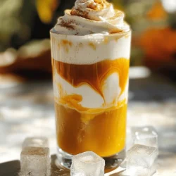 To make your Pumpkin Cream Cold Brew, you will need: - 1 cup cold brew coffee - 1/2 cup milk of your choice (almond, oat, or dairy) - 1/4 cup pumpkin puree - 1 tablespoon pumpkin spice blend (or mix cinnamon, nutmeg, and ginger) - 2 tablespoons maple syrup (adjust to taste) - 1 teaspoon vanilla extract - Whipped cream (for topping) - Ground cinnamon (for garnish) - Optional: Ice cubes Here’s how much of each ingredient to use: - Cold Brew Coffee: 1 cup. This forms the drink's base. - Milk: 1/2 cup. Choose your favorite type for creaminess. - Pumpkin Puree: 1/4 cup. This adds flavor and richness. - Pumpkin Spice Blend: 1 tablespoon. This gives that fall taste. - Maple Syrup: 2 tablespoons. Sweeten your drink as you like. - Vanilla Extract: 1 teaspoon. This enhances the overall flavor. - Whipped Cream: Use as much as you want on top. - Ground Cinnamon: A sprinkle for garnish. - Ice Cubes: Optional, for a chilled drink. You can change your drink to fit your taste. Here are some ideas: - Milk Alternatives: Use coconut or soy milk for different flavors. - Sweeteners: Try honey or agave syrup instead of maple syrup. - Extra Spices: Add a pinch of cloves or allspice for more warmth. - Flavor Boosters: A dash of nutmeg can enhance the taste. For the full recipe, follow the instructions closely for the best results. Enjoy making your yummy Pumpkin Cream Cold Brew! To start, take a bowl and add the pumpkin puree. Next, sprinkle in the pumpkin spice blend and pour in the maple syrup. Add the vanilla extract for extra flavor. Whisk everything until it is smooth and creamy. This mixture will be the heart of your drink. It gives that cozy pumpkin taste that you love. Now, let's brew the cold brew coffee. If you have store-bought cold brew, pour one cup into a glass. If you want to make your own, steep coarsely ground coffee in cold water for 12-24 hours. Once brewed, filter it and chill it. If you enjoy your drink cold, feel free to add ice cubes to the glass now. Next, it's time to bring it all together. First, take the cold brew coffee and gently stir in the pumpkin mixture. This step is key, as it blends the flavors. Then, heat your milk slightly in a saucepan or microwave. Whisk it until it gets frothy. Pour the frothed milk over the coffee and pumpkin mix. Stir just enough to combine. Finally, top your drink with whipped cream and a sprinkle of ground cinnamon. Enjoy your homemade pumpkin cream cold brew! For the full recipe, check out the detailed instructions above. To whip cream well, start with cold cream. Use a chilled bowl. Pour the cream into the bowl. Whip using a hand mixer or whisk. Keep going until you see soft peaks. Don’t overwhip, or it becomes butter. For extra flavor, add a little vanilla. This makes your topping even better. Frothiness is key for this drink. Start by warming your milk, but don’t boil it. Use a whisk or a milk frother. Whisk in a circular motion. This traps air and makes it frothy. If you want a thick foam, froth longer. You can also use a French press for frothing. Sweetness and spice can change your drink. Start with the base recipe. Taste as you go. If you want it sweeter, add more maple syrup. For spice, add more pumpkin spice blend. Just a pinch can transform the flavor. Experiment to find your perfect mix. You can make it your own! {{image_2}} You can easily swap regular milk for plant-based options. Almond, oat, or coconut milk work well. Almond milk adds a light nutty flavor. Oat milk gives a creamy texture. Coconut milk adds a tropical twist. Choose what fits your taste best. Each option keeps the drink tasty and smooth. Not a fan of pumpkin puree? You can use sweet potato puree instead. It has a similar texture and taste. Butternut squash puree is another great choice. Both options keep the flavors rich and comforting. You could also use apple or pear puree for a fruity twist. These alternatives add unique flavors and keep it fun. Want to make your drink even better? Add a dash of caramel syrup for sweetness. A sprinkle of nutmeg can boost the spice. Try adding a drop of maple extract for depth. A touch of vanilla bean paste creates a lovely aroma. Mix and match to find your favorite flavor combo. Each twist makes the drink special and unique. Store leftover pumpkin puree in an airtight container. Keep it in the fridge for up to one week. If you have extra cold brew coffee, pour it into a sealed jar. It stays fresh for about a week too. For milk, use it within five days for the best taste. You can keep the pumpkin cream mixture in the fridge. Use it within three days for the best flavor. To avoid separation, mix it well before using. If you have a lot left, try freezing it. Use ice cube trays for easy portions. Just thaw the cubes in the fridge before using. Cold brew coffee is best served cold, but you can heat it if you prefer. Pour the coffee into a saucepan and warm it slowly over low heat. Stir gently to keep it even. Avoid boiling, as this may change the taste. You can also add warm milk to your cold brew for a nice blend. A copycat recipe mimics a popular dish from a restaurant. It helps you recreate the taste at home. These recipes use simple ingredients and steps. They are great for those who love a specific drink or food. You can make your favorite treats anytime. To make this pumpkin cream cold brew vegan, swap dairy milk for plant-based milk. Almond or oat milk works well. Use maple syrup to sweeten, as it is vegan. Ensure the whipped cream is also dairy-free. Many brands offer great vegan options now. Yes, you can use instant coffee, but the taste will differ. Instant coffee is stronger and less smooth than cold brew. To use it, mix 1-2 teaspoons with hot water. Let it cool before adding to your drink. This change may alter the flavor slightly. The pumpkin cream cold brew gained popularity in recent years. It first appeared in coffee shops during fall. The drink mixes coffee with pumpkin flavors and cream. People love it for its sweet, spicy taste. It became a seasonal favorite among many coffee lovers. To make a larger batch, simply multiply the ingredients. For two servings, use 2 cups of cold brew and 1 cup of milk. Adjust the pumpkin puree and spices as needed. Mixing in a larger bowl makes it easier. Just follow the same steps for a tasty drink! This blog post covered everything you need for a Pumpkin Cream Cold Brew. We explored the key ingredients, detailed step-by-step instructions, and shared tips for the best foam and sweetness. You learned about fun variations, like dairy-free options, along with storage methods to keep your drink fresh. Remember, customize this drink to match your taste. Enjoy your tasty creation, and share your own twists!