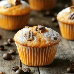 - 1 ½ cups all-purpose flour - ¾ cup granulated sugar - 1 tablespoon pumpkin spice mix - 1 teaspoon baking soda - ½ teaspoon baking powder - ½ teaspoon salt - 1 cup canned pumpkin puree - ½ cup brewed coffee (cooled) - ⅓ cup vegetable oil - 2 large eggs - 1 teaspoon vanilla extract - ½ cup chocolate chips - ½ cup chopped pecans To create the best pumpkin spice latte muffins, you need to gather your ingredients first. Start with the dry ingredients. The flour gives the muffins structure, while the sugar adds sweetness. The pumpkin spice mix brings warmth with cinnamon and nutmeg. Next, we move to the wet ingredients. Canned pumpkin puree adds moisture and flavor. Brewed coffee gives a nice kick. Don't forget the oil for richness and eggs for binding. If you want to elevate your muffin game, consider adding optional ingredients. Chocolate chips add a sweet surprise. Chopped pecans bring a wonderful crunch. You can find the full recipe for these muffins to guide your cooking. 1. Preheat your oven to 350°F (175°C). This helps the muffins bake evenly. 2. Prepare your muffin tin by lining it with paper liners or greasing it well. This keeps the muffins from sticking. 1. In a large bowl, combine the dry ingredients. Mix together 1 ½ cups of flour, ¾ cup of sugar, 1 tablespoon of pumpkin spice mix, 1 teaspoon of baking soda, ½ teaspoon of baking powder, and ½ teaspoon of salt. This gives your muffins great flavor. 2. In another bowl, mix the wet ingredients. Combine 1 cup of canned pumpkin puree, ½ cup of cooled brewed coffee, ⅓ cup of vegetable oil, 2 large eggs, and 1 teaspoon of vanilla extract. Stir until smooth. 3. Gently fold the wet ingredients into the dry mix. Be careful not to overmix; a few lumps are okay. If you want to add flavor, fold in ½ cup of chocolate chips or ½ cup of chopped pecans at this stage. 1. Divide the batter into the muffin cups. Fill each cup about ¾ full to allow space for rising. 2. Bake in your preheated oven for 18-20 minutes. Check for doneness by inserting a toothpick into the center. If it comes out clean, they are ready. 3. Once baked, let the muffins cool in the pan for 5 minutes. Then, transfer them to a wire rack to cool completely. For the full recipe, click here to see all the details and tips! To make the best pumpkin spice latte muffins, you must avoid overmixing. Overmixing can make your muffins tough. Mix just until the wet and dry ingredients blend together. This ensures a soft and fluffy texture. Next, ensure your oven is at the right temperature. An oven that is too hot can burn the muffins. An oven that is too cool can leave them undercooked. Use an oven thermometer if needed. Preheating the oven to 350°F (175°C) is key for perfect baking. For a lovely presentation, dust your muffins with powdered sugar just before serving. This adds a sweet touch and makes them look inviting. You can also serve them warm alongside a cup of coffee or tea. The flavors blend perfectly, making each bite delightful. Want to elevate the flavor? Consider adding nutmeg or allspice for a deeper taste. These spices work well with pumpkin and coffee flavors. To make your muffins extra moist, use a little more pumpkin puree or add a splash more oil. You could also try adding yogurt for creaminess. These small changes can create a more enjoyable muffin experience. For the full recipe, check out the instructions above. {{image_2}} If you need gluten-free muffins, swap regular flour for a gluten-free blend. This works well and keeps the muffins soft. For a vegan version, use flax eggs instead of real eggs. Mix one tablespoon of flaxseed meal with three tablespoons of water. Let it sit for a few minutes to thicken. You can also replace milk with almond or oat milk. Try using flavored coffee for a fun twist. Hazelnut or vanilla can add a new layer of taste. You can also swap pumpkin puree with other purees like sweet potato or apple. These will change the flavor but still give you great muffins. Add fresh cranberries or chopped nuts for extra texture. This adds a nice crunch and makes the muffins more festive. You can also mix in spices like cardamom or allspice for a different flavor. These small changes can make your muffins unique and exciting to eat. For the full recipe, check out the recipe above. After baking your pumpkin spice latte muffins, let them cool completely. Store them in an airtight container at room temperature. This keeps them fresh for about three days. If you want to keep them longer, you can refrigerate them. Just remember, they may dry out a bit in the fridge. For long-term storage, freezing is the best option. Wrap each muffin tightly in plastic wrap. Then, place them in a freezer-safe bag or container. They will stay good for up to three months. When you're ready to enjoy them, just take out the number you want. To reheat your muffins, preheat your oven to 350°F (175°C). Place the muffins on a baking sheet. Heat them for about 10 to 15 minutes. You can also microwave them for about 20-30 seconds. This warms them up and keeps them soft. Enjoy your delicious muffins warm! For the full recipe, check out the [Full Recipe]. To check if your muffins are done, insert a toothpick into the center. If it comes out clean, they’re ready. You can also gently press the top. If it springs back, that’s a good sign. Keep an eye on the time too. These muffins take about 18 to 20 minutes to bake. Yes, you can make these muffins ahead of time! Bake them and let them cool completely. Then, store them in an airtight container at room temperature for up to three days. If you want to keep them longer, freeze them! Wrap each muffin in plastic wrap. Then place them in a freezer bag for up to three months. If you don’t have pumpkin puree, you can use applesauce or mashed banana. Both will add moisture and a bit of sweetness. You can also use sweet potato puree for a different flavor. Just make sure the texture is similar to pumpkin puree. This way, your muffins will still turn out great. For the full recipe, don’t forget to check it out! In this post, we explored how to make delicious pumpkin muffins. We broke down the essential dry and wet ingredients, along with optional add-ins to make them special. I shared tips for mixing, baking, and enhancing the flavor of your muffins. Plus, we discussed ways to adapt the recipe for different diets and seasons. Now, you can enjoy fresh, tasty muffins any time. Use these easy steps to impress your friends and family. Happy baking!