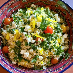 - 1 cup couscous - 1 ½ cups vegetable broth - 1 tablespoon olive oil - 1 tablespoon lemon zest - ¼ cup fresh parsley, chopped - ¼ cup fresh mint, chopped - Optional: ½ cup cherry tomatoes, halved - Optional: Feta cheese, crumbled - 2 tablespoons lemon juice - 1 teaspoon garlic powder - Salt and pepper to taste When I make lemon herb couscous, I start with the main ingredients. Couscous is light and fluffy. I use vegetable broth to give it a rich flavor. Olive oil adds a nice touch, and lemon zest brightens up the dish. Next, I chop fresh parsley and mint. These herbs bring a pop of freshness. If you want, add cherry tomatoes for color and sweetness. Feta cheese is great if you like a salty kick. For seasoning, I squeeze in fresh lemon juice. Garlic powder adds depth, and salt and pepper round it out. This simple mix creates a tasty side that pairs well with many meals. Check the [Full Recipe] for detailed steps on how to prepare it! 1. In a medium saucepan, bring the vegetable broth to a boil over medium heat. 2. Once boiling, add the couscous and olive oil. Stir quickly to mix them well. 1. Remove the pan from heat. Cover it and let it sit for about 5 minutes. 2. After 5 minutes, use a fork to fluff the couscous. This helps separate the grains. 1. Next, mix in the lemon zest, lemon juice, and herbs until everything is evenly combined. 2. Finally, season with salt and pepper to taste. If you want, gently fold in the cherry tomatoes. This Lemon Herb Couscous is quick and easy. You can enjoy it warm or at room temperature. If you like, top it with crumbled feta cheese for added flavor. For the full recipe, check out the Full Recipe section. How to avoid mushy couscous To keep couscous fluffy, use the right water-to-couscous ratio. For every cup of couscous, use 1.5 cups of broth. Boil the broth first, then mix in the couscous quickly. Cover it and let it sit. This method helps the grains absorb moisture without turning mushy. Best ways to flavor couscous Enhancing couscous flavor is simple. Use vegetable broth instead of water for depth. Add fresh herbs like parsley and mint for brightness. You can also mix in lemon zest and juice for a zesty kick. Garlic powder gives an extra layer of flavor. Pairing with proteins or salads Lemon herb couscous pairs well with grilled chicken or fish. It also complements roasted vegetables nicely. For a light meal, serve it with a fresh salad. Adding chickpeas can boost protein and make it a complete dish. Presentation ideas for a beautiful dish Serve couscous in a wide bowl to show off its texture. Top with colorful cherry tomatoes and crumbled feta. A sprinkle of fresh herbs adds a pop of green. This makes the dish look and taste fresh. How to store leftovers Store leftover couscous in an airtight container. Place it in the fridge for up to three days. If you want to freeze it, let it cool first. Then, place it in a freezer-safe bag. Reheating instructions To reheat, add a splash of water or broth to the couscous. Microwave it covered for one to two minutes. Stir halfway through to ensure even heating. This keeps it moist and fluffy. Enjoy your delicious lemon herb couscous again! {{image_2}} You can easily change the herbs in this recipe. Try basil or dill for a fresh twist. If you want more color and nutrition, add chopped bell peppers or spinach. These swaps keep the dish exciting and full of flavor. Want a bit more crunch? Add nuts or seeds like almonds or sunflower seeds. They add texture and healthy fats. If you love warm spices, sprinkle in cumin or paprika. These spices deepen the flavor and make the dish more complex. This recipe works for many diets. To make it vegan, skip the feta cheese or use a plant-based option. For gluten-free needs, swap couscous for quinoa or rice. Adjusting these ingredients allows everyone to enjoy this tasty meal. Check out the [Full Recipe] for more details. Each serving of Lemon Herb Couscous is about 1 cup. This recipe makes four servings. Each serving contains around 180 calories. The macronutrient breakdown is as follows: - Carbohydrates: 36g - Protein: 5g - Fat: 4g Couscous offers many nutrients. It is rich in carbohydrates, which give you energy. It also contains protein, which is good for muscle repair. The herbs add vitamins and minerals. Parsley helps with digestion and has antioxidants. Mint can help soothe your stomach and freshen your breath. Lemon juice adds vitamin C, boosting your immune system. Together, these ingredients create a healthy dish. Lemon Herb Couscous fits many diets. It is vegetarian and can be vegan if you skip cheese. This dish is low in fat and offers a good source of carbs. It is not low-carb, so it may not suit strict low-carb diets. However, it aligns well with Mediterranean diets, which focus on fresh ingredients and healthy fats. You can adapt it easily for your needs. For a gluten-free option, try using gluten-free couscous or quinoa instead. How long does couscous take to cook? Couscous cooks very quickly. It usually takes about 5 minutes. First, boil the broth, then add the couscous. After covering it, let it sit. In five minutes, it’s ready! Can I make Lemon Herb Couscous ahead of time? Yes, you can make it ahead! It keeps well in the fridge for a few days. Just store it in a sealed container. When you’re ready, reheat it or serve it cold. Can I use water instead of broth? You can use water, but broth adds more flavor. The broth makes the couscous taste richer and better. If you have broth, use it for a tastier dish. What are the best herbs for couscous? Fresh herbs are best for couscous. I love using parsley and mint. You can also try basil or dill. They all bring a fresh taste to the dish. What’s the best way to store Lemon Herb Couscous? Store it in an airtight container in the fridge. This keeps it fresh. Make sure it cools down first before sealing it. Can you freeze couscous? Yes, you can freeze couscous! Use a freezer-safe container. It lasts up to three months. Just thaw it in the fridge before reheating. This blog post covered how to make Lemon Herb Couscous with simple steps. We reviewed key ingredients, cooking tips, serving ideas, and variations to enhance your dish. Remember, couscous is easy to customize. You can swap herbs or add extra veggies. These variations keep your meals fresh and fun. Enjoy making this light and tasty dish!