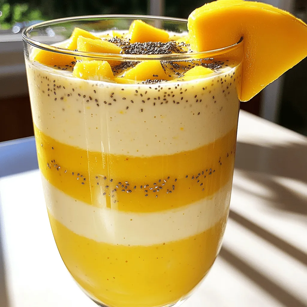 A great smoothie starts with fresh, good ingredients. Here’s what you need for the Pineapple Mango Smoothie: - Fresh pineapple chunks - Ripe mango, peeled and diced - Banana, sliced - Coconut milk (or almond milk) - Honey or agave syrup (optional) - Chia seeds (optional) - Ice cubes Fresh pineapple gives a sweet and tangy flavor. Choose a ripe mango for the best taste. A banana adds creaminess. Coconut milk makes it rich and smooth, but you can swap it for almond milk if you want something lighter. Honey or agave syrup is great if you like it sweeter. Chia seeds boost nutrition, and ice cubes keep it cold and refreshing. For the full recipe, follow the steps to blend these ingredients into a delicious drink. First, gather your ingredients. You will need fresh pineapple, a ripe mango, and a banana. To start, peel and dice the mango. Make sure to cut it into small pieces for easy blending. Next, slice the banana into rounds. Finally, if your pineapple is whole, cut it into chunks. If you have pre-cut pineapple, just measure out one cup. Now, it’s time to blend! In your blender, combine the fresh pineapple, diced mango, sliced banana, and coconut milk. You can use almond milk if you prefer a lighter drink. Blend the mixture on medium speed for about 30 seconds to one minute. You want the smoothie to be smooth and creamy. If you like a colder drink, add a handful of ice cubes and blend again. This will make your smoothie frothy and refreshing. After blending, it’s time to taste your smoothie. If you want it sweeter, add honey or agave syrup. Blend again to mix in the sweetness. For serving, pour the smoothie into glasses. You can make it look fancy by garnishing with a slice of pineapple or mango on the rim. A sprinkle of chia seeds on top adds a nice touch too. Enjoy your Tropical Breeze Pineapple Mango Smoothie! You can find the full recipe above. To make a great smoothie, start with ripe fruit. Choose mangoes that yield slightly when you press them. They should smell sweet. For pineapples, look for a golden color and fresh smell. Both fruits taste best when they are fresh. However, frozen fruit can be a good option. It saves time and still tastes great. Frozen fruit also makes your smoothie nice and cold. You can change the milk you use in this smoothie. Coconut milk adds a tropical taste. Almond milk is lighter and nutty. Both options work well. If you want to make it sweeter, try honey or agave syrup. You can skip the sweetener if your fruit is ripe enough. It is all about your taste. Chia seeds are a great boost for your smoothie. They are small but pack a lot of nutrients. They add fiber and protein, helping you feel full. You can also mix in other superfoods. Spinach is a great choice. It blends well and adds vitamins without changing the taste. Protein powder can also help if you want extra energy. These small changes can make your smoothie even healthier. Check out the Full Recipe for all the details! {{image_2}} You can make this pineapple mango smoothie even more exciting. Try adding other tropical fruits like banana or kiwi. These fruits blend well and add different flavors. You can also incorporate coconut or pineapple juice for extra sweetness. This gives your drink a refreshing twist. For a healthy boost, consider turning your smoothie green. Adding spinach or kale will not change the taste much, but it adds nutrition. You can also switch to yogurt instead of coconut milk. This makes the smoothie creamier and adds protein, which is great for your diet. If you want more energy, boost your smoothie with protein. You can use protein powder to increase the protein content. Adding nut butter or seeds, like chia or flaxseeds, is another great choice. This not only adds taste but also makes your smoothie more filling. For the full recipe, check out the Tropical Breeze Pineapple Mango Smoothie. If you have extra smoothie, store it in a jar. Make sure it has a tight lid. This helps keep it fresh. Smoothies taste best when you drink them soon after making. However, you can refrigerate leftovers for 1 to 2 days. After that, the taste and texture may change. You can freeze your smoothie for later. Pour it into ice cube trays or small containers. Leave some space at the top, since liquids expand when frozen. To enjoy your frozen smoothie, blend it again or let it sit out for a few minutes. This will help it thaw a bit. You can also add a splash of coconut milk to help blend it well. The best time to drink a smoothie is in the morning or after a workout. Smoothies give you a quick energy boost. They are full of vitamins and minerals. Morning smoothies help kickstart your day with nutrition. After a workout, they help your body recover. Drinking a smoothie also helps with hydration. Many fruits contain water, like pineapple and mango. This hydration can keep you feeling fresh. A well-timed smoothie can even curb unhealthy cravings later. Yes, you can use frozen pineapple or mango. Frozen fruits are great for smoothies. They are often picked at peak ripeness. This means they are packed with flavor and nutrients. Using frozen fruit can also make your smoothie cold and thick. It’s a quick way to have fruit on hand. Just add the frozen pieces directly to the blender. You may need to adjust the liquid amount to get the right texture. To make your smoothie thicker, add bananas or yogurt. Bananas are creamy and blend well. Yogurt adds richness and protein. You can also use frozen fruits instead of fresh ones. Another way to thicken your smoothie is by adding chia seeds. They soak up liquid and expand, giving your drink a nice texture. Simply mix in a tablespoon or two before blending. This can help boost nutrition as well. For the full recipe, you can check out the Tropical Breeze Pineapple Mango Smoothie. This blog covered the best ways to make a delicious smoothie. We looked at key ingredients like fresh fruit and healthy liquids. You learned how to prepare and blend them, plus how to adjust sweetness. Tips on choosing ripe fruit and customizing your drink are crucial. Don’t forget about storage; knowing how to keep your smoothies fresh helps a lot. Overall, smooth smoothies can be fun and healthy. Enjoy creating your perfect blend!
