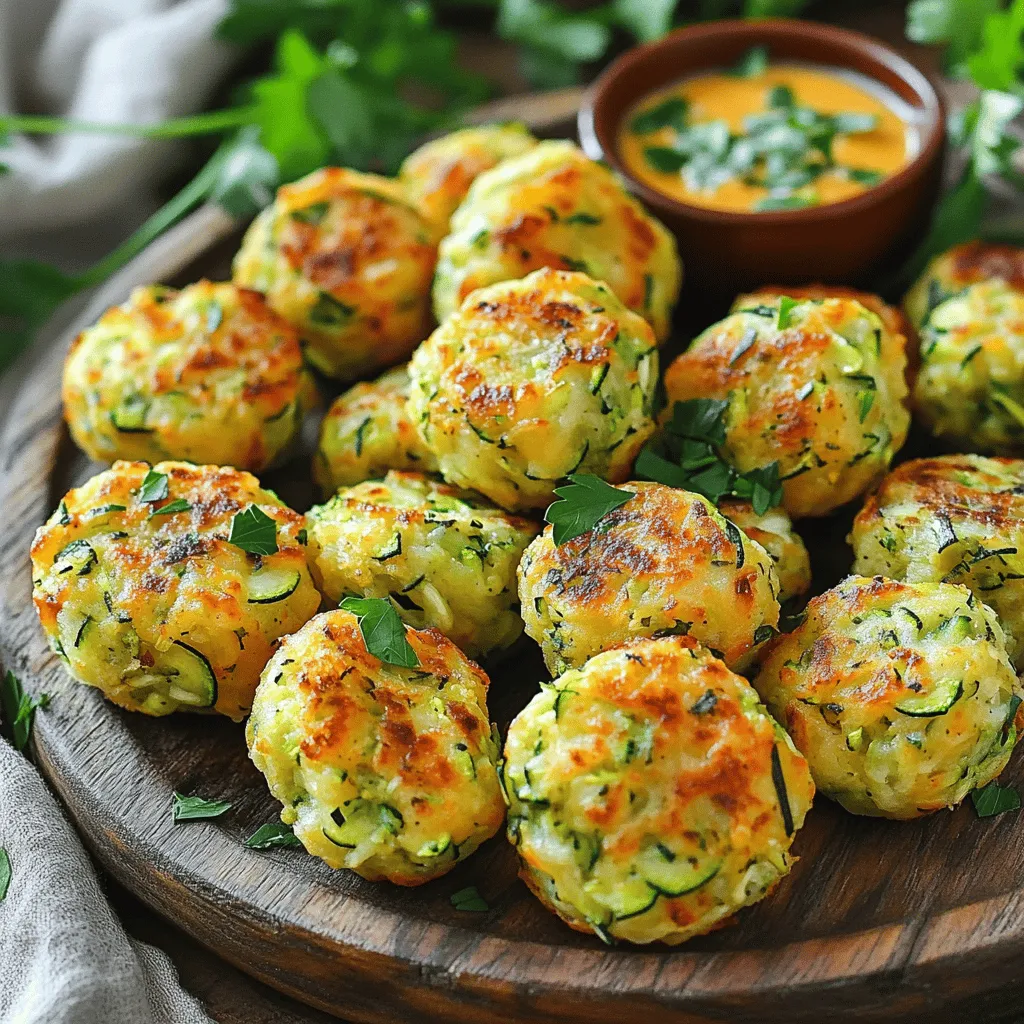 To make tasty herby zucchini tater tots, you need these key ingredients: - 2 medium zucchinis, grated - 1 cup potatoes, peeled and grated - 1 cup shredded cheese (cheddar or mozzarella) - 1/4 cup fresh parsley, finely chopped - 1/4 cup green onions, finely chopped - 1/4 cup all-purpose flour - 1 large egg, beaten - 1 teaspoon garlic powder - 1 teaspoon onion powder - Salt and black pepper to taste - Olive oil for brushing These ingredients work together to create a crunchy and savory snack. The zucchini and potatoes add moisture and texture, while the cheese brings a rich flavor. You can play with the recipe to match your taste. Try adding: - 1/2 teaspoon smoked paprika for a smoky flavor - 1/4 cup grated carrots for extra crunch and color - 1/4 cup corn for a sweet pop - Different herbs like dill or basil for varied tastes These options let you create a unique batch of tater tots each time. These herby zucchini tater tots pack a punch! They are a good source of: - Vitamins A and C from the zucchini - Protein from the cheese and egg - Fiber from the potatoes and vegetables Each serving can be a healthier choice than regular tater tots. They offer nutrients while still being a fun snack. For the full recipe, check the steps to make these delicious treats at home! First, preheat your oven to 425°F (220°C). This helps the tater tots get crispy. Next, line a baking sheet with parchment paper. This keeps the tots from sticking and makes cleanup easy. Now, take your two medium zucchinis and grate them. Also, grate one cup of peeled potatoes. Using a clean kitchen towel, squeeze out the extra moisture from both. This step is key for crispy tots. In a large mixing bowl, combine the grated zucchinis and potatoes. Then, add the cheese, fresh parsley, and green onions. Next, sprinkle in the flour, beaten egg, garlic powder, onion powder, salt, and black pepper. Mix everything well until fully combined. This mixture should look colorful and well-balanced. It is important to ensure every bite has great flavor. Now comes the fun part—shaping! Use your hands to form small balls, about the size of a golf ball. Flatten them slightly to make them look like tots. Place these shaped tots on the lined baking sheet. Lightly brush the tops with olive oil. This helps them crisp up nicely in the oven. Bake for 20-25 minutes. Flip them halfway through for even cooking. Once they are golden brown, take them out. Let them cool for a couple of minutes before serving. You can find the full recipe [here](#). To get the best texture, use a box grater. Grate zucchinis and potatoes on the large holes. This keeps them chunky and flavorful. After grating, place them in a clean kitchen towel. Twist the towel to squeeze out extra moisture. This step is key. Too much moisture makes the tots soggy. For crispy tater tots, follow these tips: - Use oil: Lightly brush the tops with olive oil. This helps them get golden. - Don't crowd the pan: Space them out on the baking sheet. This allows hot air to circulate. - Flip halfway: Turn the tots halfway through baking. This helps both sides crisp up. Pair your Herby Zucchini Tater Tots with tasty dips. Here are some ideas: - Tzatziki: This yogurt dip adds a fresh taste. - Ketchup: A classic choice for a sweet touch. - Ranch dressing: Creamy and herb-filled, it’s a crowd favorite. Try serving them with a side salad for a light meal. You can find the full recipe above to get started! {{image_2}} To make these tater tots gluten-free, switch the all-purpose flour. Use almond flour or coconut flour instead. Both options work well and keep the texture nice. You can enjoy the same crispy bites without gluten. Just replace in equal amounts and mix as usual. For a vegan version, skip the egg and cheese. Use a flaxseed egg instead. Mix one tablespoon of flaxseed meal with three tablespoons of water. Let it sit for five minutes to thicken. Choose a plant-based cheese that melts well. This keeps your tater tots tasty and vegan-friendly. Herbs can change the taste of your tater tots. Try adding fresh basil or dill for a new twist. You can also use thyme or oregano for an earthy flavor. Mix and match herbs to find your favorite. This small change adds lots of flavor to each bite. For the full recipe, check the instructions above. After you enjoy your Herby Zucchini Tater Tots, store any leftovers in an airtight container. Make sure they cool down first. Place a paper towel at the bottom of the container. This helps absorb excess moisture and keeps them crispy. Store them in the fridge for up to three days. To reheat your tater tots, the oven is best for crispiness. Preheat your oven to 375°F (190°C). Spread the tater tots on a baking sheet. Bake for about 10-15 minutes, flipping them halfway through. This will make them nice and crispy again. You can also use an air fryer. Set it to 350°F (175°C) and cook for 5-7 minutes. If you want to freeze your tater tots, let them cool completely first. Place them in a single layer on a baking sheet. Freeze for about 1-2 hours. Once they are firm, transfer them to a freezer-safe bag. Label the bag with the date. You can freeze them for up to three months. When you're ready to eat, bake them straight from the freezer. No need to thaw! Check the Full Recipe for more tips. Yes, you can use frozen zucchini. However, fresh zucchini gives the best taste. If you use frozen, thaw and drain it well. This keeps your tater tots from being soggy. Soggy tater tots won't crisp up nicely in the oven. To make tater tots without cheese, leave it out entirely. You can add extra seasoning instead. Try adding a bit more garlic powder or herbs. This will keep the flavor strong and delicious. You might also use a vegan cheese substitute if you prefer. Herby Zucchini Tater Tots pair well with many sides. Here are a few ideas: - Fresh salad with greens and a light dressing. - A bowl of creamy tzatziki for dipping. - Grilled vegetables for a colorful plate. - Spicy ketchup for a kick. These sides make the meal fun and tasty. Feel free to mix and match! For the complete recipe, check out the Full Recipe link. In this blog post, we explored the tasty world of Herby Zucchini Tater Tots. We covered essential and optional ingredients, along with their nutrition. I gave you clear, easy instructions on how to make them. I also shared tips for perfect texture and fun variations. Plus, I detailed how to store and reheat your leftovers for later. Enjoy these tater tots as a snack or side dish. Try out your own flavors and enjoy a tasty twist on a classic!