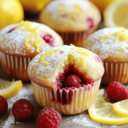 To make Lemon Raspberry Muffins, you need fresh and simple ingredients. Here’s what you’ll need: - 1 ½ cups all-purpose flour - ½ cup granulated sugar - 1 tablespoon baking powder - ½ teaspoon salt - 1 large egg - ½ cup milk - ⅓ cup vegetable oil - 1 tablespoon lemon zest - 2 tablespoons fresh lemon juice - 1 cup fresh raspberries - 1 teaspoon vanilla extract - Optional: Powdered sugar for dusting Using quality ingredients makes a big difference. Fresh raspberries add a burst of flavor. Zest from a lemon gives a nice zing. You can use frozen raspberries too, but fresh ones taste best. When measuring flour, scoop it gently. Avoid packing it down. This keeps your muffins light and fluffy. If you want to add a sweeter touch, dust the tops with powdered sugar after baking. For the full recipe, check out the preparation steps and enjoy a tasty treat! - Preheat your oven to 375°F (190°C). - Prepare the muffin pan with liners or cooking spray. Getting your oven hot is key for great muffins. This helps them rise nicely. Use paper liners or spray the pan. This way, your muffins won’t stick. - Combine dry and wet ingredients carefully. - Fold in fresh raspberries gently. In a big bowl, mix flour, sugar, baking powder, and salt. In another bowl, whisk the egg, milk, oil, lemon zest, lemon juice, and vanilla. Pour the wet mix into the dry mix. Stir just until blended. It’s okay if the batter has a few lumps. Now, gently fold in the raspberries. Take care not to break them. - Divide batter into muffin cups. - Bake and check doneness. Use a spoon to fill each muffin cup about ¾ full. This helps them bake evenly. Bake for 18-20 minutes. The tops should be golden brown. To check doneness, insert a toothpick. If it comes out clean, your muffins are ready! To avoid overmixing, mix the wet and dry ingredients gently. Stir until the mix is just combined. A few lumps are okay. Overmixing can make the muffins tough. For the best rise and texture, let the batter rest for a few minutes. This allows the baking powder to activate. Ensure your oven is preheated to 375°F (190°C) before baking. This helps the muffins rise evenly. Serve your muffins on a bright platter. Add fresh raspberries and lemon slices around them for color. Dust them with powdered sugar for an extra touch. Pair these muffins with tea or coffee. The citrus flavor goes well with a light drink. Enjoy them as a breakfast treat or a snack. If your muffins are too dense, you might have overmixed the batter. Try mixing gently next time. If they are dry, your oven may be too hot. Use an oven thermometer to check. For muffins that stick, use liners or grease the pan well. If they don’t rise, check the baking powder’s freshness. Old baking powder won’t work well. For the full recipe, refer to the ingredients and steps above. {{image_2}} You can make these muffins even more exciting. Add nuts like walnuts or pecans for a crunchy bite. Chocolate chips are another fun addition, bringing a sweet contrast to the tart raspberries. You can also try different fruits. Blueberries and strawberries work well too. They add a lovely color and taste. If you need gluten-free options, use gluten-free flour. It works just as well in this recipe. For vegan substitutes, replace the egg with a flax egg. Mix one tablespoon of ground flaxseed with three tablespoons of water. Let it sit for a few minutes until it thickens. Swap the milk for almond milk or soy milk. These simple changes keep the muffins tasty while meeting dietary needs. Mix things up with seasonal flavors. In spring, try adding orange zest along with the lemon. In winter, use spices like cinnamon or nutmeg for a cozy feel. You can also create holiday-themed muffins. Add a splash of eggnog or swap raspberries for cranberries during the holidays. Each twist makes your muffins unique and fun! To keep your lemon raspberry muffins fresh, let them cool completely. Then, store them in an airtight container. This helps retain moisture and flavor. You can also wrap each muffin in plastic wrap for extra protection. For longer storage, freezing is a great option. Just place the muffins in a freezer-safe bag. Squeeze out excess air before sealing. When you want to enjoy one, simply thaw it at room temperature or warm it in the microwave for 15-20 seconds. These muffins will last about 3 to 5 days at room temperature. If you keep them in the fridge, they can last up to a week. However, the texture may change slightly. Always check for signs of spoilage. If you see mold or an off smell, it's best to throw them away. Freshness is key to enjoying these tasty treats! For the full recipe, check the earlier section. Can I use frozen raspberries? Yes, you can use frozen raspberries. Just make sure to thaw them first. This way, they won’t make the batter too wet. Be gentle when mixing them in, so they don’t break apart too much. How do I know when the muffins are done? The muffins are done when they are golden brown on top. You can test with a toothpick. If it comes out clean, the muffins are ready! What is prep time for Lemon Raspberry Muffins? The prep time for these muffins is about 15 minutes. You can mix the dry and wet ingredients quickly. It’s a fast and easy recipe! How can I adjust cooking time for different ovens? Every oven is different. If your oven runs hot or cold, keep an eye on the muffins. Start checking them a few minutes early. If you have an oven thermometer, use it to check the right temperature. What makes these muffins moist? These muffins stay moist because of the milk and oil. The raspberries also add moisture and a burst of flavor. This combination keeps each bite soft and tasty. How to enhance the lemon flavor even more? To boost the lemon flavor, add more lemon zest or juice. You can also mix in some lemon extract for extra zest. This will make your muffins shine with bright lemon taste! For the full recipe, check the details above. This blog post covered how to make delicious Lemon Raspberry Muffins. We discussed key ingredients and step-by-step instructions. I shared tips for success and variations to try. You can store the muffins with ease for fresh enjoyment. Remember, these muffins are easy to make and great for any occasion. Embrace your creativity, and don’t hesitate to experiment with flavors. Enjoy your baking adventure and savor each bite!