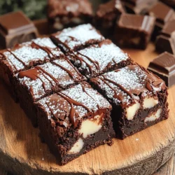 - 1 cup unsalted butter (2 sticks) - 1 ½ cups granulated sugar - 4 large eggs - 1 teaspoon vanilla extract - 1 cup all-purpose flour - ½ cup unsweetened cocoa powder - ½ teaspoon baking powder - ½ teaspoon salt - 1 cup semisweet chocolate chips - ½ cup white chocolate chips - ½ cup dark chocolate chunks What can I use instead of eggs? You can use 1/4 cup unsweetened applesauce or 1/4 cup mashed banana for each egg. This keeps the brownies moist and adds some natural sweetness. What can I use instead of butter? Try using coconut oil or vegan butter. Both options work well and give a similar rich flavor. What are my options for gluten-free flour? You can use a gluten-free all-purpose flour blend. Just make sure it has xanthan gum to help with texture. First, preheat your oven to 350°F (175°C). This step is key to baking perfect brownies. While the oven warms, prepare a 9x13 inch baking pan. Grease it well or line it with parchment paper. This makes it easy to take the brownies out later. Next, melt 1 cup of unsalted butter in a medium saucepan over low heat. Once melted, remove it from the heat. Stir in 1 ½ cups of granulated sugar until the mix is smooth. This will create a rich base for your brownies. After that, add 4 large eggs one by one. Mix well after each addition. Finally, stir in 1 teaspoon of vanilla extract until everything is combined. In a separate bowl, whisk together 1 cup of all-purpose flour, ½ cup of unsweetened cocoa powder, ½ teaspoon of baking powder, and ½ teaspoon of salt. This dry mix adds structure and flavor to our brownies. Gradually add this dry mix to your wet ingredients. Stir gently until just combined. Be careful not to over-mix! Now comes the best part: folding in the chocolate! Add 1 cup of semisweet chocolate chips, ½ cup of white chocolate chips, and ½ cup of dark chocolate chunks. Use a spatula to fold them in until they are evenly spread throughout the batter. This step gives the brownies their rich, decadent taste. Pour the brownie batter into your prepared pan. Spread it evenly with a spatula. Now, place the pan in the oven and bake for 25 to 30 minutes. Check for doneness by inserting a toothpick into the center. If it comes out with a few moist crumbs, your brownies are ready. After baking, let the brownies cool in the pan for about 15 minutes. Then, transfer them to a cooling rack to cool completely before slicing. Enjoy your rich and decadent triple chocolate brownies! For the complete recipe, refer to the Full Recipe section. To get the best texture in your brownies, pay attention to your ingredients. Use room temperature eggs and butter. This helps them mix better. Cold ingredients can make your batter lumpy. Mix just until combined. Over-mixing can lead to tough brownies. Stir gently to keep them soft and chewy. Want richer brownies? Add a bit of espresso or coffee to your batter. It boosts the chocolate flavor without tasting like coffee. Also, use high-quality chocolate. Good chocolate makes a big difference. Look for chocolate that has 60% cocoa or more for a deep flavor. For a beautiful presentation, cut your brownies into neat squares. Place them on a nice platter. Dust with powdered sugar for extra charm. You can also drizzle melted chocolate on top. Serve them with a scoop of vanilla ice cream for a tasty treat. The cold ice cream pairs perfectly with the warm brownies. {{image_2}} You can change up the flavor of your brownies in fun ways. Adding nuts or fruits can add texture and taste. Try using walnuts or pecans for a nice crunch. Chopped cherries or raspberries can also give a fruity twist. Another great idea is to create a mint chocolate version. Just add a few drops of peppermint extract to the batter. This will bring a refreshing flavor to your brownies without overpowering the chocolate. If you follow a vegan diet, you can still enjoy these brownies. Replace the eggs with flaxseed meal or applesauce. Use coconut oil instead of butter. Make sure to choose dairy-free chocolate chips for that rich taste. For those on a keto diet, you can make adjustments too. Use almond flour instead of all-purpose flour. Swap the sugar for a keto-friendly sweetener like erythritol. These changes will keep your brownies low in carbs while still keeping them delicious. For the complete steps and tips, check the Full Recipe. To keep your brownies fresh, store them in an airtight container. Place a piece of parchment paper between layers to prevent sticking. This will help maintain that rich, fudgy texture. Keep the container at room temperature for up to four days. If you want to keep them longer, consider refrigeration. Just make sure to seal them well. You can also freeze brownies for future enjoyment. First, cut them into squares. Wrap each piece tightly in plastic wrap. Then, place the wrapped brownies in a freezer bag or container. They will stay good for up to three months. When you're ready to enjoy a brownie, take it out of the freezer. Thaw it in the fridge overnight, or leave it at room temperature for a few hours. You can also microwave it for about 15 seconds for a warm treat. Enjoy your delicious Triple Chocolate Brownies anytime! To check if your brownies are done, use a toothpick. Insert it in the center. If it comes out with a few moist crumbs, they are ready. If it has wet batter, give them more time. Brownies will also pull away from the edges of the pan slightly when done. Yes, you can make these brownies ahead of time. Store them in an airtight container at room temperature. They stay fresh for about three days. If you want to keep them longer, wrap them tightly and freeze them. To reheat, warm them in the oven at 350°F for about 10 minutes. To cut brownies cleanly, use a sharp knife. Dip the knife in hot water, then wipe it dry. This helps create smooth edges. You can also use a plastic knife for easy cuts. For serving, a spatula works well to lift brownie squares from the pan. To learn how to make these rich brownies, check the Full Recipe section. It has all the steps and details you need to create this delicious treat. In this blog post, we covered a rich brownie recipe with chocolatey goodness and variations. We explored ingredient substitutions, preparation steps, and tips for the perfect texture. You learned how to enhance flavor and serve brownies beautifully. Remember, you can adapt this recipe to fit any diet or taste. Enjoy making delicious brownies that everyone can love, whether with nuts or a mint twist. Keep these tips in mind for baking success and fun dessert ideas. Happy baking!